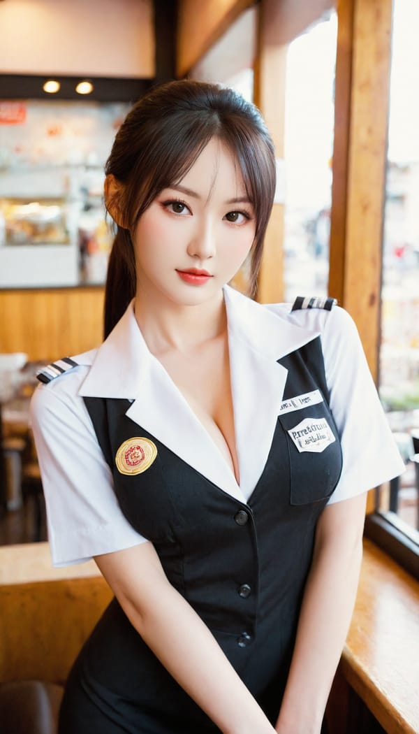 Tags: 21872187, SDXL
{"3": {"inputs": {"seed": 629233845042131, "steps": 64, "cfg": 5.95, "sampler_name": "dpmpp_2m", "scheduler": "karras", "denoise": 1.0, "model": ["27", 0], "positive": ["6", 0], "negative": ["7", 0], "latent_image": ["5", 0]}, "class_type": "KSampler"}, "4": {"inputs": {"ckpt_name": "leosamsHelloworldSDXL_helloworldSDXL32DPO.safetensors"}, "class_type": "CheckpointLoaderSimple"}, "5": {"inputs": {"width": 768, "height": 1344, "batch_size": 1}, "class_type": "EmptyLatentImage"}, "6": {"inputs": {"text": "28 year old girl, (russian:0.99), (japanese:0.97), (korean:1.01), (idol:1.00), (pale skin:1.04), (blush:1.05), (seductive pose:1.03), (sexy lips:0.99), (seductive facial expression:1.04), (temptress:1.14), (slim:1.11), (eyelashes:1.01), (beautiful eyes:0.97), (double eyelids:0.99), (cute:1.13), (in a seductive pose:0.99), (large perky breasts:1.06), (cleavage:0.98), (thigh gap:0.99), (a waitress in uniform:1.07) working at a restaurant, (skin fuzz:1.04), (RAW:1.07), (soft lighting:1.00), (detailed skin:1.01), (natural looking skin:1.05), (candid cinema:1.01), (portra:1.07), (textured skin:1.02), (film:1.07)", "clip": ["27", 1]}, "class_type": "CLIPTextEncode"}, "7": {"inputs": {"text": "(watermark:1.06), (low resolution:1.11), (distorted:1.08), (bad hands:1.10), (worst quality:1.13), (open mouth:1.12), (twisted:1.06)", "clip": ["27", 1]}, "class_type": "CLIPTextEncode"}, "8": {"inputs": {"samples": ["3", 0], "vae": ["4", 2]}, "class_type": "VAEDecode"}, "25": {"inputs": {"lora_name": "nudify_xl.safetensors", "strength_model": 0.33, "strength_clip": 0.17, "model": ["4", 0], "clip": ["4", 1]}, "class_type": "LoraLoader"}, "26": {"inputs": {"lora_name": "shirtlift_SDXL_v2.safetensors", "strength_model": 0.15, "strength_clip": 0.08, "model": ["25", 0], "clip": ["25", 1]}, "class_type": "LoraLoader"}, "27": {"inputs": {"lora_name": "PerfectEyesXL.safetensors", "strength_model": 0.14, "strength_clip": 0.09, "model": ["26", 0], "clip": ["26", 1]}, "class_type": "LoraLoader"}, "30": {"inputs": {"model_name": "4x_NMKD-Superscale-SP_178000_G.pth"}, "class_type": "UpscaleModelLoader"}, "31": {"inputs": {"upscale_model": ["30", 0], "image": ["8", 0]}, "class_type": "ImageUpscaleWithModel"}, "32": {"inputs": {"upscale_method": "lanczos", "scale_by": 0.5, "image": ["31", 0]}, "class_type": "ImageScaleBy"}, "33": {"inputs": {"pixels": ["32", 0], "vae": ["4", 2]}, "class_type": "VAEEncode"}, "34": {"inputs": {"seed": 629233845042131, "steps": 64, "cfg": 5.95, "sampler_name": "dpmpp_2m", "scheduler": "karras", "denoise": 0.3, "model": ["27", 0], "positive": ["6", 0], "negative": ["7", 0], "latent_image": ["33", 0]}, "class_type": "KSampler"}, "36": {"inputs": {"samples": ["34", 0], "vae": ["4", 2]}, "class_type": "VAEDecode"}, "39": {"inputs": {"filename_prefix": "comfyapi-1707860797025", "images": ["36", 0]}, "class_type": "SaveImage"}}