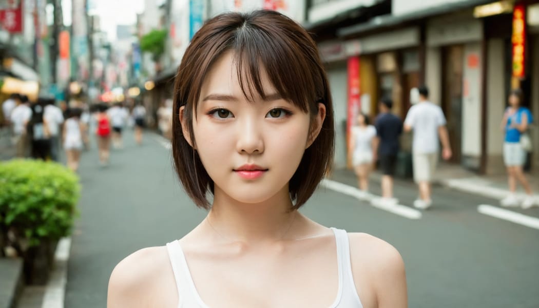 Tags: 21872187, SDXL
{"3": {"inputs": {"seed": 360337652566223, "steps": 64, "cfg": 5.83, "sampler_name": "dpmpp_2m", "scheduler": "karras", "denoise": 1.0, "model": ["27", 0], "positive": ["6", 0], "negative": ["7", 0], "latent_image": ["5", 0]}, "class_type": "KSampler"}, "4": {"inputs": {"ckpt_name": "juggernautXL_v8Rundiffusion.safetensors"}, "class_type": "CheckpointLoaderSimple"}, "5": {"inputs": {"width": 1344, "height": 768, "batch_size": 1}, "class_type": "EmptyLatentImage"}, "6": {"inputs": {"text": "20 year old girl, (japanese:1.14), (temptress:1.06), (idol:1.06), (cute:1.03), (seductive facial expression:1.08), (slim:1.10), (pale skin:1.00), (double eyelids:1.02), (beautiful eyes:1.14), (detailed face:1.02), (sexy lips:1.01), (seductive pose:1.11), (in a seductive pose:0.95), (large perky breasts:1.05), (cleavage:1.00), (thigh gap:1.02), (white tanktop:0.96), busy street, (detailed skin:1.08), (film:1.05), (candid cinema:1.06), (natural looking skin:1.02), (skin fuzz:1.01), (soft lighting:1.07), (textured skin:1.00), (portra:1.09), (RAW:1.05)", "clip": ["27", 1]}, "class_type": "CLIPTextEncode"}, "7": {"inputs": {"text": "(watermark:1.08), (twisted:1.13), (worst quality:1.14), (open mouth:1.10), (bad hands:1.05), (distorted:1.10), (low resolution:1.11)", "clip": ["27", 1]}, "class_type": "CLIPTextEncode"}, "8": {"inputs": {"samples": ["3", 0], "vae": ["4", 2]}, "class_type": "VAEDecode"}, "25": {"inputs": {"lora_name": "nudify_xl.safetensors", "strength_model": 0.24, "strength_clip": 0.05, "model": ["4", 0], "clip": ["4", 1]}, "class_type": "LoraLoader"}, "26": {"inputs": {"lora_name": "shirtlift_SDXL_v2.safetensors", "strength_model": 0.07, "strength_clip": 0.11, "model": ["25", 0], "clip": ["25", 1]}, "class_type": "LoraLoader"}, "27": {"inputs": {"lora_name": "PerfectEyesXL.safetensors", "strength_model": 0.18, "strength_clip": 0.07, "model": ["26", 0], "clip": ["26", 1]}, "class_type": "LoraLoader"}, "30": {"inputs": {"model_name": "4x_NMKD-Superscale-SP_178000_G.pth"}, "class_type": "UpscaleModelLoader"}, "31": {"inputs": {"upscale_model": ["30", 0], "image": ["8", 0]}, "class_type": "ImageUpscaleWithModel"}, "32": {"inputs": {"upscale_method": "lanczos", "scale_by": 0.5, "image": ["31", 0]}, "class_type": "ImageScaleBy"}, "33": {"inputs": {"pixels": ["32", 0], "vae": ["4", 2]}, "class_type": "VAEEncode"}, "34": {"inputs": {"seed": 360337652566223, "steps": 64, "cfg": 5.83, "sampler_name": "dpmpp_2m", "scheduler": "karras", "denoise": 0.3, "model": ["27", 0], "positive": ["6", 0], "negative": ["7", 0], "latent_image": ["33", 0]}, "class_type": "KSampler"}, "36": {"inputs": {"samples": ["34", 0], "vae": ["4", 2]}, "class_type": "VAEDecode"}, "39": {"inputs": {"filename_prefix": "comfyapi-1708071807515", "images": ["36", 0]}, "class_type": "SaveImage"}}