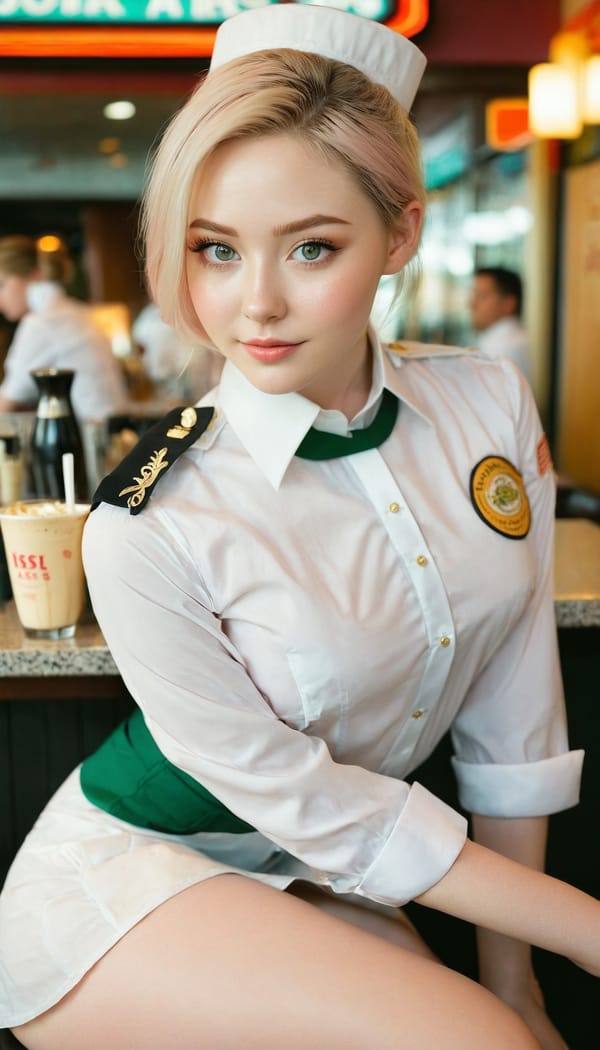 Tags: 21872187, SDXL
{"3": {"inputs": {"seed": 465570909151389, "steps": 32, "cfg": 7.19, "sampler_name": "dpmpp_2m", "scheduler": "karras", "denoise": 1.0, "model": ["27", 0], "positive": ["6", 0], "negative": ["7", 0], "latent_image": ["5", 0]}, "class_type": "KSampler"}, "4": {"inputs": {"ckpt_name": "juggernautxl.safetensors"}, "class_type": "CheckpointLoaderSimple"}, "5": {"inputs": {"width": 768, "height": 1344, "batch_size": 1}, "class_type": "EmptyLatentImage"}, "6": {"inputs": {"text": "28 year old girl, (irish:1.12), (slim:1.05), (eyelashes:0.95), (seductive facial expression:1.12), (cute:1.00), (detailed face:1.14), (pale skin:1.09), (idol:0.97), (double eyelids:1.06), (seductive pose:1.04), (sexy lips:1.10), (blush:1.02), (temptress:0.96), (perky ass:1.01), (exposed ass:0.97), (looking back:1.13), (sexy ass:1.01), (thigh gap:1.05), (a waitress in uniform:1.06) working at a restaurant, (detailed skin:1.07), (natural looking skin:1.02), (candid cinema:1.02), (soft lighting:1.05), (film:1.07), (portra:1.08), (textured skin:1.08), (RAW:1.03), (skin fuzz:1.07)", "clip": ["27", 1]}, "class_type": "CLIPTextEncode"}, "7": {"inputs": {"text": "(twisted:1.05), (bad hands:1.06), (watermark:1.09), (distorted:1.12), (low resolution:1.08), (worst quality:1.11), (open mouth:1.14)", "clip": ["27", 1]}, "class_type": "CLIPTextEncode"}, "8": {"inputs": {"samples": ["3", 0], "vae": ["4", 2]}, "class_type": "VAEDecode"}, "25": {"inputs": {"lora_name": "nudify_xl.safetensors", "strength_model": 0.22, "strength_clip": 0.35, "model": ["4", 0], "clip": ["4", 1]}, "class_type": "LoraLoader"}, "26": {"inputs": {"lora_name": "shirtlift_SDXL_v2.safetensors", "strength_model": 0.11, "strength_clip": 0.16, "model": ["25", 0], "clip": ["25", 1]}, "class_type": "LoraLoader"}, "27": {"inputs": {"lora_name": "PerfectEyesXL.safetensors", "strength_model": 0.13, "strength_clip": 0.19, "model": ["26", 0], "clip": ["26", 1]}, "class_type": "LoraLoader"}, "30": {"inputs": {"model_name": "4x_NMKD-Superscale-SP_178000_G.pth"}, "class_type": "UpscaleModelLoader"}, "31": {"inputs": {"upscale_model": ["30", 0], "image": ["8", 0]}, "class_type": "ImageUpscaleWithModel"}, "32": {"inputs": {"upscale_method": "lanczos", "scale_by": 0.5, "image": ["31", 0]}, "class_type": "ImageScaleBy"}, "33": {"inputs": {"pixels": ["32", 0], "vae": ["4", 2]}, "class_type": "VAEEncode"}, "34": {"inputs": {"seed": 465570909151389, "steps": 32, "cfg": 7.19, "sampler_name": "dpmpp_2m", "scheduler": "karras", "denoise": 0.3, "model": ["27", 0], "positive": ["6", 0], "negative": ["7", 0], "latent_image": ["33", 0]}, "class_type": "KSampler"}, "36": {"inputs": {"samples": ["34", 0], "vae": ["4", 2]}, "class_type": "VAEDecode"}, "39": {"inputs": {"filename_prefix": "comfyapi-1713413732537", "images": ["36", 0]}, "class_type": "SaveImage"}}