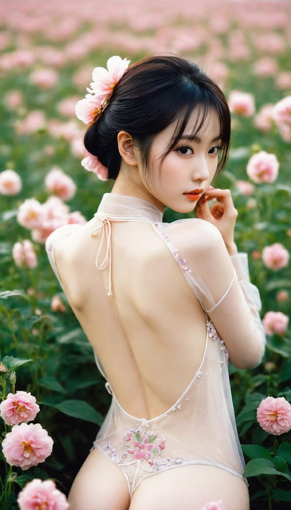 Tags: 21872187, SDXL
{"3": {"inputs": {"seed": 908870390533575, "steps": 32, "cfg": 7.95, "sampler_name": "dpmpp_2m", "scheduler": "karras", "denoise": 1.0, "model": ["27", 0], "positive": ["6", 0], "negative": ["7", 0], "latent_image": ["5", 0]}, "class_type": "KSampler"}, "4": {"inputs": {"ckpt_name": "helloworldxl.safetensors"}, "class_type": "CheckpointLoaderSimple"}, "5": {"inputs": {"width": 768, "height": 1344, "batch_size": 1}, "class_type": "EmptyLatentImage"}, "6": {"inputs": {"text": "28 year old girl, (chinese:1.11), (pale skin:1.12), (seductive facial expression:0.97), (seductive pose:0.98), (detailed face:1.00), (sexy lips:0.97), (temptress:1.03), (idol:1.10), (eyelashes:0.97), (double eyelids:1.11), (beautiful eyes:1.04), (slim:1.10), (blush:1.05), (cute:1.07), (on all fours:1.01), (spreading ass cheeks:1.02), (from behind:1.11), (backboob:1.00), wearing (translucent clothes:1.07) on a flower field, (portra:1.09), (detailed skin:1.04), (film:1.02), (RAW:1.07), (candid cinema:1.02), (textured skin:1.07), (skin fuzz:1.01), (soft lighting:1.01), (natural looking skin:1.06)", "clip": ["27", 1]}, "class_type": "CLIPTextEncode"}, "7": {"inputs": {"text": "(open mouth:1.13), (distorted:1.14), (worst quality:1.12), (twisted:1.07), (watermark:1.06), (bad hands:1.08), (low resolution:1.12)", "clip": ["27", 1]}, "class_type": "CLIPTextEncode"}, "8": {"inputs": {"samples": ["3", 0], "vae": ["4", 2]}, "class_type": "VAEDecode"}, "25": {"inputs": {"lora_name": "nudify_xl.safetensors", "strength_model": 0.38, "strength_clip": 0.06, "model": ["4", 0], "clip": ["4", 1]}, "class_type": "LoraLoader"}, "26": {"inputs": {"lora_name": "shirtlift_SDXL_v2.safetensors", "strength_model": 0.12, "strength_clip": 0.02, "model": ["25", 0], "clip": ["25", 1]}, "class_type": "LoraLoader"}, "27": {"inputs": {"lora_name": "PerfectEyesXL.safetensors", "strength_model": 0.07, "strength_clip": 0.07, "model": ["26", 0], "clip": ["26", 1]}, "class_type": "LoraLoader"}, "30": {"inputs": {"model_name": "4x_NMKD-Superscale-SP_178000_G.pth"}, "class_type": "UpscaleModelLoader"}, "31": {"inputs": {"upscale_model": ["30", 0], "image": ["8", 0]}, "class_type": "ImageUpscaleWithModel"}, "32": {"inputs": {"upscale_method": "lanczos", "scale_by": 0.5, "image": ["31", 0]}, "class_type": "ImageScaleBy"}, "33": {"inputs": {"pixels": ["32", 0], "vae": ["4", 2]}, "class_type": "VAEEncode"}, "34": {"inputs": {"seed": 908870390533575, "steps": 32, "cfg": 7.95, "sampler_name": "dpmpp_2m", "scheduler": "karras", "denoise": 0.3, "model": ["27", 0], "positive": ["6", 0], "negative": ["7", 0], "latent_image": ["33", 0]}, "class_type": "KSampler"}, "36": {"inputs": {"samples": ["34", 0], "vae": ["4", 2]}, "class_type": "VAEDecode"}, "39": {"inputs": {"filename_prefix": "comfyapi-1725942848997", "images": ["36", 0]}, "class_type": "SaveImage"}}