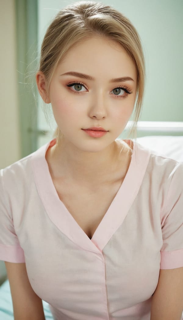 Tags: 21872187, SDXL
{"3": {"inputs": {"seed": 718728905671851, "steps": 64, "cfg": 5.22, "sampler_name": "dpmpp_2m", "scheduler": "karras", "denoise": 1.0, "model": ["27", 0], "positive": ["6", 0], "negative": ["7", 0], "latent_image": ["5", 0]}, "class_type": "KSampler"}, "4": {"inputs": {"ckpt_name": "juggernautxl.safetensors"}, "class_type": "CheckpointLoaderSimple"}, "5": {"inputs": {"width": 768, "height": 1344, "batch_size": 1}, "class_type": "EmptyLatentImage"}, "6": {"inputs": {"text": "18 year old girl, (russian:1.09), (idol:1.07), (eyelashes:1.14), (double eyelids:1.11), (beautiful eyes:0.99), (cute:1.04), (sexy lips:1.01), (seductive pose:0.98), (slim:1.04), (seductive facial expression:1.01), (pale skin:1.11), (detailed face:1.09), (temptress:1.14), (blush:1.01), (in a seductive pose:1.14), (large perky breasts:1.04), (cleavage:0.96), (thigh gap:1.04), (nurse in uniform:0.97) working in a hospital ward, (RAW:1.08), (film:1.01), (candid cinema:1.07), (soft lighting:1.01), (natural looking skin:1.06), (textured skin:1.00), (detailed skin:1.07), (skin fuzz:1.02), (portra:1.03)", "clip": ["27", 1]}, "class_type": "CLIPTextEncode"}, "7": {"inputs": {"text": "(worst quality:1.12), (distorted:1.12), (low resolution:1.11), (twisted:1.14), (bad hands:1.10), (open mouth:1.09), (watermark:1.10)", "clip": ["27", 1]}, "class_type": "CLIPTextEncode"}, "8": {"inputs": {"samples": ["3", 0], "vae": ["4", 2]}, "class_type": "VAEDecode"}, "25": {"inputs": {"lora_name": "nudify_xl.safetensors", "strength_model": 0.21, "strength_clip": 0.17, "model": ["4", 0], "clip": ["4", 1]}, "class_type": "LoraLoader"}, "26": {"inputs": {"lora_name": "shirtlift_SDXL_v2.safetensors", "strength_model": 0.07, "strength_clip": 0.05, "model": ["25", 0], "clip": ["25", 1]}, "class_type": "LoraLoader"}, "27": {"inputs": {"lora_name": "PerfectEyesXL.safetensors", "strength_model": 0.0, "strength_clip": 0.0, "model": ["26", 0], "clip": ["26", 1]}, "class_type": "LoraLoader"}, "30": {"inputs": {"model_name": "4x_NMKD-Superscale-SP_178000_G.pth"}, "class_type": "UpscaleModelLoader"}, "31": {"inputs": {"upscale_model": ["30", 0], "image": ["8", 0]}, "class_type": "ImageUpscaleWithModel"}, "32": {"inputs": {"upscale_method": "lanczos", "scale_by": 0.5, "image": ["31", 0]}, "class_type": "ImageScaleBy"}, "33": {"inputs": {"pixels": ["32", 0], "vae": ["4", 2]}, "class_type": "VAEEncode"}, "34": {"inputs": {"seed": 718728905671851, "steps": 64, "cfg": 5.22, "sampler_name": "dpmpp_2m", "scheduler": "karras", "denoise": 0.3, "model": ["27", 0], "positive": ["6", 0], "negative": ["7", 0], "latent_image": ["33", 0]}, "class_type": "KSampler"}, "36": {"inputs": {"samples": ["34", 0], "vae": ["4", 2]}, "class_type": "VAEDecode"}, "39": {"inputs": {"filename_prefix": "comfyapi-1734722419595", "images": ["36", 0]}, "class_type": "SaveImage"}}