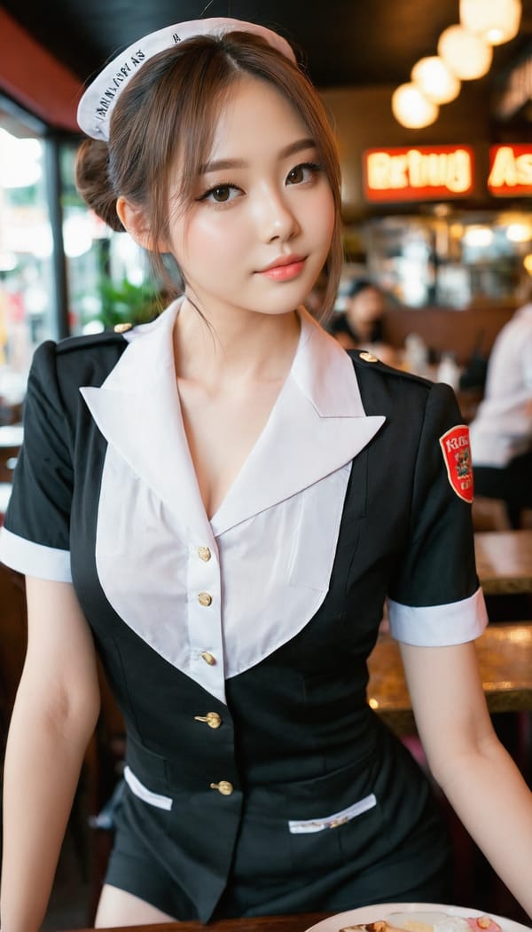 Tags: 21872187, SDXL
{"3": {"inputs": {"seed": 308066462834061, "steps": 32, "cfg": 6.97, "sampler_name": "dpmpp_2m", "scheduler": "karras", "denoise": 1.0, "model": ["27", 0], "positive": ["6", 0], "negative": ["7", 0], "latent_image": ["5", 0]}, "class_type": "KSampler"}, "4": {"inputs": {"ckpt_name": "juggernautxl.safetensors"}, "class_type": "CheckpointLoaderSimple"}, "5": {"inputs": {"width": 768, "height": 1344, "batch_size": 1}, "class_type": "EmptyLatentImage"}, "6": {"inputs": {"text": "28 year old girl, (eyelashes:1.01), (beautiful eyes:1.05), (double eyelids:1.12), (seductive pose:1.13), (blush:1.01), (temptress:0.95), (pale skin:0.96), (seductive facial expression:1.00), (detailed face:1.01), (cute:0.95), (slim:0.97), (idol:1.00), (sexy lips:1.02), (perky ass:1.11), (exposed ass:1.11), (looking back:1.13), (sexy ass:1.00), (thigh gap:1.09), (a waitress in uniform:1.08) working at a restaurant, (detailed skin:1.01), (RAW:1.01), (soft lighting:1.05), (candid cinema:1.03), (film:1.07), (natural looking skin:1.03), (textured skin:1.09), (skin fuzz:1.04), (portra:1.04)", "clip": ["27", 1]}, "class_type": "CLIPTextEncode"}, "7": {"inputs": {"text": "(twisted:1.13), (distorted:1.13), (low resolution:1.12), (open mouth:1.06), (worst quality:1.12), (bad hands:1.07), (watermark:1.10)", "clip": ["27", 1]}, "class_type": "CLIPTextEncode"}, "8": {"inputs": {"samples": ["3", 0], "vae": ["4", 2]}, "class_type": "VAEDecode"}, "25": {"inputs": {"lora_name": "nudify_xl.safetensors", "strength_model": 0.1, "strength_clip": 0.11, "model": ["4", 0], "clip": ["4", 1]}, "class_type": "LoraLoader"}, "26": {"inputs": {"lora_name": "shirtlift_SDXL_v2.safetensors", "strength_model": 0.01, "strength_clip": 0.18, "model": ["25", 0], "clip": ["25", 1]}, "class_type": "LoraLoader"}, "27": {"inputs": {"lora_name": "PerfectEyesXL.safetensors", "strength_model": 0.12, "strength_clip": 0.02, "model": ["26", 0], "clip": ["26", 1]}, "class_type": "LoraLoader"}, "30": {"inputs": {"model_name": "4x_NMKD-Superscale-SP_178000_G.pth"}, "class_type": "UpscaleModelLoader"}, "31": {"inputs": {"upscale_model": ["30", 0], "image": ["8", 0]}, "class_type": "ImageUpscaleWithModel"}, "32": {"inputs": {"upscale_method": "lanczos", "scale_by": 0.5, "image": ["31", 0]}, "class_type": "ImageScaleBy"}, "33": {"inputs": {"pixels": ["32", 0], "vae": ["4", 2]}, "class_type": "VAEEncode"}, "34": {"inputs": {"seed": 308066462834061, "steps": 32, "cfg": 6.97, "sampler_name": "dpmpp_2m", "scheduler": "karras", "denoise": 0.3, "model": ["27", 0], "positive": ["6", 0], "negative": ["7", 0], "latent_image": ["33", 0]}, "class_type": "KSampler"}, "36": {"inputs": {"samples": ["34", 0], "vae": ["4", 2]}, "class_type": "VAEDecode"}, "39": {"inputs": {"filename_prefix": "comfyapi-1719328731735", "images": ["36", 0]}, "class_type": "SaveImage"}}