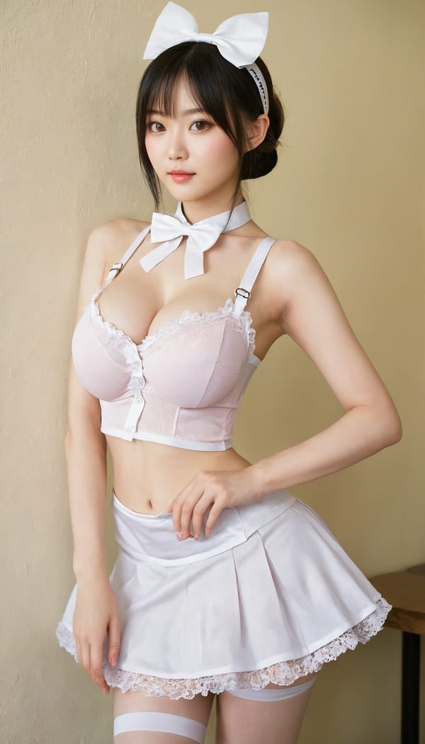 Tags: 21872187, SDXL
{"3": {"inputs": {"seed": 105563811540215, "steps": 32, "cfg": 6.02, "sampler_name": "dpmpp_2m", "scheduler": "karras", "denoise": 1.0, "model": ["27", 0], "positive": ["6", 0], "negative": ["7", 0], "latent_image": ["5", 0]}, "class_type": "KSampler"}, "4": {"inputs": {"ckpt_name": "juggernautxl.safetensors"}, "class_type": "CheckpointLoaderSimple"}, "5": {"inputs": {"width": 768, "height": 1344, "batch_size": 1}, "class_type": "EmptyLatentImage"}, "6": {"inputs": {"text": "28 year old girl, (taiwanese:1.08), (russian:1.08), (slim:0.95), (cute:1.12), (pale skin:1.01), (seductive pose:1.12), (beautiful eyes:1.05), (blush:1.06), (seductive facial expression:0.98), (eyelashes:0.96), (detailed face:1.00), (sexy lips:1.03), (double eyelids:1.09), (idol:1.12), (temptress:0.99), (in a seductive pose:1.13), (large perky breasts:1.06), (cleavage:1.04), (thigh gap:1.10), in a (skimpy maid costume:1.01) working at a maid cafe, choker, bowtie, headband, pleated skirt, (natural looking skin:1.05), (RAW:1.05), (portra:1.02), (candid cinema:1.09), (textured skin:1.02), (film:1.08), (skin fuzz:1.09), (detailed skin:1.08), (soft lighting:1.06)", "clip": ["27", 1]}, "class_type": "CLIPTextEncode"}, "7": {"inputs": {"text": "(worst quality:1.08), (distorted:1.10), (bad hands:1.14), (twisted:1.09), (low resolution:1.12), (watermark:1.05), (open mouth:1.06)", "clip": ["27", 1]}, "class_type": "CLIPTextEncode"}, "8": {"inputs": {"samples": ["3", 0], "vae": ["4", 2]}, "class_type": "VAEDecode"}, "25": {"inputs": {"lora_name": "nudify_xl.safetensors", "strength_model": 0.08, "strength_clip": 0.14, "model": ["4", 0], "clip": ["4", 1]}, "class_type": "LoraLoader"}, "26": {"inputs": {"lora_name": "shirtlift_SDXL_v2.safetensors", "strength_model": 0.16, "strength_clip": 0.13, "model": ["25", 0], "clip": ["25", 1]}, "class_type": "LoraLoader"}, "27": {"inputs": {"lora_name": "PerfectEyesXL.safetensors", "strength_model": 0.02, "strength_clip": 0.06, "model": ["26", 0], "clip": ["26", 1]}, "class_type": "LoraLoader"}, "30": {"inputs": {"model_name": "4x_NMKD-Superscale-SP_178000_G.pth"}, "class_type": "UpscaleModelLoader"}, "31": {"inputs": {"upscale_model": ["30", 0], "image": ["8", 0]}, "class_type": "ImageUpscaleWithModel"}, "32": {"inputs": {"upscale_method": "lanczos", "scale_by": 0.5, "image": ["31", 0]}, "class_type": "ImageScaleBy"}, "33": {"inputs": {"pixels": ["32", 0], "vae": ["4", 2]}, "class_type": "VAEEncode"}, "34": {"inputs": {"seed": 105563811540215, "steps": 32, "cfg": 6.02, "sampler_name": "dpmpp_2m", "scheduler": "karras", "denoise": 0.3, "model": ["27", 0], "positive": ["6", 0], "negative": ["7", 0], "latent_image": ["33", 0]}, "class_type": "KSampler"}, "36": {"inputs": {"samples": ["34", 0], "vae": ["4", 2]}, "class_type": "VAEDecode"}, "39": {"inputs": {"filename_prefix": "comfyapi-1714505325863", "images": ["36", 0]}, "class_type": "SaveImage"}}