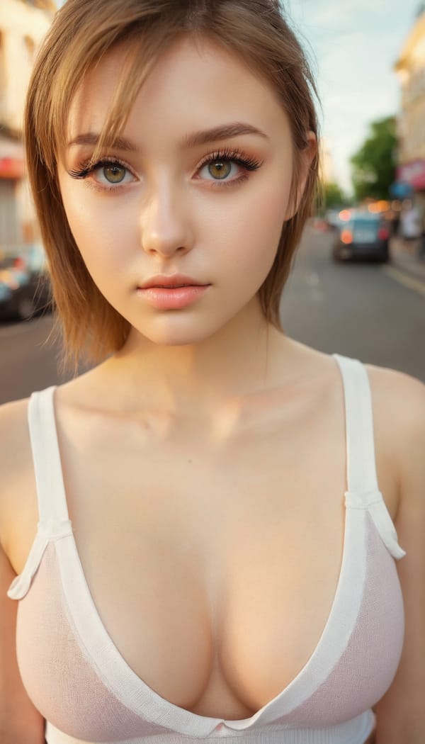 Tags: 21872187, SDXL
{"3": {"inputs": {"seed": 707175028462457, "steps": 64, "cfg": 5.81, "sampler_name": "dpmpp_2m", "scheduler": "karras", "denoise": 1.0, "model": ["27", 0], "positive": ["6", 0], "negative": ["7", 0], "latent_image": ["5", 0]}, "class_type": "KSampler"}, "4": {"inputs": {"ckpt_name": "juggernautxl.safetensors"}, "class_type": "CheckpointLoaderSimple"}, "5": {"inputs": {"width": 768, "height": 1344, "batch_size": 1}, "class_type": "EmptyLatentImage"}, "6": {"inputs": {"text": "19 year old girl, (irish:1.09), (ukrainian:0.97), (eyelashes:1.10), (double eyelids:1.09), (idol:1.04), (slim:0.95), (sexy lips:0.95), (seductive pose:1.05), (blush:1.03), (detailed face:1.09), (beautiful eyes:1.10), (in a seductive pose:1.08), (large perky breasts:1.02), (cleavage:1.06), (thigh gap:1.13), (white tanktop:1.12), busy street, (detailed skin:1.05), (portra:1.09), (natural looking skin:1.06), (textured skin:1.00), (film:1.08), (skin fuzz:1.06), (soft lighting:1.00), (RAW:1.06), (candid cinema:1.06)", "clip": ["27", 1]}, "class_type": "CLIPTextEncode"}, "7": {"inputs": {"text": "(watermark:1.11), (worst quality:1.10), (low resolution:1.06), (open mouth:1.10), (distorted:1.14), (twisted:1.06), (bad hands:1.14)", "clip": ["27", 1]}, "class_type": "CLIPTextEncode"}, "8": {"inputs": {"samples": ["3", 0], "vae": ["4", 2]}, "class_type": "VAEDecode"}, "25": {"inputs": {"lora_name": "nudify_xl.safetensors", "strength_model": 0.38, "strength_clip": 0.06, "model": ["4", 0], "clip": ["4", 1]}, "class_type": "LoraLoader"}, "26": {"inputs": {"lora_name": "shirtlift_SDXL_v2.safetensors", "strength_model": 0.1, "strength_clip": 0.05, "model": ["25", 0], "clip": ["25", 1]}, "class_type": "LoraLoader"}, "27": {"inputs": {"lora_name": "PerfectEyesXL.safetensors", "strength_model": 0.01, "strength_clip": 0.05, "model": ["26", 0], "clip": ["26", 1]}, "class_type": "LoraLoader"}, "30": {"inputs": {"model_name": "4x_NMKD-Superscale-SP_178000_G.pth"}, "class_type": "UpscaleModelLoader"}, "31": {"inputs": {"upscale_model": ["30", 0], "image": ["8", 0]}, "class_type": "ImageUpscaleWithModel"}, "32": {"inputs": {"upscale_method": "lanczos", "scale_by": 0.5, "image": ["31", 0]}, "class_type": "ImageScaleBy"}, "33": {"inputs": {"pixels": ["32", 0], "vae": ["4", 2]}, "class_type": "VAEEncode"}, "34": {"inputs": {"seed": 707175028462457, "steps": 64, "cfg": 5.81, "sampler_name": "dpmpp_2m", "scheduler": "karras", "denoise": 0.3, "model": ["27", 0], "positive": ["6", 0], "negative": ["7", 0], "latent_image": ["33", 0]}, "class_type": "KSampler"}, "36": {"inputs": {"samples": ["34", 0], "vae": ["4", 2]}, "class_type": "VAEDecode"}, "39": {"inputs": {"filename_prefix": "comfyapi-1732126768921", "images": ["36", 0]}, "class_type": "SaveImage"}}