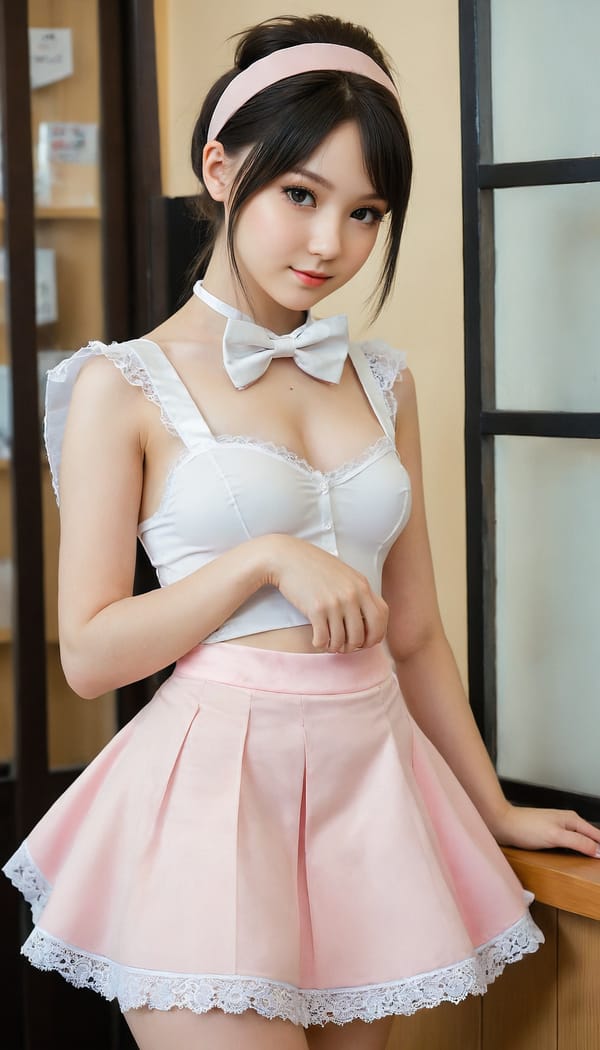 Tags: 21872187, SDXL
{"3": {"inputs": {"seed": 316479749957212, "steps": 64, "cfg": 7.64, "sampler_name": "dpmpp_2m", "scheduler": "karras", "denoise": 1.0, "model": ["27", 0], "positive": ["6", 0], "negative": ["7", 0], "latent_image": ["5", 0]}, "class_type": "KSampler"}, "4": {"inputs": {"ckpt_name": "juggernautXL_v8Rundiffusion.safetensors"}, "class_type": "CheckpointLoaderSimple"}, "5": {"inputs": {"width": 768, "height": 1344, "batch_size": 1}, "class_type": "EmptyLatentImage"}, "6": {"inputs": {"text": "23 year old girl, (russian:0.96), (seductive pose:1.03), (eyelashes:1.10), (sexy lips:1.06), (pale skin:0.98), (slim:1.13), (blush:1.10), (detailed face:0.95), (cute:1.03), (temptress:1.08), (double eyelids:1.07), (seductive facial expression:0.95), (beautiful eyes:1.06), (idol:1.12), (perky ass:1.02), (exposed ass:0.95), (looking back:1.00), (sexy ass:1.09), (thigh gap:1.04), in a (skimpy maid costume:1.03) working at a maid cafe, choker, bowtie, headband, pleated skirt, (detailed skin:1.03), (skin fuzz:1.04), (natural looking skin:1.09), (textured skin:1.01), (film:1.07), (candid cinema:1.06), (RAW:1.09), (portra:1.03), (soft lighting:1.02)", "clip": ["27", 1]}, "class_type": "CLIPTextEncode"}, "7": {"inputs": {"text": "(worst quality:1.07), (bad hands:1.05), (distorted:1.05), (open mouth:1.07), (twisted:1.06), (low resolution:1.09), (watermark:1.08)", "clip": ["27", 1]}, "class_type": "CLIPTextEncode"}, "8": {"inputs": {"samples": ["3", 0], "vae": ["4", 2]}, "class_type": "VAEDecode"}, "25": {"inputs": {"lora_name": "nudify_xl.safetensors", "strength_model": 0.18, "strength_clip": 0.14, "model": ["4", 0], "clip": ["4", 1]}, "class_type": "LoraLoader"}, "26": {"inputs": {"lora_name": "shirtlift_SDXL_v2.safetensors", "strength_model": 0.19, "strength_clip": 0.0, "model": ["25", 0], "clip": ["25", 1]}, "class_type": "LoraLoader"}, "27": {"inputs": {"lora_name": "PerfectEyesXL.safetensors", "strength_model": 0.16, "strength_clip": 0.17, "model": ["26", 0], "clip": ["26", 1]}, "class_type": "LoraLoader"}, "30": {"inputs": {"model_name": "4x_NMKD-Superscale-SP_178000_G.pth"}, "class_type": "UpscaleModelLoader"}, "31": {"inputs": {"upscale_model": ["30", 0], "image": ["8", 0]}, "class_type": "ImageUpscaleWithModel"}, "32": {"inputs": {"upscale_method": "lanczos", "scale_by": 0.5, "image": ["31", 0]}, "class_type": "ImageScaleBy"}, "33": {"inputs": {"pixels": ["32", 0], "vae": ["4", 2]}, "class_type": "VAEEncode"}, "34": {"inputs": {"seed": 316479749957212, "steps": 64, "cfg": 7.64, "sampler_name": "dpmpp_2m", "scheduler": "karras", "denoise": 0.3, "model": ["27", 0], "positive": ["6", 0], "negative": ["7", 0], "latent_image": ["33", 0]}, "class_type": "KSampler"}, "36": {"inputs": {"samples": ["34", 0], "vae": ["4", 2]}, "class_type": "VAEDecode"}, "39": {"inputs": {"filename_prefix": "comfyapi-1707236822187", "images": ["36", 0]}, "class_type": "SaveImage"}}