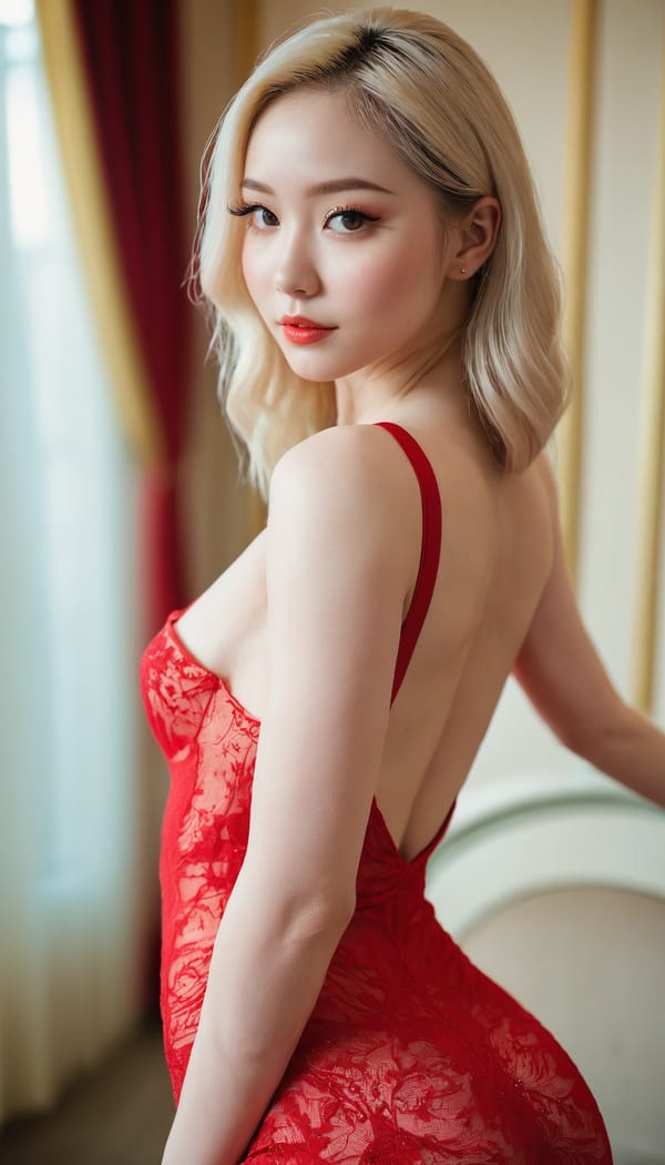 Tags: 21872187, SDXL
{"3": {"inputs": {"seed": 185471189656005, "steps": 32, "cfg": 6.58, "sampler_name": "dpmpp_2m", "scheduler": "karras", "denoise": 1.0, "model": ["27", 0], "positive": ["6", 0], "negative": ["7", 0], "latent_image": ["5", 0]}, "class_type": "KSampler"}, "4": {"inputs": {"ckpt_name": "juggernautxl.safetensors"}, "class_type": "CheckpointLoaderSimple"}, "5": {"inputs": {"width": 768, "height": 1344, "batch_size": 1}, "class_type": "EmptyLatentImage"}, "6": {"inputs": {"text": "25 year old girl, (slim:1.00), (eyelashes:1.11), (seductive pose:0.98), (temptress:1.00), (double eyelids:1.11), (idol:0.97), (sexy lips:1.02), (cute:0.96), (pale skin:0.98), (seductive facial expression:0.98), (detailed face:1.04), (blush:1.04), (perky ass:1.13), (exposed ass:1.02), (looking back:1.13), (sexy ass:1.12), (thigh gap:0.95), (wearing a low-cut red dress:1.09) at a ballroom, (textured skin:1.08), (candid cinema:1.02), (film:1.06), (portra:1.09), (soft lighting:1.05), (natural looking skin:1.03), (detailed skin:1.06), (skin fuzz:1.00), (RAW:1.04)", "clip": ["27", 1]}, "class_type": "CLIPTextEncode"}, "7": {"inputs": {"text": "(distorted:1.06), (low resolution:1.07), (bad hands:1.11), (watermark:1.06), (worst quality:1.06), (twisted:1.10), (open mouth:1.12)", "clip": ["27", 1]}, "class_type": "CLIPTextEncode"}, "8": {"inputs": {"samples": ["3", 0], "vae": ["4", 2]}, "class_type": "VAEDecode"}, "25": {"inputs": {"lora_name": "nudify_xl.safetensors", "strength_model": 0.06, "strength_clip": 0.32, "model": ["4", 0], "clip": ["4", 1]}, "class_type": "LoraLoader"}, "26": {"inputs": {"lora_name": "shirtlift_SDXL_v2.safetensors", "strength_model": 0.0, "strength_clip": 0.09, "model": ["25", 0], "clip": ["25", 1]}, "class_type": "LoraLoader"}, "27": {"inputs": {"lora_name": "PerfectEyesXL.safetensors", "strength_model": 0.14, "strength_clip": 0.12, "model": ["26", 0], "clip": ["26", 1]}, "class_type": "LoraLoader"}, "30": {"inputs": {"model_name": "4x_NMKD-Superscale-SP_178000_G.pth"}, "class_type": "UpscaleModelLoader"}, "31": {"inputs": {"upscale_model": ["30", 0], "image": ["8", 0]}, "class_type": "ImageUpscaleWithModel"}, "32": {"inputs": {"upscale_method": "lanczos", "scale_by": 0.5, "image": ["31", 0]}, "class_type": "ImageScaleBy"}, "33": {"inputs": {"pixels": ["32", 0], "vae": ["4", 2]}, "class_type": "VAEEncode"}, "34": {"inputs": {"seed": 185471189656005, "steps": 32, "cfg": 6.58, "sampler_name": "dpmpp_2m", "scheduler": "karras", "denoise": 0.3, "model": ["27", 0], "positive": ["6", 0], "negative": ["7", 0], "latent_image": ["33", 0]}, "class_type": "KSampler"}, "36": {"inputs": {"samples": ["34", 0], "vae": ["4", 2]}, "class_type": "VAEDecode"}, "39": {"inputs": {"filename_prefix": "comfyapi-1723892770167", "images": ["36", 0]}, "class_type": "SaveImage"}}