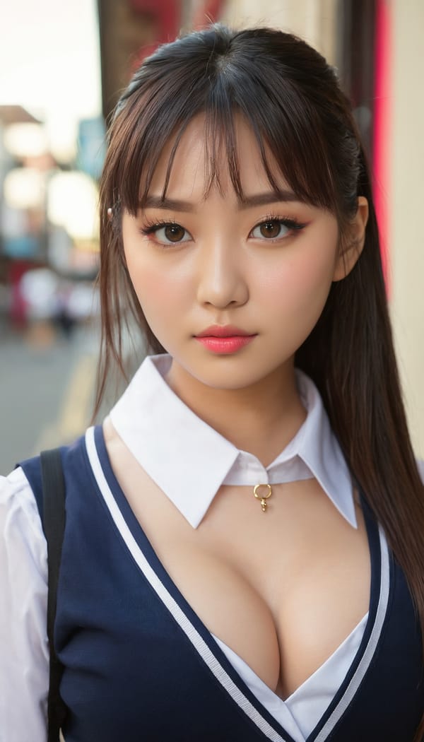 Tags: 21872187, SDXL
{"3": {"inputs": {"seed": 441946445278712, "steps": 32, "cfg": 5.52, "sampler_name": "dpmpp_2m", "scheduler": "karras", "denoise": 1.0, "model": ["27", 0], "positive": ["6", 0], "negative": ["7", 0], "latent_image": ["5", 0]}, "class_type": "KSampler"}, "4": {"inputs": {"ckpt_name": "juggernautxl.safetensors"}, "class_type": "CheckpointLoaderSimple"}, "5": {"inputs": {"width": 768, "height": 1344, "batch_size": 1}, "class_type": "EmptyLatentImage"}, "6": {"inputs": {"text": "28 year old girl, (seductive facial expression:1.11), (detailed face:0.97), (sexy lips:1.14), (eyelashes:0.99), (blush:1.03), (seductive pose:0.96), (temptress:1.09), (idol:0.99), (beautiful eyes:1.13), (double eyelids:1.11), (slim:1.01), (cute:0.99), (in a seductive pose:1.11), (large perky breasts:0.99), (cleavage:1.09), (thigh gap:1.13), (school uniform:1.02), choker, busy street, (detailed skin:1.01), (film:1.01), (RAW:1.05), (soft lighting:1.03), (candid cinema:1.05), (natural looking skin:1.09), (portra:1.05), (textured skin:1.03), (skin fuzz:1.08)", "clip": ["27", 1]}, "class_type": "CLIPTextEncode"}, "7": {"inputs": {"text": "(watermark:1.07), (open mouth:1.14), (distorted:1.08), (low resolution:1.12), (bad hands:1.12), (worst quality:1.10), (twisted:1.10)", "clip": ["27", 1]}, "class_type": "CLIPTextEncode"}, "8": {"inputs": {"samples": ["3", 0], "vae": ["4", 2]}, "class_type": "VAEDecode"}, "25": {"inputs": {"lora_name": "nudify_xl.safetensors", "strength_model": 0.17, "strength_clip": 0.19, "model": ["4", 0], "clip": ["4", 1]}, "class_type": "LoraLoader"}, "26": {"inputs": {"lora_name": "shirtlift_SDXL_v2.safetensors", "strength_model": 0.09, "strength_clip": 0.17, "model": ["25", 0], "clip": ["25", 1]}, "class_type": "LoraLoader"}, "27": {"inputs": {"lora_name": "PerfectEyesXL.safetensors", "strength_model": 0.12, "strength_clip": 0.13, "model": ["26", 0], "clip": ["26", 1]}, "class_type": "LoraLoader"}, "30": {"inputs": {"model_name": "4x_NMKD-Superscale-SP_178000_G.pth"}, "class_type": "UpscaleModelLoader"}, "31": {"inputs": {"upscale_model": ["30", 0], "image": ["8", 0]}, "class_type": "ImageUpscaleWithModel"}, "32": {"inputs": {"upscale_method": "lanczos", "scale_by": 0.5, "image": ["31", 0]}, "class_type": "ImageScaleBy"}, "33": {"inputs": {"pixels": ["32", 0], "vae": ["4", 2]}, "class_type": "VAEEncode"}, "34": {"inputs": {"seed": 441946445278712, "steps": 32, "cfg": 5.52, "sampler_name": "dpmpp_2m", "scheduler": "karras", "denoise": 0.3, "model": ["27", 0], "positive": ["6", 0], "negative": ["7", 0], "latent_image": ["33", 0]}, "class_type": "KSampler"}, "36": {"inputs": {"samples": ["34", 0], "vae": ["4", 2]}, "class_type": "VAEDecode"}, "39": {"inputs": {"filename_prefix": "comfyapi-1718699381985", "images": ["36", 0]}, "class_type": "SaveImage"}}