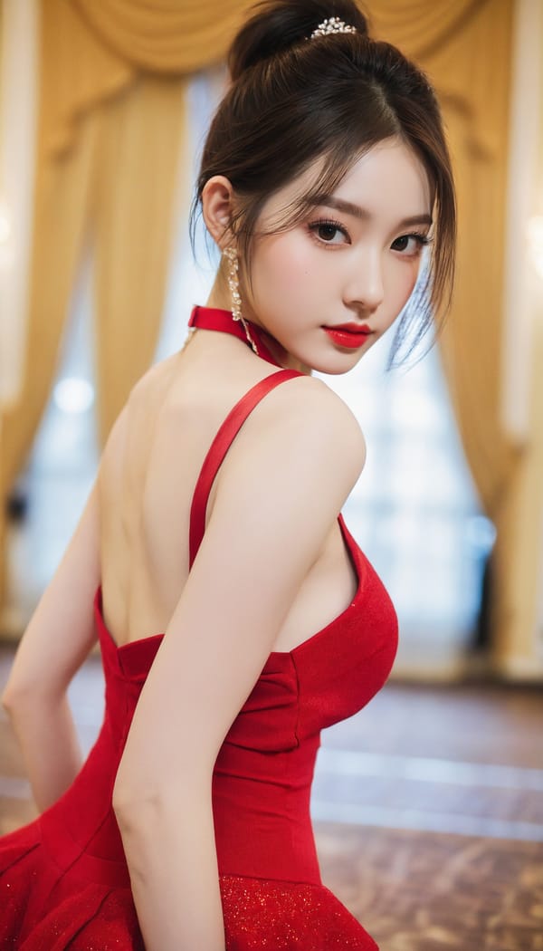 Tags: 21872187, SDXL
{"3": {"inputs": {"seed": 616422430065896, "steps": 64, "cfg": 7.4, "sampler_name": "dpmpp_2m", "scheduler": "karras", "denoise": 1.0, "model": ["27", 0], "positive": ["6", 0], "negative": ["7", 0], "latent_image": ["5", 0]}, "class_type": "KSampler"}, "4": {"inputs": {"ckpt_name": "helloworldxl.safetensors"}, "class_type": "CheckpointLoaderSimple"}, "5": {"inputs": {"width": 768, "height": 1344, "batch_size": 1}, "class_type": "EmptyLatentImage"}, "6": {"inputs": {"text": "18 year old girl, (seductive facial expression:1.00), (slim:1.05), (idol:1.11), (seductive pose:0.96), (pale skin:1.14), (sexy lips:1.00), (temptress:1.14), (beautiful eyes:1.09), (double eyelids:1.07), (blush:1.02), (cute:1.11), (eyelashes:1.13), (detailed face:0.97), (perky ass:0.97), (exposed ass:0.95), (looking back:1.02), (sexy ass:1.13), (thigh gap:0.96), (wearing a low-cut red dress:1.04) at a ballroom, (soft lighting:1.00), (textured skin:1.08), (skin fuzz:1.03), (RAW:1.07), (film:1.09), (detailed skin:1.07), (natural looking skin:1.06), (portra:1.01), (candid cinema:1.01)", "clip": ["27", 1]}, "class_type": "CLIPTextEncode"}, "7": {"inputs": {"text": "(distorted:1.11), (low resolution:1.09), (watermark:1.13), (open mouth:1.09), (bad hands:1.05), (twisted:1.10), (worst quality:1.09)", "clip": ["27", 1]}, "class_type": "CLIPTextEncode"}, "8": {"inputs": {"samples": ["3", 0], "vae": ["4", 2]}, "class_type": "VAEDecode"}, "25": {"inputs": {"lora_name": "nudify_xl.safetensors", "strength_model": 0.0, "strength_clip": 0.39, "model": ["4", 0], "clip": ["4", 1]}, "class_type": "LoraLoader"}, "26": {"inputs": {"lora_name": "shirtlift_SDXL_v2.safetensors", "strength_model": 0.07, "strength_clip": 0.12, "model": ["25", 0], "clip": ["25", 1]}, "class_type": "LoraLoader"}, "27": {"inputs": {"lora_name": "PerfectEyesXL.safetensors", "strength_model": 0.15, "strength_clip": 0.12, "model": ["26", 0], "clip": ["26", 1]}, "class_type": "LoraLoader"}, "30": {"inputs": {"model_name": "4x_NMKD-Superscale-SP_178000_G.pth"}, "class_type": "UpscaleModelLoader"}, "31": {"inputs": {"upscale_model": ["30", 0], "image": ["8", 0]}, "class_type": "ImageUpscaleWithModel"}, "32": {"inputs": {"upscale_method": "lanczos", "scale_by": 0.5, "image": ["31", 0]}, "class_type": "ImageScaleBy"}, "33": {"inputs": {"pixels": ["32", 0], "vae": ["4", 2]}, "class_type": "VAEEncode"}, "34": {"inputs": {"seed": 616422430065896, "steps": 64, "cfg": 7.4, "sampler_name": "dpmpp_2m", "scheduler": "karras", "denoise": 0.3, "model": ["27", 0], "positive": ["6", 0], "negative": ["7", 0], "latent_image": ["33", 0]}, "class_type": "KSampler"}, "36": {"inputs": {"samples": ["34", 0], "vae": ["4", 2]}, "class_type": "VAEDecode"}, "39": {"inputs": {"filename_prefix": "comfyapi-1727077345244", "images": ["36", 0]}, "class_type": "SaveImage"}}