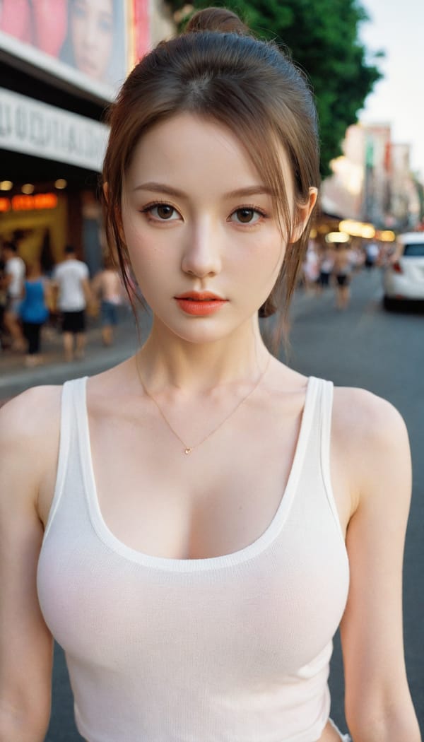 Tags: 21872187, SDXL
{"3": {"inputs": {"seed": 762232981273044, "steps": 64, "cfg": 6.79, "sampler_name": "dpmpp_2m", "scheduler": "karras", "denoise": 1.0, "model": ["27", 0], "positive": ["6", 0], "negative": ["7", 0], "latent_image": ["5", 0]}, "class_type": "KSampler"}, "4": {"inputs": {"ckpt_name": "leosamsHelloworldSDXL_helloworldSDXL32DPO.safetensors"}, "class_type": "CheckpointLoaderSimple"}, "5": {"inputs": {"width": 768, "height": 1344, "batch_size": 1}, "class_type": "EmptyLatentImage"}, "6": {"inputs": {"text": "28 year old girl, (detailed face:0.96), (blush:1.04), (double eyelids:1.09), (beautiful eyes:1.04), (pale skin:1.07), (sexy lips:1.09), (slim:1.01), (idol:1.11), (eyelashes:1.11), (cute:1.05), (temptress:1.11), (seductive pose:1.00), (seductive facial expression:1.12), (in a seductive pose:1.09), (large perky breasts:0.99), (cleavage:0.99), (thigh gap:0.96), (white tanktop:1.10), busy street, (film:1.00), (candid cinema:1.05), (portra:1.08), (natural looking skin:1.05), (RAW:1.01), (soft lighting:1.01), (detailed skin:1.01), (textured skin:1.05), (skin fuzz:1.03)", "clip": ["27", 1]}, "class_type": "CLIPTextEncode"}, "7": {"inputs": {"text": "(distorted:1.06), (open mouth:1.07), (watermark:1.13), (bad hands:1.13), (worst quality:1.13), (twisted:1.10), (low resolution:1.10)", "clip": ["27", 1]}, "class_type": "CLIPTextEncode"}, "8": {"inputs": {"samples": ["3", 0], "vae": ["4", 2]}, "class_type": "VAEDecode"}, "25": {"inputs": {"lora_name": "nudify_xl.safetensors", "strength_model": 0.11, "strength_clip": 0.24, "model": ["4", 0], "clip": ["4", 1]}, "class_type": "LoraLoader"}, "26": {"inputs": {"lora_name": "shirtlift_SDXL_v2.safetensors", "strength_model": 0.03, "strength_clip": 0.19, "model": ["25", 0], "clip": ["25", 1]}, "class_type": "LoraLoader"}, "27": {"inputs": {"lora_name": "PerfectEyesXL.safetensors", "strength_model": 0.08, "strength_clip": 0.13, "model": ["26", 0], "clip": ["26", 1]}, "class_type": "LoraLoader"}, "30": {"inputs": {"model_name": "4x_NMKD-Superscale-SP_178000_G.pth"}, "class_type": "UpscaleModelLoader"}, "31": {"inputs": {"upscale_model": ["30", 0], "image": ["8", 0]}, "class_type": "ImageUpscaleWithModel"}, "32": {"inputs": {"upscale_method": "lanczos", "scale_by": 0.5, "image": ["31", 0]}, "class_type": "ImageScaleBy"}, "33": {"inputs": {"pixels": ["32", 0], "vae": ["4", 2]}, "class_type": "VAEEncode"}, "34": {"inputs": {"seed": 762232981273044, "steps": 64, "cfg": 6.79, "sampler_name": "dpmpp_2m", "scheduler": "karras", "denoise": 0.3, "model": ["27", 0], "positive": ["6", 0], "negative": ["7", 0], "latent_image": ["33", 0]}, "class_type": "KSampler"}, "36": {"inputs": {"samples": ["34", 0], "vae": ["4", 2]}, "class_type": "VAEDecode"}, "39": {"inputs": {"filename_prefix": "comfyapi-1707331092955", "images": ["36", 0]}, "class_type": "SaveImage"}}