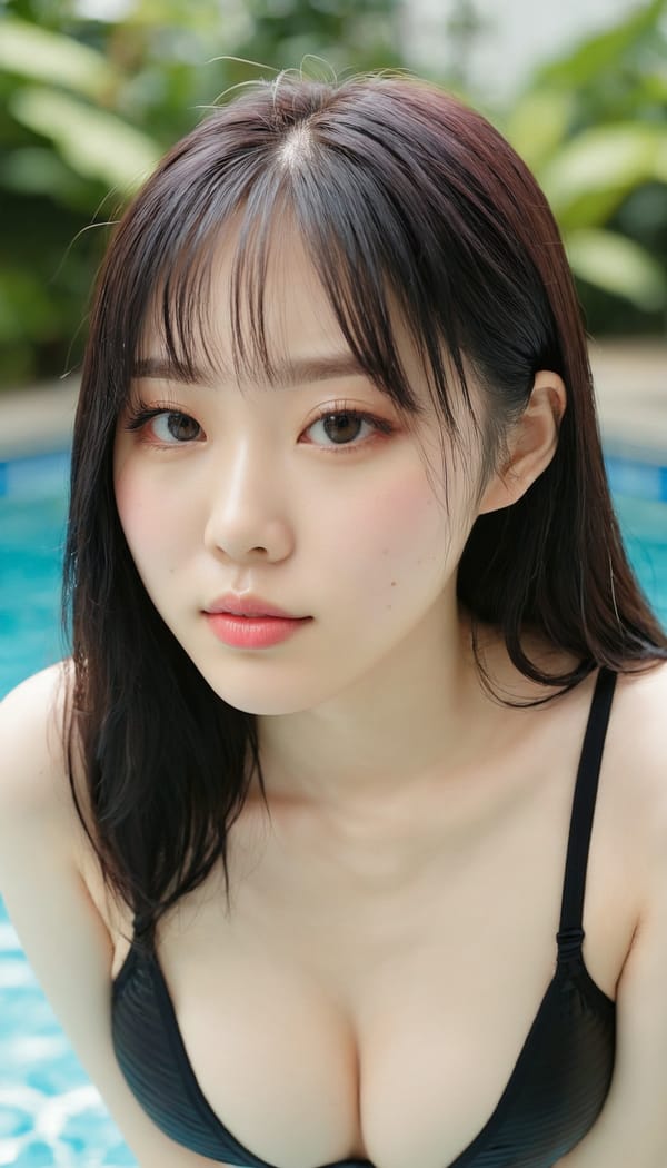 Tags: 21872187, SDXL
{"3": {"inputs": {"seed": 592865756657058, "steps": 64, "cfg": 6.34, "sampler_name": "dpmpp_2m", "scheduler": "karras", "denoise": 1.0, "model": ["27", 0], "positive": ["6", 0], "negative": ["7", 0], "latent_image": ["5", 0]}, "class_type": "KSampler"}, "4": {"inputs": {"ckpt_name": "juggernautxl.safetensors"}, "class_type": "CheckpointLoaderSimple"}, "5": {"inputs": {"width": 768, "height": 1344, "batch_size": 1}, "class_type": "EmptyLatentImage"}, "6": {"inputs": {"text": "26 year old girl, (korean:1.04), (japanese:0.98), (pale skin:1.13), (double eyelids:1.05), (cute:1.14), (slim:0.96), (temptress:1.00), (idol:1.02), (seductive pose:1.07), (eyelashes:0.99), (sexy lips:1.09), (detailed face:0.97), (seductive facial expression:1.10), (blush:0.98), (in a seductive pose:1.06), (large perky breasts:1.01), (cleavage:1.02), (thigh gap:1.12), (in a swimsuit:1.11) at a pool, (portra:1.00), (candid cinema:1.06), (detailed skin:1.09), (film:1.07), (textured skin:1.04), (soft lighting:1.06), (natural looking skin:1.05), (skin fuzz:1.04), (RAW:1.02)", "clip": ["27", 1]}, "class_type": "CLIPTextEncode"}, "7": {"inputs": {"text": "(watermark:1.06), (twisted:1.13), (worst quality:1.14), (low resolution:1.13), (open mouth:1.06), (bad hands:1.13), (distorted:1.10)", "clip": ["27", 1]}, "class_type": "CLIPTextEncode"}, "8": {"inputs": {"samples": ["3", 0], "vae": ["4", 2]}, "class_type": "VAEDecode"}, "25": {"inputs": {"lora_name": "nudify_xl.safetensors", "strength_model": 0.36, "strength_clip": 0.26, "model": ["4", 0], "clip": ["4", 1]}, "class_type": "LoraLoader"}, "26": {"inputs": {"lora_name": "shirtlift_SDXL_v2.safetensors", "strength_model": 0.01, "strength_clip": 0.04, "model": ["25", 0], "clip": ["25", 1]}, "class_type": "LoraLoader"}, "27": {"inputs": {"lora_name": "PerfectEyesXL.safetensors", "strength_model": 0.0, "strength_clip": 0.15, "model": ["26", 0], "clip": ["26", 1]}, "class_type": "LoraLoader"}, "30": {"inputs": {"model_name": "4x_NMKD-Superscale-SP_178000_G.pth"}, "class_type": "UpscaleModelLoader"}, "31": {"inputs": {"upscale_model": ["30", 0], "image": ["8", 0]}, "class_type": "ImageUpscaleWithModel"}, "32": {"inputs": {"upscale_method": "lanczos", "scale_by": 0.5, "image": ["31", 0]}, "class_type": "ImageScaleBy"}, "33": {"inputs": {"pixels": ["32", 0], "vae": ["4", 2]}, "class_type": "VAEEncode"}, "34": {"inputs": {"seed": 592865756657058, "steps": 64, "cfg": 6.34, "sampler_name": "dpmpp_2m", "scheduler": "karras", "denoise": 0.3, "model": ["27", 0], "positive": ["6", 0], "negative": ["7", 0], "latent_image": ["33", 0]}, "class_type": "KSampler"}, "36": {"inputs": {"samples": ["34", 0], "vae": ["4", 2]}, "class_type": "VAEDecode"}, "39": {"inputs": {"filename_prefix": "comfyapi-1734771987164", "images": ["36", 0]}, "class_type": "SaveImage"}}