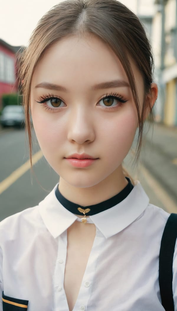 Tags: 21872187, SDXL
{"3": {"inputs": {"seed": 413354629176142, "steps": 64, "cfg": 5.61, "sampler_name": "dpmpp_2m", "scheduler": "karras", "denoise": 1.0, "model": ["27", 0], "positive": ["6", 0], "negative": ["7", 0], "latent_image": ["5", 0]}, "class_type": "KSampler"}, "4": {"inputs": {"ckpt_name": "juggernautxl.safetensors"}, "class_type": "CheckpointLoaderSimple"}, "5": {"inputs": {"width": 768, "height": 1344, "batch_size": 1}, "class_type": "EmptyLatentImage"}, "6": {"inputs": {"text": "18 year old girl, (beautiful eyes:1.08), (double eyelids:1.08), (detailed face:0.98), (slim:1.10), (blush:1.10), (eyelashes:1.07), (seductive facial expression:0.97), (seductive pose:1.08), (pale skin:1.03), (cute:0.96), (in a seductive pose:1.08), (large perky breasts:1.01), (cleavage:1.01), (thigh gap:1.06), (school uniform:1.06), choker, busy street, (detailed skin:1.05), (skin fuzz:1.08), (portra:1.02), (candid cinema:1.01), (soft lighting:1.07), (film:1.07), (textured skin:1.08), (RAW:1.07), (natural looking skin:1.07)", "clip": ["27", 1]}, "class_type": "CLIPTextEncode"}, "7": {"inputs": {"text": "(low resolution:1.10), (distorted:1.09), (watermark:1.13), (bad hands:1.08), (open mouth:1.05), (worst quality:1.10), (twisted:1.08)", "clip": ["27", 1]}, "class_type": "CLIPTextEncode"}, "8": {"inputs": {"samples": ["3", 0], "vae": ["4", 2]}, "class_type": "VAEDecode"}, "25": {"inputs": {"lora_name": "nudify_xl.safetensors", "strength_model": 0.39, "strength_clip": 0.2, "model": ["4", 0], "clip": ["4", 1]}, "class_type": "LoraLoader"}, "26": {"inputs": {"lora_name": "shirtlift_SDXL_v2.safetensors", "strength_model": 0.11, "strength_clip": 0.15, "model": ["25", 0], "clip": ["25", 1]}, "class_type": "LoraLoader"}, "27": {"inputs": {"lora_name": "PerfectEyesXL.safetensors", "strength_model": 0.08, "strength_clip": 0.04, "model": ["26", 0], "clip": ["26", 1]}, "class_type": "LoraLoader"}, "30": {"inputs": {"model_name": "4x_NMKD-Superscale-SP_178000_G.pth"}, "class_type": "UpscaleModelLoader"}, "31": {"inputs": {"upscale_model": ["30", 0], "image": ["8", 0]}, "class_type": "ImageUpscaleWithModel"}, "32": {"inputs": {"upscale_method": "lanczos", "scale_by": 0.5, "image": ["31", 0]}, "class_type": "ImageScaleBy"}, "33": {"inputs": {"pixels": ["32", 0], "vae": ["4", 2]}, "class_type": "VAEEncode"}, "34": {"inputs": {"seed": 413354629176142, "steps": 64, "cfg": 5.61, "sampler_name": "dpmpp_2m", "scheduler": "karras", "denoise": 0.3, "model": ["27", 0], "positive": ["6", 0], "negative": ["7", 0], "latent_image": ["33", 0]}, "class_type": "KSampler"}, "36": {"inputs": {"samples": ["34", 0], "vae": ["4", 2]}, "class_type": "VAEDecode"}, "39": {"inputs": {"filename_prefix": "comfyapi-1732235292354", "images": ["36", 0]}, "class_type": "SaveImage"}}