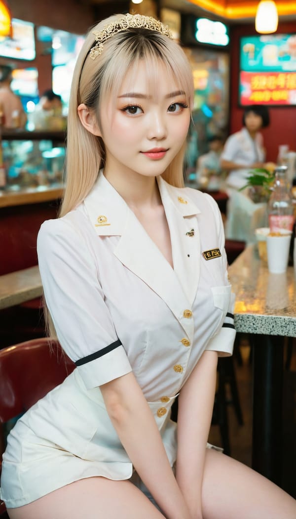 Tags: 21872187, SDXL
{"3": {"inputs": {"seed": 218761119997508, "steps": 32, "cfg": 6.35, "sampler_name": "dpmpp_2m", "scheduler": "karras", "denoise": 1.0, "model": ["27", 0], "positive": ["6", 0], "negative": ["7", 0], "latent_image": ["5", 0]}, "class_type": "KSampler"}, "4": {"inputs": {"ckpt_name": "juggernautxl.safetensors"}, "class_type": "CheckpointLoaderSimple"}, "5": {"inputs": {"width": 768, "height": 1344, "batch_size": 1}, "class_type": "EmptyLatentImage"}, "6": {"inputs": {"text": "20 year old girl, (taiwanese:1.11), (irish:1.00), (temptress:1.05), (slim:1.13), (seductive pose:1.02), (eyelashes:0.99), (idol:1.01), (pale skin:1.13), (detailed face:1.09), (blush:1.11), (beautiful eyes:1.06), (sexy lips:0.98), (double eyelids:1.13), (seductive facial expression:0.98), (cute:1.02), (on all fours:1.10), (spreading ass cheeks:1.05), (from behind:1.08), (backboob:1.02), (a waitress in uniform:1.07) working at a restaurant, (RAW:1.00), (portra:1.00), (skin fuzz:1.00), (soft lighting:1.06), (detailed skin:1.05), (film:1.07), (textured skin:1.05), (natural looking skin:1.08), (candid cinema:1.09)", "clip": ["27", 1]}, "class_type": "CLIPTextEncode"}, "7": {"inputs": {"text": "(bad hands:1.10), (watermark:1.06), (twisted:1.05), (worst quality:1.09), (distorted:1.09), (open mouth:1.08), (low resolution:1.10)", "clip": ["27", 1]}, "class_type": "CLIPTextEncode"}, "8": {"inputs": {"samples": ["3", 0], "vae": ["4", 2]}, "class_type": "VAEDecode"}, "25": {"inputs": {"lora_name": "nudify_xl.safetensors", "strength_model": 0.37, "strength_clip": 0.0, "model": ["4", 0], "clip": ["4", 1]}, "class_type": "LoraLoader"}, "26": {"inputs": {"lora_name": "shirtlift_SDXL_v2.safetensors", "strength_model": 0.17, "strength_clip": 0.09, "model": ["25", 0], "clip": ["25", 1]}, "class_type": "LoraLoader"}, "27": {"inputs": {"lora_name": "PerfectEyesXL.safetensors", "strength_model": 0.04, "strength_clip": 0.19, "model": ["26", 0], "clip": ["26", 1]}, "class_type": "LoraLoader"}, "30": {"inputs": {"model_name": "4x_NMKD-Superscale-SP_178000_G.pth"}, "class_type": "UpscaleModelLoader"}, "31": {"inputs": {"upscale_model": ["30", 0], "image": ["8", 0]}, "class_type": "ImageUpscaleWithModel"}, "32": {"inputs": {"upscale_method": "lanczos", "scale_by": 0.5, "image": ["31", 0]}, "class_type": "ImageScaleBy"}, "33": {"inputs": {"pixels": ["32", 0], "vae": ["4", 2]}, "class_type": "VAEEncode"}, "34": {"inputs": {"seed": 218761119997508, "steps": 32, "cfg": 6.35, "sampler_name": "dpmpp_2m", "scheduler": "karras", "denoise": 0.3, "model": ["27", 0], "positive": ["6", 0], "negative": ["7", 0], "latent_image": ["33", 0]}, "class_type": "KSampler"}, "36": {"inputs": {"samples": ["34", 0], "vae": ["4", 2]}, "class_type": "VAEDecode"}, "39": {"inputs": {"filename_prefix": "comfyapi-1731902565288", "images": ["36", 0]}, "class_type": "SaveImage"}}