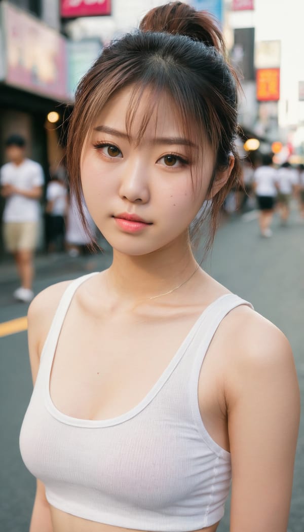 Tags: 21872187, SDXL
{"3": {"inputs": {"seed": 273285065392806, "steps": 64, "cfg": 5.84, "sampler_name": "dpmpp_2m", "scheduler": "karras", "denoise": 1.0, "model": ["27", 0], "positive": ["6", 0], "negative": ["7", 0], "latent_image": ["5", 0]}, "class_type": "KSampler"}, "4": {"inputs": {"ckpt_name": "juggernautxl.safetensors"}, "class_type": "CheckpointLoaderSimple"}, "5": {"inputs": {"width": 768, "height": 1344, "batch_size": 1}, "class_type": "EmptyLatentImage"}, "6": {"inputs": {"text": "20 year old girl, (japanese:1.14), (seductive facial expression:1.00), (detailed face:0.95), (eyelashes:1.01), (temptress:1.03), (cute:1.06), (beautiful eyes:1.04), (double eyelids:1.12), (blush:1.01), (seductive pose:0.98), (idol:1.13), (slim:1.07), (pale skin:1.06), (perky ass:1.11), (exposed ass:1.02), (looking back:1.09), (sexy ass:1.14), (thigh gap:1.02), (white tanktop:1.12), busy street, (detailed skin:1.01), (textured skin:1.00), (film:1.03), (RAW:1.02), (portra:1.06), (soft lighting:1.09), (natural looking skin:1.07), (skin fuzz:1.01), (candid cinema:1.06)", "clip": ["27", 1]}, "class_type": "CLIPTextEncode"}, "7": {"inputs": {"text": "(bad hands:1.12), (twisted:1.09), (open mouth:1.05), (low resolution:1.13), (worst quality:1.08), (distorted:1.09), (watermark:1.07)", "clip": ["27", 1]}, "class_type": "CLIPTextEncode"}, "8": {"inputs": {"samples": ["3", 0], "vae": ["4", 2]}, "class_type": "VAEDecode"}, "25": {"inputs": {"lora_name": "nudify_xl.safetensors", "strength_model": 0.17, "strength_clip": 0.24, "model": ["4", 0], "clip": ["4", 1]}, "class_type": "LoraLoader"}, "26": {"inputs": {"lora_name": "shirtlift_SDXL_v2.safetensors", "strength_model": 0.14, "strength_clip": 0.06, "model": ["25", 0], "clip": ["25", 1]}, "class_type": "LoraLoader"}, "27": {"inputs": {"lora_name": "PerfectEyesXL.safetensors", "strength_model": 0.17, "strength_clip": 0.16, "model": ["26", 0], "clip": ["26", 1]}, "class_type": "LoraLoader"}, "30": {"inputs": {"model_name": "4x_NMKD-Superscale-SP_178000_G.pth"}, "class_type": "UpscaleModelLoader"}, "31": {"inputs": {"upscale_model": ["30", 0], "image": ["8", 0]}, "class_type": "ImageUpscaleWithModel"}, "32": {"inputs": {"upscale_method": "lanczos", "scale_by": 0.5, "image": ["31", 0]}, "class_type": "ImageScaleBy"}, "33": {"inputs": {"pixels": ["32", 0], "vae": ["4", 2]}, "class_type": "VAEEncode"}, "34": {"inputs": {"seed": 273285065392806, "steps": 64, "cfg": 5.84, "sampler_name": "dpmpp_2m", "scheduler": "karras", "denoise": 0.3, "model": ["27", 0], "positive": ["6", 0], "negative": ["7", 0], "latent_image": ["33", 0]}, "class_type": "KSampler"}, "36": {"inputs": {"samples": ["34", 0], "vae": ["4", 2]}, "class_type": "VAEDecode"}, "39": {"inputs": {"filename_prefix": "comfyapi-1714943265140", "images": ["36", 0]}, "class_type": "SaveImage"}}