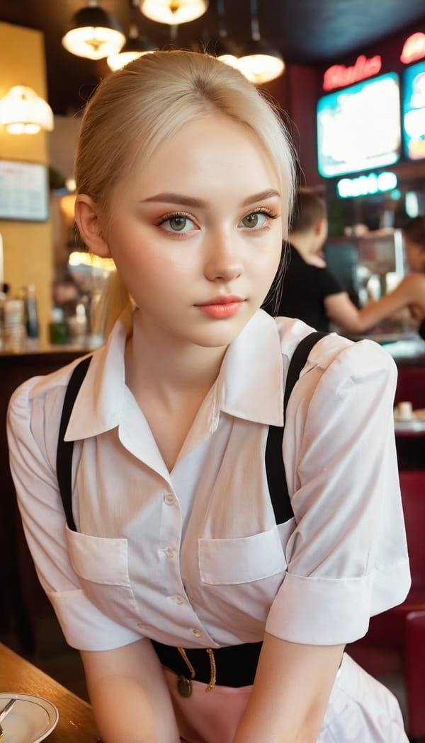 Tags: 21872187, SDXL
{"3": {"inputs": {"seed": 863986071107978, "steps": 64, "cfg": 6.49, "sampler_name": "dpmpp_2m", "scheduler": "karras", "denoise": 1.0, "model": ["27", 0], "positive": ["6", 0], "negative": ["7", 0], "latent_image": ["5", 0]}, "class_type": "KSampler"}, "4": {"inputs": {"ckpt_name": "juggernautxl.safetensors"}, "class_type": "CheckpointLoaderSimple"}, "5": {"inputs": {"width": 768, "height": 1344, "batch_size": 1}, "class_type": "EmptyLatentImage"}, "6": {"inputs": {"text": "18 year old girl, (ukrainian:1.13), (blush:1.05), (double eyelids:1.03), (temptress:1.07), (eyelashes:1.09), (idol:0.95), (seductive facial expression:1.12), (cute:1.08), (sexy lips:1.14), (slim:1.08), (beautiful eyes:0.99), (pale skin:1.13), (detailed face:1.06), (seductive pose:1.12), (on all fours:1.00), (spreading ass cheeks:1.05), (from behind:0.98), (backboob:0.99), (a waitress in uniform:1.02) working at a restaurant, (candid cinema:1.06), (film:1.08), (portra:1.09), (soft lighting:1.07), (skin fuzz:1.08), (detailed skin:1.06), (textured skin:1.07), (RAW:1.05), (natural looking skin:1.00)", "clip": ["27", 1]}, "class_type": "CLIPTextEncode"}, "7": {"inputs": {"text": "(open mouth:1.13), (worst quality:1.13), (watermark:1.12), (twisted:1.09), (bad hands:1.13), (low resolution:1.09), (distorted:1.07)", "clip": ["27", 1]}, "class_type": "CLIPTextEncode"}, "8": {"inputs": {"samples": ["3", 0], "vae": ["4", 2]}, "class_type": "VAEDecode"}, "25": {"inputs": {"lora_name": "nudify_xl.safetensors", "strength_model": 0.36, "strength_clip": 0.36, "model": ["4", 0], "clip": ["4", 1]}, "class_type": "LoraLoader"}, "26": {"inputs": {"lora_name": "shirtlift_SDXL_v2.safetensors", "strength_model": 0.07, "strength_clip": 0.11, "model": ["25", 0], "clip": ["25", 1]}, "class_type": "LoraLoader"}, "27": {"inputs": {"lora_name": "PerfectEyesXL.safetensors", "strength_model": 0.18, "strength_clip": 0.11, "model": ["26", 0], "clip": ["26", 1]}, "class_type": "LoraLoader"}, "30": {"inputs": {"model_name": "4x_NMKD-Superscale-SP_178000_G.pth"}, "class_type": "UpscaleModelLoader"}, "31": {"inputs": {"upscale_model": ["30", 0], "image": ["8", 0]}, "class_type": "ImageUpscaleWithModel"}, "32": {"inputs": {"upscale_method": "lanczos", "scale_by": 0.5, "image": ["31", 0]}, "class_type": "ImageScaleBy"}, "33": {"inputs": {"pixels": ["32", 0], "vae": ["4", 2]}, "class_type": "VAEEncode"}, "34": {"inputs": {"seed": 863986071107978, "steps": 64, "cfg": 6.49, "sampler_name": "dpmpp_2m", "scheduler": "karras", "denoise": 0.3, "model": ["27", 0], "positive": ["6", 0], "negative": ["7", 0], "latent_image": ["33", 0]}, "class_type": "KSampler"}, "36": {"inputs": {"samples": ["34", 0], "vae": ["4", 2]}, "class_type": "VAEDecode"}, "39": {"inputs": {"filename_prefix": "comfyapi-1732389428403", "images": ["36", 0]}, "class_type": "SaveImage"}}