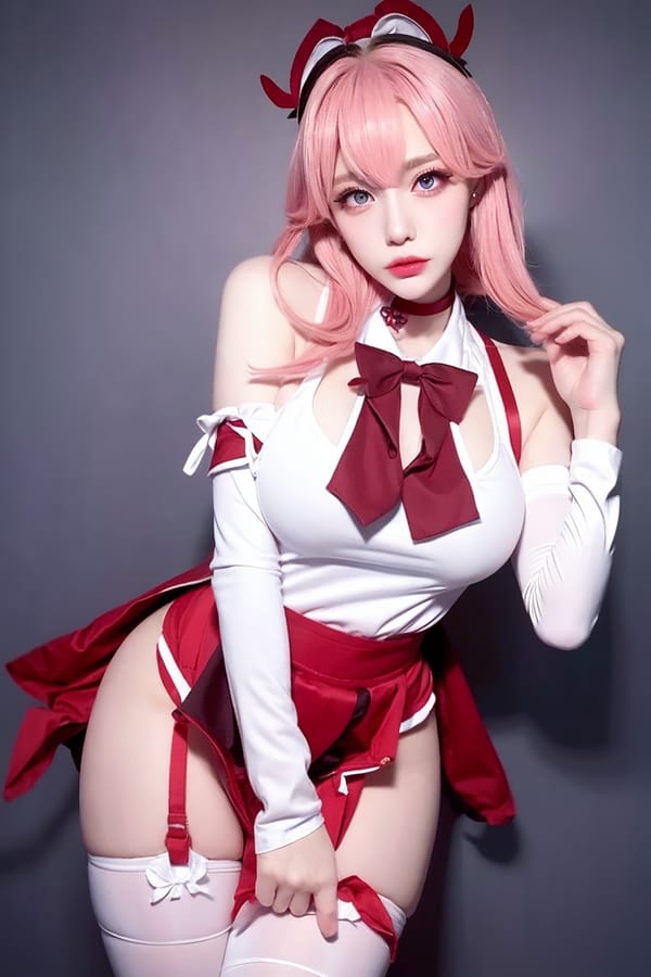 Tags: 21872187
<lora:koreanDollLikeness:0.50>, <lora:YaeMiko_Test:0.71>, maid cafe, stockings, (maid costume:0.93), choker, bowtie, headband, (pleated skirt:0.90), (seductive pose:1.08), extremely detailed eyes, extremely detailed face, cute, (photorealistic:1.18), sexy lips, double eyelids, eyelashes, pale skin, perky breasts, full body portrait, textured skin, hyper realistic, tall, (long slim legs:1.10)
Negative prompt: drawings, sketches, paintings, black and white, fat, (worst quality:1.92)
Steps: 32, Sampler: DPM++ 2M Karras, CFG scale: 5.98, Seed: 2764290673, Size: 512x768, Model hash: fc2511737a, Model: chilloutmix_NiPrunedFp32Fix, Seed resize from: -1x-1, Denoising strength: 0.35, Version: v1.2.1, Hires upscale: 2.0, Hires steps: 16, Hires upscaler: ESRGAN_4x