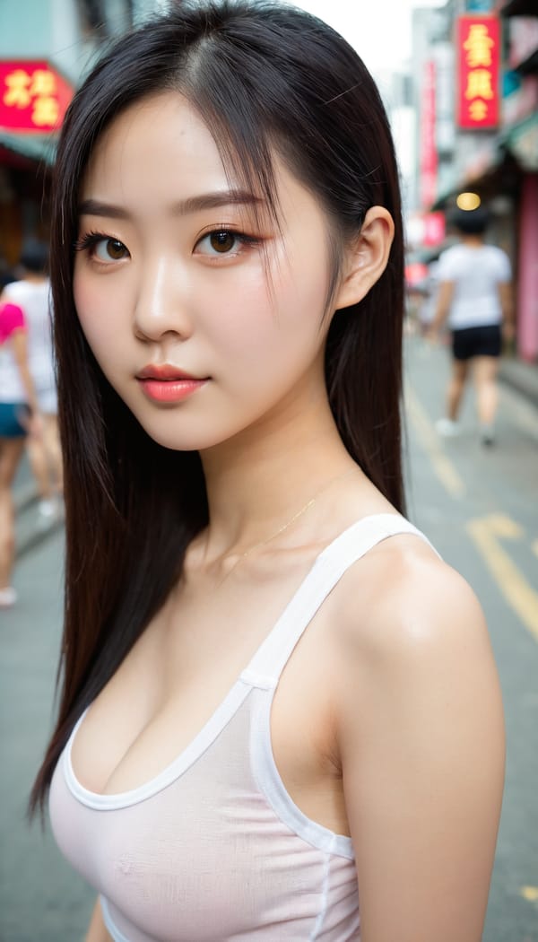 Tags: 21872187, SDXL
{"3": {"inputs": {"seed": 952282119874852, "steps": 64, "cfg": 7.37, "sampler_name": "dpmpp_2m", "scheduler": "karras", "denoise": 1.0, "model": ["27", 0], "positive": ["6", 0], "negative": ["7", 0], "latent_image": ["5", 0]}, "class_type": "KSampler"}, "4": {"inputs": {"ckpt_name": "juggernautxl.safetensors"}, "class_type": "CheckpointLoaderSimple"}, "5": {"inputs": {"width": 768, "height": 1344, "batch_size": 1}, "class_type": "EmptyLatentImage"}, "6": {"inputs": {"text": "23 year old girl, (chinese:1.04), (cute:0.96), (slim:1.00), (seductive pose:1.10), (eyelashes:0.98), (idol:1.13), (blush:1.14), (seductive facial expression:0.99), (beautiful eyes:1.06), (sexy lips:1.01), (detailed face:1.14), (double eyelids:1.10), (pale skin:1.02), (temptress:1.14), (perky ass:1.14), (exposed ass:1.03), (looking back:0.96), (sexy ass:1.09), (thigh gap:1.00), (white tanktop:1.11), busy street, (detailed skin:1.05), (skin fuzz:1.03), (film:1.03), (textured skin:1.04), (soft lighting:1.02), (RAW:1.05), (portra:1.02), (candid cinema:1.06), (natural looking skin:1.01)", "clip": ["27", 1]}, "class_type": "CLIPTextEncode"}, "7": {"inputs": {"text": "(distorted:1.07), (worst quality:1.13), (watermark:1.07), (low resolution:1.07), (twisted:1.12), (bad hands:1.12), (open mouth:1.07)", "clip": ["27", 1]}, "class_type": "CLIPTextEncode"}, "8": {"inputs": {"samples": ["3", 0], "vae": ["4", 2]}, "class_type": "VAEDecode"}, "25": {"inputs": {"lora_name": "nudify_xl.safetensors", "strength_model": 0.21, "strength_clip": 0.25, "model": ["4", 0], "clip": ["4", 1]}, "class_type": "LoraLoader"}, "26": {"inputs": {"lora_name": "shirtlift_SDXL_v2.safetensors", "strength_model": 0.12, "strength_clip": 0.19, "model": ["25", 0], "clip": ["25", 1]}, "class_type": "LoraLoader"}, "27": {"inputs": {"lora_name": "PerfectEyesXL.safetensors", "strength_model": 0.19, "strength_clip": 0.12, "model": ["26", 0], "clip": ["26", 1]}, "class_type": "LoraLoader"}, "30": {"inputs": {"model_name": "4x_NMKD-Superscale-SP_178000_G.pth"}, "class_type": "UpscaleModelLoader"}, "31": {"inputs": {"upscale_model": ["30", 0], "image": ["8", 0]}, "class_type": "ImageUpscaleWithModel"}, "32": {"inputs": {"upscale_method": "lanczos", "scale_by": 0.5, "image": ["31", 0]}, "class_type": "ImageScaleBy"}, "33": {"inputs": {"pixels": ["32", 0], "vae": ["4", 2]}, "class_type": "VAEEncode"}, "34": {"inputs": {"seed": 952282119874852, "steps": 64, "cfg": 7.37, "sampler_name": "dpmpp_2m", "scheduler": "karras", "denoise": 0.3, "model": ["27", 0], "positive": ["6", 0], "negative": ["7", 0], "latent_image": ["33", 0]}, "class_type": "KSampler"}, "36": {"inputs": {"samples": ["34", 0], "vae": ["4", 2]}, "class_type": "VAEDecode"}, "39": {"inputs": {"filename_prefix": "comfyapi-1728033587143", "images": ["36", 0]}, "class_type": "SaveImage"}}