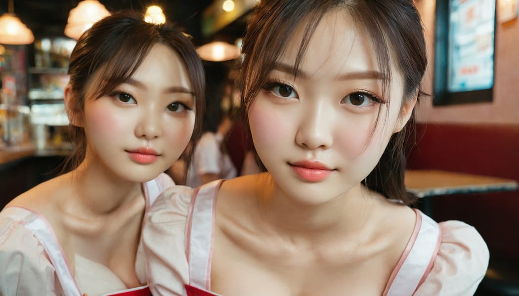 Tags: 21872187, SDXL
{"3": {"inputs": {"seed": 538084063094852, "steps": 32, "cfg": 6.16, "sampler_name": "dpmpp_2m", "scheduler": "karras", "denoise": 1.0, "model": ["27", 0], "positive": ["6", 0], "negative": ["7", 0], "latent_image": ["5", 0]}, "class_type": "KSampler"}, "4": {"inputs": {"ckpt_name": "juggernautxl.safetensors"}, "class_type": "CheckpointLoaderSimple"}, "5": {"inputs": {"width": 1344, "height": 768, "batch_size": 1}, "class_type": "EmptyLatentImage"}, "6": {"inputs": {"text": "19 year old girl, (russian:1.03), (japanese:1.05), (korean:1.07), (sexy lips:1.12), (slim:1.14), (seductive facial expression:1.11), (blush:1.11), (idol:0.96), (pale skin:1.03), (temptress:0.95), (double eyelids:0.95), (beautiful eyes:0.99), (cute:1.04), (eyelashes:0.98), (in a seductive pose:0.98), (large perky breasts:1.13), (cleavage:1.10), (thigh gap:1.09), (a waitress in uniform:1.00) working at a restaurant, (natural looking skin:1.05), (soft lighting:1.09), (candid cinema:1.09), (textured skin:1.03), (detailed skin:1.03), (skin fuzz:1.07), (portra:1.03), (RAW:1.00), (film:1.06)", "clip": ["27", 1]}, "class_type": "CLIPTextEncode"}, "7": {"inputs": {"text": "(low resolution:1.13), (distorted:1.08), (open mouth:1.08), (bad hands:1.07), (worst quality:1.11), (watermark:1.14), (twisted:1.14)", "clip": ["27", 1]}, "class_type": "CLIPTextEncode"}, "8": {"inputs": {"samples": ["3", 0], "vae": ["4", 2]}, "class_type": "VAEDecode"}, "25": {"inputs": {"lora_name": "nudify_xl.safetensors", "strength_model": 0.17, "strength_clip": 0.09, "model": ["4", 0], "clip": ["4", 1]}, "class_type": "LoraLoader"}, "26": {"inputs": {"lora_name": "shirtlift_SDXL_v2.safetensors", "strength_model": 0.11, "strength_clip": 0.07, "model": ["25", 0], "clip": ["25", 1]}, "class_type": "LoraLoader"}, "27": {"inputs": {"lora_name": "PerfectEyesXL.safetensors", "strength_model": 0.14, "strength_clip": 0.02, "model": ["26", 0], "clip": ["26", 1]}, "class_type": "LoraLoader"}, "30": {"inputs": {"model_name": "4x_NMKD-Superscale-SP_178000_G.pth"}, "class_type": "UpscaleModelLoader"}, "31": {"inputs": {"upscale_model": ["30", 0], "image": ["8", 0]}, "class_type": "ImageUpscaleWithModel"}, "32": {"inputs": {"upscale_method": "lanczos", "scale_by": 0.5, "image": ["31", 0]}, "class_type": "ImageScaleBy"}, "33": {"inputs": {"pixels": ["32", 0], "vae": ["4", 2]}, "class_type": "VAEEncode"}, "34": {"inputs": {"seed": 538084063094852, "steps": 32, "cfg": 6.16, "sampler_name": "dpmpp_2m", "scheduler": "karras", "denoise": 0.3, "model": ["27", 0], "positive": ["6", 0], "negative": ["7", 0], "latent_image": ["33", 0]}, "class_type": "KSampler"}, "36": {"inputs": {"samples": ["34", 0], "vae": ["4", 2]}, "class_type": "VAEDecode"}, "39": {"inputs": {"filename_prefix": "comfyapi-1713806468691", "images": ["36", 0]}, "class_type": "SaveImage"}}