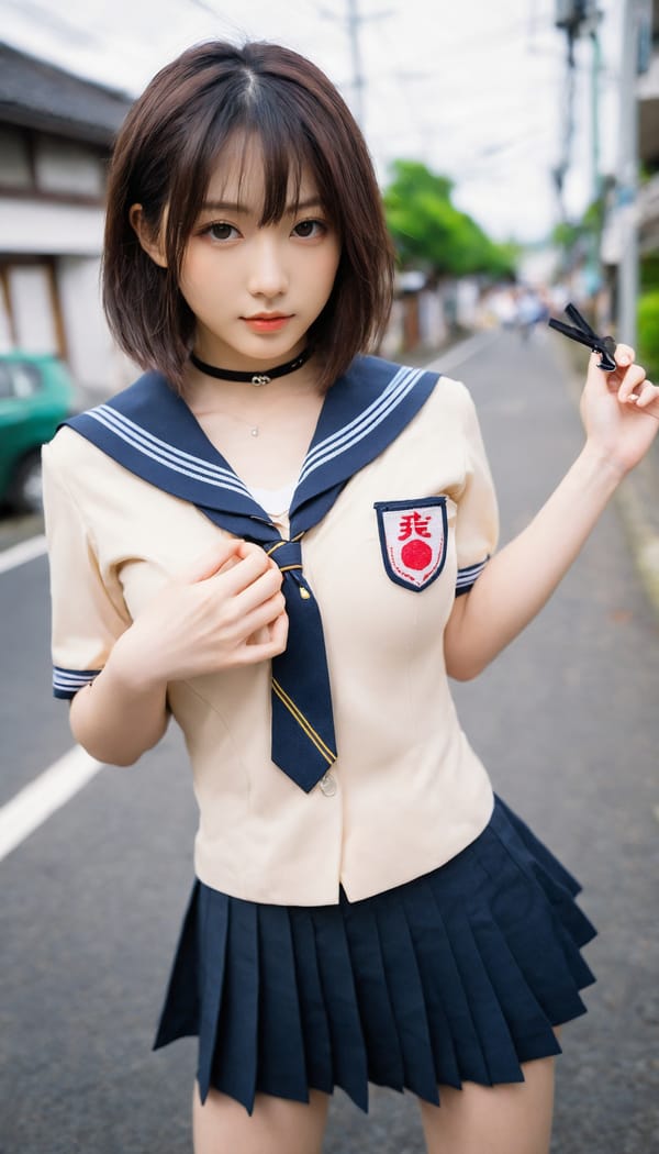 Tags: 21872187, SDXL
{"3": {"inputs": {"seed": 574138714182659, "steps": 32, "cfg": 5.47, "sampler_name": "dpmpp_2m", "scheduler": "karras", "denoise": 1.0, "model": ["27", 0], "positive": ["6", 0], "negative": ["7", 0], "latent_image": ["5", 0]}, "class_type": "KSampler"}, "4": {"inputs": {"ckpt_name": "helloworldxl.safetensors"}, "class_type": "CheckpointLoaderSimple"}, "5": {"inputs": {"width": 768, "height": 1344, "batch_size": 1}, "class_type": "EmptyLatentImage"}, "6": {"inputs": {"text": "24 year old girl, (japanese:1.13), (slim:0.97), (sexy lips:1.14), (temptress:1.06), (seductive pose:1.02), (double eyelids:1.08), (pale skin:1.06), (blush:1.03), (seductive facial expression:1.01), (idol:1.03), (detailed face:0.96), (cute:1.13), (beautiful eyes:1.04), (in a seductive pose:1.06), (large perky breasts:0.96), (cleavage:0.98), (thigh gap:0.99), (school uniform:1.14), choker, busy street, (skin fuzz:1.03), (soft lighting:1.07), (textured skin:1.03), (film:1.00), (RAW:1.05), (candid cinema:1.07), (portra:1.00), (natural looking skin:1.07), (detailed skin:1.06)", "clip": ["27", 1]}, "class_type": "CLIPTextEncode"}, "7": {"inputs": {"text": "(bad hands:1.14), (twisted:1.14), (worst quality:1.12), (watermark:1.09), (open mouth:1.06), (distorted:1.06)", "clip": ["27", 1]}, "class_type": "CLIPTextEncode"}, "8": {"inputs": {"samples": ["3", 0], "vae": ["4", 2]}, "class_type": "VAEDecode"}, "25": {"inputs": {"lora_name": "nudify_xl.safetensors", "strength_model": 0.13, "strength_clip": 0.11, "model": ["4", 0], "clip": ["4", 1]}, "class_type": "LoraLoader"}, "26": {"inputs": {"lora_name": "shirtlift_SDXL_v2.safetensors", "strength_model": 0.06, "strength_clip": 0.15, "model": ["25", 0], "clip": ["25", 1]}, "class_type": "LoraLoader"}, "27": {"inputs": {"lora_name": "PerfectEyesXL.safetensors", "strength_model": 0.08, "strength_clip": 0.1, "model": ["26", 0], "clip": ["26", 1]}, "class_type": "LoraLoader"}, "30": {"inputs": {"model_name": "4x_NMKD-Superscale-SP_178000_G.pth"}, "class_type": "UpscaleModelLoader"}, "31": {"inputs": {"upscale_model": ["30", 0], "image": ["8", 0]}, "class_type": "ImageUpscaleWithModel"}, "32": {"inputs": {"upscale_method": "lanczos", "scale_by": 0.5, "image": ["31", 0]}, "class_type": "ImageScaleBy"}, "33": {"inputs": {"pixels": ["32", 0], "vae": ["4", 2]}, "class_type": "VAEEncode"}, "34": {"inputs": {"seed": 574138714182659, "steps": 32, "cfg": 5.47, "sampler_name": "dpmpp_2m", "scheduler": "karras", "denoise": 0.3, "model": ["27", 0], "positive": ["6", 0], "negative": ["7", 0], "latent_image": ["33", 0]}, "class_type": "KSampler"}, "36": {"inputs": {"samples": ["34", 0], "vae": ["4", 2]}, "class_type": "VAEDecode"}, "39": {"inputs": {"filename_prefix": "comfyapi-1734213505992", "images": ["36", 0]}, "class_type": "SaveImage"}}