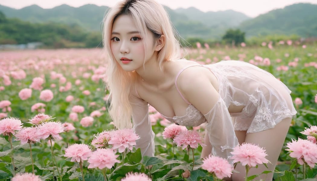 Tags: 21872187, SDXL
{"3": {"inputs": {"seed": 418252033578658, "steps": 32, "cfg": 5.52, "sampler_name": "dpmpp_2m", "scheduler": "karras", "denoise": 1.0, "model": ["27", 0], "positive": ["6", 0], "negative": ["7", 0], "latent_image": ["5", 0]}, "class_type": "KSampler"}, "4": {"inputs": {"ckpt_name": "juggernautxl.safetensors"}, "class_type": "CheckpointLoaderSimple"}, "5": {"inputs": {"width": 1344, "height": 768, "batch_size": 1}, "class_type": "EmptyLatentImage"}, "6": {"inputs": {"text": "18 year old girl, (korean:1.05), (eyelashes:0.97), (temptress:0.96), (sexy lips:0.96), (double eyelids:1.00), (detailed face:1.02), (cute:1.03), (seductive pose:1.00), (idol:0.98), (pale skin:1.13), (blush:1.00), (slim:1.03), (beautiful eyes:0.95), (seductive facial expression:1.14), (on all fours:0.95), (spreading ass cheeks:1.10), (from behind:1.07), (backboob:1.02), wearing (translucent clothes:1.14) on a flower field, (RAW:1.03), (film:1.03), (skin fuzz:1.09), (candid cinema:1.00), (portra:1.06), (natural looking skin:1.08), (textured skin:1.05), (soft lighting:1.09), (detailed skin:1.07)", "clip": ["27", 1]}, "class_type": "CLIPTextEncode"}, "7": {"inputs": {"text": "(low resolution:1.12), (watermark:1.11), (distorted:1.05), (bad hands:1.11), (open mouth:1.13), (twisted:1.07), (worst quality:1.09)", "clip": ["27", 1]}, "class_type": "CLIPTextEncode"}, "8": {"inputs": {"samples": ["3", 0], "vae": ["4", 2]}, "class_type": "VAEDecode"}, "25": {"inputs": {"lora_name": "nudify_xl.safetensors", "strength_model": 0.23, "strength_clip": 0.32, "model": ["4", 0], "clip": ["4", 1]}, "class_type": "LoraLoader"}, "26": {"inputs": {"lora_name": "shirtlift_SDXL_v2.safetensors", "strength_model": 0.11, "strength_clip": 0.18, "model": ["25", 0], "clip": ["25", 1]}, "class_type": "LoraLoader"}, "27": {"inputs": {"lora_name": "PerfectEyesXL.safetensors", "strength_model": 0.06, "strength_clip": 0.07, "model": ["26", 0], "clip": ["26", 1]}, "class_type": "LoraLoader"}, "30": {"inputs": {"model_name": "4x_NMKD-Superscale-SP_178000_G.pth"}, "class_type": "UpscaleModelLoader"}, "31": {"inputs": {"upscale_model": ["30", 0], "image": ["8", 0]}, "class_type": "ImageUpscaleWithModel"}, "32": {"inputs": {"upscale_method": "lanczos", "scale_by": 0.5, "image": ["31", 0]}, "class_type": "ImageScaleBy"}, "33": {"inputs": {"pixels": ["32", 0], "vae": ["4", 2]}, "class_type": "VAEEncode"}, "34": {"inputs": {"seed": 418252033578658, "steps": 32, "cfg": 5.52, "sampler_name": "dpmpp_2m", "scheduler": "karras", "denoise": 0.3, "model": ["27", 0], "positive": ["6", 0], "negative": ["7", 0], "latent_image": ["33", 0]}, "class_type": "KSampler"}, "36": {"inputs": {"samples": ["34", 0], "vae": ["4", 2]}, "class_type": "VAEDecode"}, "39": {"inputs": {"filename_prefix": "comfyapi-1732741482536", "images": ["36", 0]}, "class_type": "SaveImage"}}