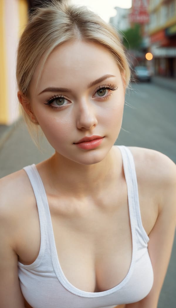 Tags: 21872187, SDXL
{"3": {"inputs": {"seed": 774953289136120, "steps": 32, "cfg": 7.06, "sampler_name": "dpmpp_2m", "scheduler": "karras", "denoise": 1.0, "model": ["27", 0], "positive": ["6", 0], "negative": ["7", 0], "latent_image": ["5", 0]}, "class_type": "KSampler"}, "4": {"inputs": {"ckpt_name": "juggernautxl.safetensors"}, "class_type": "CheckpointLoaderSimple"}, "5": {"inputs": {"width": 768, "height": 1344, "batch_size": 1}, "class_type": "EmptyLatentImage"}, "6": {"inputs": {"text": "26 year old girl, (russian:0.97), (sexy lips:0.96), (pale skin:0.95), (eyelashes:1.11), (seductive facial expression:0.96), (detailed face:1.09), (idol:1.04), (slim:1.11), (blush:1.09), (beautiful eyes:1.06), (temptress:1.14), (cute:1.11), (double eyelids:1.14), (seductive pose:1.07), (perky ass:1.01), (exposed ass:1.09), (looking back:1.10), (sexy ass:0.95), (thigh gap:1.09), (white tanktop:1.08), busy street, (RAW:1.01), (candid cinema:1.09), (soft lighting:1.00), (portra:1.04), (natural looking skin:1.01), (film:1.00), (textured skin:1.04), (skin fuzz:1.05)", "clip": ["27", 1]}, "class_type": "CLIPTextEncode"}, "7": {"inputs": {"text": "(worst quality:1.08), (bad hands:1.09), (watermark:1.13), (open mouth:1.08), (distorted:1.14), (twisted:1.14), (low resolution:1.07)", "clip": ["27", 1]}, "class_type": "CLIPTextEncode"}, "8": {"inputs": {"samples": ["3", 0], "vae": ["4", 2]}, "class_type": "VAEDecode"}, "25": {"inputs": {"lora_name": "nudify_xl.safetensors", "strength_model": 0.21, "strength_clip": 0.15, "model": ["4", 0], "clip": ["4", 1]}, "class_type": "LoraLoader"}, "26": {"inputs": {"lora_name": "shirtlift_SDXL_v2.safetensors", "strength_model": 0.05, "strength_clip": 0.07, "model": ["25", 0], "clip": ["25", 1]}, "class_type": "LoraLoader"}, "27": {"inputs": {"lora_name": "PerfectEyesXL.safetensors", "strength_model": 0.01, "strength_clip": 0.17, "model": ["26", 0], "clip": ["26", 1]}, "class_type": "LoraLoader"}, "30": {"inputs": {"model_name": "4x_NMKD-Superscale-SP_178000_G.pth"}, "class_type": "UpscaleModelLoader"}, "31": {"inputs": {"upscale_model": ["30", 0], "image": ["8", 0]}, "class_type": "ImageUpscaleWithModel"}, "32": {"inputs": {"upscale_method": "lanczos", "scale_by": 0.5, "image": ["31", 0]}, "class_type": "ImageScaleBy"}, "33": {"inputs": {"pixels": ["32", 0], "vae": ["4", 2]}, "class_type": "VAEEncode"}, "34": {"inputs": {"seed": 774953289136120, "steps": 32, "cfg": 7.06, "sampler_name": "dpmpp_2m", "scheduler": "karras", "denoise": 0.3, "model": ["27", 0], "positive": ["6", 0], "negative": ["7", 0], "latent_image": ["33", 0]}, "class_type": "KSampler"}, "36": {"inputs": {"samples": ["34", 0], "vae": ["4", 2]}, "class_type": "VAEDecode"}, "39": {"inputs": {"filename_prefix": "comfyapi-1714464463946", "images": ["36", 0]}, "class_type": "SaveImage"}}