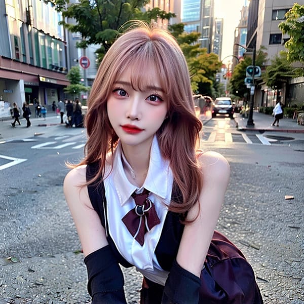 Tags: 21872187
<lora:JapaneseDollLikeness_v15:0.64>, <lora:koreanDollLikeness:0.64>, <lora:taiwanDollLikeness_v20:0.55>, <lora:YaeMiko_Test:0.78>, (school uniform:1.05), (large breasts:1.02), choker, busy street in urban city, (on all fours:0.97), spreading ass cheeks, (from behind:1.06), <lora:fixStandingDoggyStyle:0.24>, backboob, <lora:Addams:0.20>, extremely detailed eyes, extremely detailed face, cute, (photorealistic:1.12), sexy lips, seductive smile, double eyelids, eyelashes, pale skin, perky breasts, full body portrait, 4K, best quality, hyper realistic, (long slim legs:1.07), blush, 1girl, (stunningly attractive:0.93), (dramatic:1.16)
Negative prompt: sketches, fat, (worst quality:2.15)
Steps: 32, Sampler: DPM++ 2M Karras, CFG scale: 6.61, Seed: 704285439, Size: 512x512, Model hash: fc2511737a, Model: chilloutmix_NiPrunedFp32Fix, Seed resize from: -1x-1, Denoising strength: 0.35, Version: v1.2.1, Hires upscale: 2.0, Hires steps: 16, Hires upscaler: ESRGAN_4x