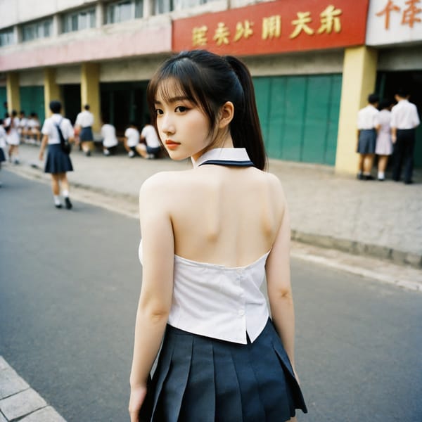 Tags: 21872187, SDXL
{"3": {"inputs": {"seed": 438420310784832, "steps": 64, "cfg": 6.62, "sampler_name": "dpmpp_2m", "scheduler": "karras", "denoise": 1.0, "model": ["27", 0], "positive": ["6", 0], "negative": ["7", 0], "latent_image": ["5", 0]}, "class_type": "KSampler"}, "4": {"inputs": {"ckpt_name": "helloworldxl.safetensors"}, "class_type": "CheckpointLoaderSimple"}, "5": {"inputs": {"width": 1024, "height": 1024, "batch_size": 1}, "class_type": "EmptyLatentImage"}, "6": {"inputs": {"text": "28 year old girl, (chinese:1.09), (double eyelids:0.99), (cute:0.96), (sexy lips:1.14), (slim:1.10), (detailed face:0.97), (blush:1.02), (temptress:1.14), (pale skin:0.97), (beautiful eyes:0.97), (seductive facial expression:1.13), (idol:1.04), (eyelashes:0.96), (seductive pose:1.05), (on all fours:1.00), (spreading ass cheeks:0.97), (from behind:1.06), (backboob:1.08), (school uniform:1.10), choker, busy street, (candid cinema:1.02), (film:1.02), (textured skin:1.07), (portra:1.09), (soft lighting:1.00), (detailed skin:1.05), (skin fuzz:1.03), (natural looking skin:1.07), (RAW:1.08)", "clip": ["27", 1]}, "class_type": "CLIPTextEncode"}, "7": {"inputs": {"text": "(open mouth:1.05), (worst quality:1.12), (bad hands:1.09), (low resolution:1.11), (twisted:1.12), (distorted:1.05), (watermark:1.09)", "clip": ["27", 1]}, "class_type": "CLIPTextEncode"}, "8": {"inputs": {"samples": ["3", 0], "vae": ["4", 2]}, "class_type": "VAEDecode"}, "25": {"inputs": {"lora_name": "nudify_xl.safetensors", "strength_model": 0.09, "strength_clip": 0.08, "model": ["4", 0], "clip": ["4", 1]}, "class_type": "LoraLoader"}, "26": {"inputs": {"lora_name": "shirtlift_SDXL_v2.safetensors", "strength_model": 0.05, "strength_clip": 0.07, "model": ["25", 0], "clip": ["25", 1]}, "class_type": "LoraLoader"}, "27": {"inputs": {"lora_name": "PerfectEyesXL.safetensors", "strength_model": 0.17, "strength_clip": 0.0, "model": ["26", 0], "clip": ["26", 1]}, "class_type": "LoraLoader"}, "30": {"inputs": {"model_name": "4x_NMKD-Superscale-SP_178000_G.pth"}, "class_type": "UpscaleModelLoader"}, "31": {"inputs": {"upscale_model": ["30", 0], "image": ["8", 0]}, "class_type": "ImageUpscaleWithModel"}, "32": {"inputs": {"upscale_method": "lanczos", "scale_by": 0.5, "image": ["31", 0]}, "class_type": "ImageScaleBy"}, "33": {"inputs": {"pixels": ["32", 0], "vae": ["4", 2]}, "class_type": "VAEEncode"}, "34": {"inputs": {"seed": 438420310784832, "steps": 64, "cfg": 6.62, "sampler_name": "dpmpp_2m", "scheduler": "karras", "denoise": 0.3, "model": ["27", 0], "positive": ["6", 0], "negative": ["7", 0], "latent_image": ["33", 0]}, "class_type": "KSampler"}, "36": {"inputs": {"samples": ["34", 0], "vae": ["4", 2]}, "class_type": "VAEDecode"}, "39": {"inputs": {"filename_prefix": "comfyapi-1716367914011", "images": ["36", 0]}, "class_type": "SaveImage"}}