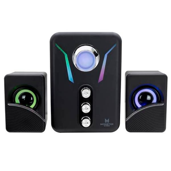 Tags: Parlantes para PC Subwoofer Monster Games Firing 2.1, RGB, Jack 3.5mm y USB, 10W

