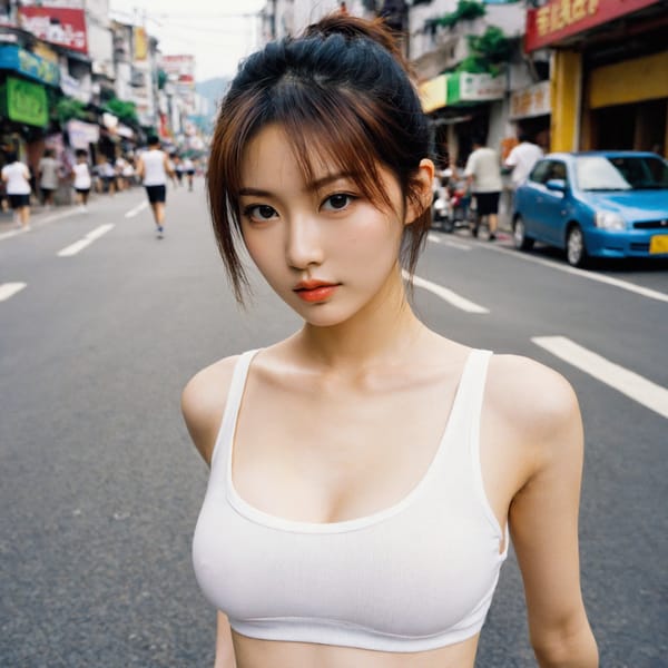 Tags: 21872187, SDXL
{"3": {"inputs": {"seed": 156756826024091, "steps": 32, "cfg": 6.81, "sampler_name": "dpmpp_2m", "scheduler": "karras", "denoise": 1.0, "model": ["27", 0], "positive": ["6", 0], "negative": ["7", 0], "latent_image": ["5", 0]}, "class_type": "KSampler"}, "4": {"inputs": {"ckpt_name": "helloworldxl.safetensors"}, "class_type": "CheckpointLoaderSimple"}, "5": {"inputs": {"width": 1024, "height": 1024, "batch_size": 1}, "class_type": "EmptyLatentImage"}, "6": {"inputs": {"text": "24 year old girl, (taiwanese:1.00), (idol:1.11), (slim:1.12), (cute:1.12), (beautiful eyes:1.02), (seductive pose:1.10), (seductive facial expression:0.96), (pale skin:1.12), (temptress:1.05), (double eyelids:1.00), (eyelashes:0.96), (sexy lips:0.96), (detailed face:1.12), (blush:0.96), (in a seductive pose:1.05), (large perky breasts:1.00), (cleavage:0.97), (thigh gap:0.98), (white tanktop:1.06), busy street, (candid cinema:1.03), (skin fuzz:1.01), (RAW:1.07), (film:1.00), (soft lighting:1.03), (textured skin:1.00), (detailed skin:1.00), (natural looking skin:1.08)", "clip": ["27", 1]}, "class_type": "CLIPTextEncode"}, "7": {"inputs": {"text": "(low resolution:1.11), (worst quality:1.07), (bad hands:1.07), (open mouth:1.14), (distorted:1.10), (twisted:1.08), (watermark:1.05)", "clip": ["27", 1]}, "class_type": "CLIPTextEncode"}, "8": {"inputs": {"samples": ["3", 0], "vae": ["4", 2]}, "class_type": "VAEDecode"}, "25": {"inputs": {"lora_name": "nudify_xl.safetensors", "strength_model": 0.06, "strength_clip": 0.05, "model": ["4", 0], "clip": ["4", 1]}, "class_type": "LoraLoader"}, "26": {"inputs": {"lora_name": "shirtlift_SDXL_v2.safetensors", "strength_model": 0.01, "strength_clip": 0.16, "model": ["25", 0], "clip": ["25", 1]}, "class_type": "LoraLoader"}, "27": {"inputs": {"lora_name": "PerfectEyesXL.safetensors", "strength_model": 0.19, "strength_clip": 0.09, "model": ["26", 0], "clip": ["26", 1]}, "class_type": "LoraLoader"}, "30": {"inputs": {"model_name": "4x_NMKD-Superscale-SP_178000_G.pth"}, "class_type": "UpscaleModelLoader"}, "31": {"inputs": {"upscale_model": ["30", 0], "image": ["8", 0]}, "class_type": "ImageUpscaleWithModel"}, "32": {"inputs": {"upscale_method": "lanczos", "scale_by": 0.5, "image": ["31", 0]}, "class_type": "ImageScaleBy"}, "33": {"inputs": {"pixels": ["32", 0], "vae": ["4", 2]}, "class_type": "VAEEncode"}, "34": {"inputs": {"seed": 156756826024091, "steps": 32, "cfg": 6.81, "sampler_name": "dpmpp_2m", "scheduler": "karras", "denoise": 0.3, "model": ["27", 0], "positive": ["6", 0], "negative": ["7", 0], "latent_image": ["33", 0]}, "class_type": "KSampler"}, "36": {"inputs": {"samples": ["34", 0], "vae": ["4", 2]}, "class_type": "VAEDecode"}, "39": {"inputs": {"filename_prefix": "comfyapi-1713545035805", "images": ["36", 0]}, "class_type": "SaveImage"}}