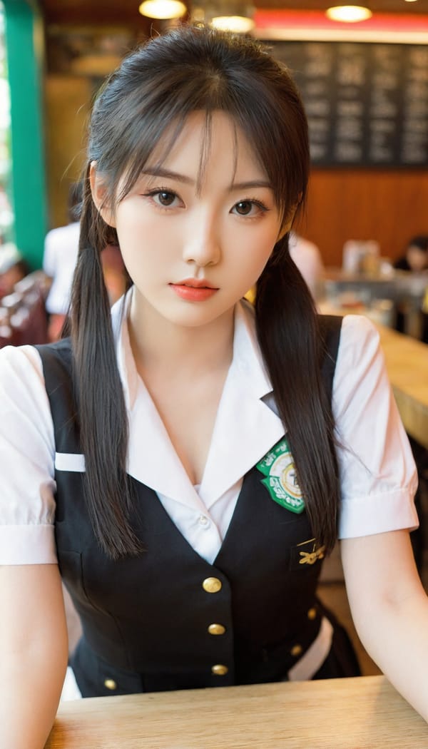 Tags: 21872187, SDXL
{"3": {"inputs": {"seed": 919749859801820, "steps": 32, "cfg": 5.46, "sampler_name": "dpmpp_2m", "scheduler": "karras", "denoise": 1.0, "model": ["27", 0], "positive": ["6", 0], "negative": ["7", 0], "latent_image": ["5", 0]}, "class_type": "KSampler"}, "4": {"inputs": {"ckpt_name": "leosamsHelloworldSDXL_helloworldSDXL32DPO.safetensors"}, "class_type": "CheckpointLoaderSimple"}, "5": {"inputs": {"width": 768, "height": 1344, "batch_size": 1}, "class_type": "EmptyLatentImage"}, "6": {"inputs": {"text": "18 year old girl, (taiwanese:1.09), (irish:1.09), (japanese:1.09), (beautiful eyes:1.04), (cute:1.01), (idol:1.01), (detailed face:0.98), (slim:1.13), (eyelashes:1.03), (double eyelids:1.03), (sexy lips:0.99), (pale skin:1.05), (seductive facial expression:1.11), (blush:0.98), (seductive pose:1.14), (temptress:1.03), (in a seductive pose:1.05), (large perky breasts:0.96), (cleavage:1.00), (thigh gap:1.03), (a waitress in uniform:1.12) working at a restaurant, (skin fuzz:1.06), (film:1.01), (RAW:1.04), (textured skin:1.02), (soft lighting:1.08), (portra:1.01), (natural looking skin:1.07), (detailed skin:1.09), (candid cinema:1.06)", "clip": ["27", 1]}, "class_type": "CLIPTextEncode"}, "7": {"inputs": {"text": "(watermark:1.05), (low resolution:1.11), (twisted:1.05), (worst quality:1.08), (open mouth:1.06), (distorted:1.14), (bad hands:1.07)", "clip": ["27", 1]}, "class_type": "CLIPTextEncode"}, "8": {"inputs": {"samples": ["3", 0], "vae": ["4", 2]}, "class_type": "VAEDecode"}, "25": {"inputs": {"lora_name": "nudify_xl.safetensors", "strength_model": 0.32, "strength_clip": 0.26, "model": ["4", 0], "clip": ["4", 1]}, "class_type": "LoraLoader"}, "26": {"inputs": {"lora_name": "shirtlift_SDXL_v2.safetensors", "strength_model": 0.17, "strength_clip": 0.09, "model": ["25", 0], "clip": ["25", 1]}, "class_type": "LoraLoader"}, "27": {"inputs": {"lora_name": "PerfectEyesXL.safetensors", "strength_model": 0.16, "strength_clip": 0.16, "model": ["26", 0], "clip": ["26", 1]}, "class_type": "LoraLoader"}, "30": {"inputs": {"model_name": "4x_NMKD-Superscale-SP_178000_G.pth"}, "class_type": "UpscaleModelLoader"}, "31": {"inputs": {"upscale_model": ["30", 0], "image": ["8", 0]}, "class_type": "ImageUpscaleWithModel"}, "32": {"inputs": {"upscale_method": "lanczos", "scale_by": 0.5, "image": ["31", 0]}, "class_type": "ImageScaleBy"}, "33": {"inputs": {"pixels": ["32", 0], "vae": ["4", 2]}, "class_type": "VAEEncode"}, "34": {"inputs": {"seed": 919749859801820, "steps": 32, "cfg": 5.46, "sampler_name": "dpmpp_2m", "scheduler": "karras", "denoise": 0.3, "model": ["27", 0], "positive": ["6", 0], "negative": ["7", 0], "latent_image": ["33", 0]}, "class_type": "KSampler"}, "36": {"inputs": {"samples": ["34", 0], "vae": ["4", 2]}, "class_type": "VAEDecode"}, "39": {"inputs": {"filename_prefix": "comfyapi-1707490521421", "images": ["36", 0]}, "class_type": "SaveImage"}}