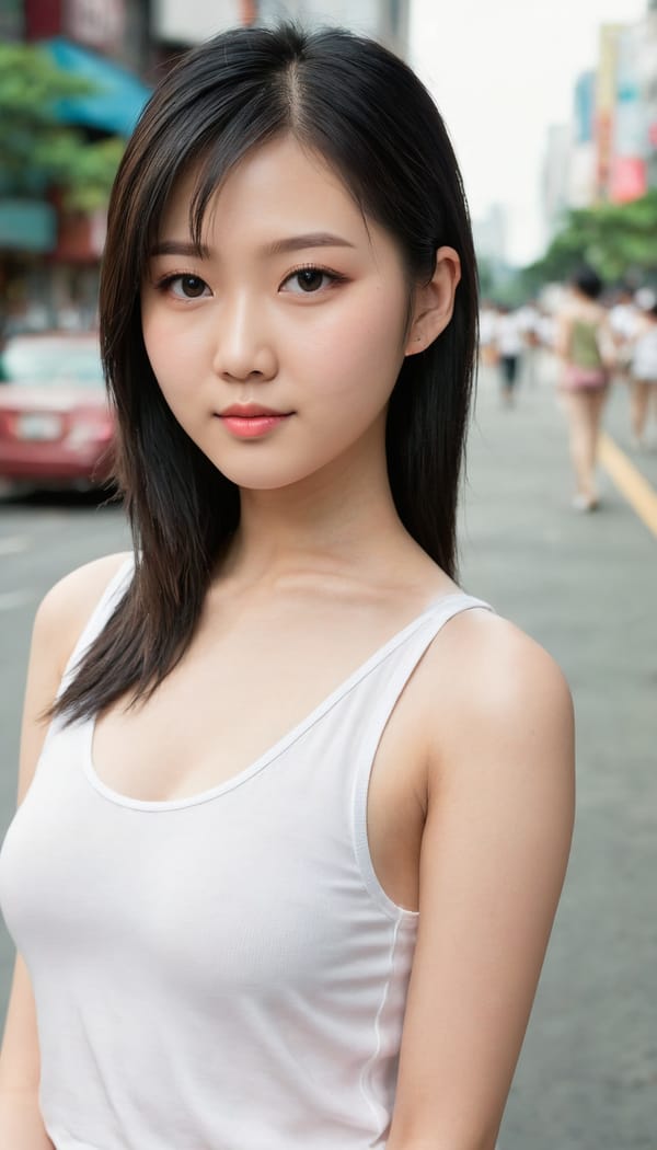 Tags: 21872187, SDXL
{"3": {"inputs": {"seed": 105531472813354, "steps": 32, "cfg": 7.13, "sampler_name": "dpmpp_2m", "scheduler": "karras", "denoise": 1.0, "model": ["27", 0], "positive": ["6", 0], "negative": ["7", 0], "latent_image": ["5", 0]}, "class_type": "KSampler"}, "4": {"inputs": {"ckpt_name": "juggernautXL_v8Rundiffusion.safetensors"}, "class_type": "CheckpointLoaderSimple"}, "5": {"inputs": {"width": 768, "height": 1344, "batch_size": 1}, "class_type": "EmptyLatentImage"}, "6": {"inputs": {"text": "18 year old girl, (taiwanese:1.10), (idol:1.02), (blush:1.12), (temptress:0.96), (eyelashes:1.04), (detailed face:1.14), (double eyelids:1.01), (beautiful eyes:1.02), (seductive pose:1.00), (sexy lips:1.11), (seductive facial expression:1.03), (slim:1.00), (cute:0.96), (pale skin:1.07), (perky ass:1.04), (exposed ass:1.09), (looking back:1.13), (sexy ass:1.07), (thigh gap:1.14), (white tanktop:1.12), busy street, (natural looking skin:1.04), (textured skin:1.07), (skin fuzz:1.04), (detailed skin:1.00), (candid cinema:1.08), (portra:1.05), (film:1.08), (soft lighting:1.02)", "clip": ["27", 1]}, "class_type": "CLIPTextEncode"}, "7": {"inputs": {"text": "(open mouth:1.08), (worst quality:1.14), (distorted:1.10), (low resolution:1.14), (twisted:1.05), (bad hands:1.05), (watermark:1.07)", "clip": ["27", 1]}, "class_type": "CLIPTextEncode"}, "8": {"inputs": {"samples": ["3", 0], "vae": ["4", 2]}, "class_type": "VAEDecode"}, "25": {"inputs": {"lora_name": "nudify_xl.safetensors", "strength_model": 0.0, "strength_clip": 0.32, "model": ["4", 0], "clip": ["4", 1]}, "class_type": "LoraLoader"}, "26": {"inputs": {"lora_name": "shirtlift_SDXL_v2.safetensors", "strength_model": 0.0, "strength_clip": 0.04, "model": ["25", 0], "clip": ["25", 1]}, "class_type": "LoraLoader"}, "27": {"inputs": {"lora_name": "PerfectEyesXL.safetensors", "strength_model": 0.05, "strength_clip": 0.12, "model": ["26", 0], "clip": ["26", 1]}, "class_type": "LoraLoader"}, "30": {"inputs": {"model_name": "4x_NMKD-Superscale-SP_178000_G.pth"}, "class_type": "UpscaleModelLoader"}, "31": {"inputs": {"upscale_model": ["30", 0], "image": ["8", 0]}, "class_type": "ImageUpscaleWithModel"}, "32": {"inputs": {"upscale_method": "lanczos", "scale_by": 0.5, "image": ["31", 0]}, "class_type": "ImageScaleBy"}, "33": {"inputs": {"pixels": ["32", 0], "vae": ["4", 2]}, "class_type": "VAEEncode"}, "34": {"inputs": {"seed": 105531472813354, "steps": 32, "cfg": 7.13, "sampler_name": "dpmpp_2m", "scheduler": "karras", "denoise": 0.3, "model": ["27", 0], "positive": ["6", 0], "negative": ["7", 0], "latent_image": ["33", 0]}, "class_type": "KSampler"}, "36": {"inputs": {"samples": ["34", 0], "vae": ["4", 2]}, "class_type": "VAEDecode"}, "39": {"inputs": {"filename_prefix": "comfyapi-1707822884375", "images": ["36", 0]}, "class_type": "SaveImage"}}