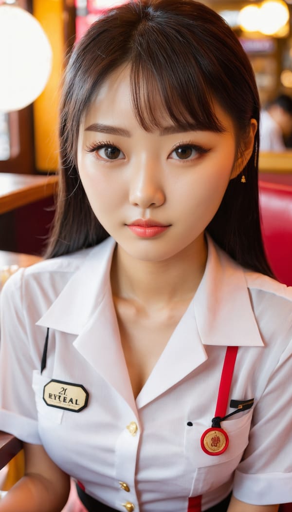 Tags: 21872187, SDXL
{"3": {"inputs": {"seed": 522515399789292, "steps": 64, "cfg": 7.28, "sampler_name": "dpmpp_2m", "scheduler": "karras", "denoise": 1.0, "model": ["27", 0], "positive": ["6", 0], "negative": ["7", 0], "latent_image": ["5", 0]}, "class_type": "KSampler"}, "4": {"inputs": {"ckpt_name": "juggernautxl.safetensors"}, "class_type": "CheckpointLoaderSimple"}, "5": {"inputs": {"width": 768, "height": 1344, "batch_size": 1}, "class_type": "EmptyLatentImage"}, "6": {"inputs": {"text": "21 year old girl, (korean:0.95), (double eyelids:1.14), (blush:1.04), (cute:1.02), (sexy lips:1.06), (seductive pose:1.09), (seductive facial expression:1.00), (eyelashes:1.14), (temptress:1.01), (idol:1.14), (detailed face:0.96), (slim:0.97), (beautiful eyes:1.04), (in a seductive pose:1.00), (large perky breasts:1.04), (cleavage:0.97), (thigh gap:1.06), (a waitress in uniform:1.07) working at a restaurant, (candid cinema:1.06), (detailed skin:1.03), (portra:1.03), (RAW:1.00), (natural looking skin:1.08), (skin fuzz:1.07), (soft lighting:1.06), (textured skin:1.05), (film:1.04)", "clip": ["27", 1]}, "class_type": "CLIPTextEncode"}, "7": {"inputs": {"text": "(open mouth:1.12), (watermark:1.09), (worst quality:1.06), (bad hands:1.14), (low resolution:1.09), (distorted:1.10), (twisted:1.09)", "clip": ["27", 1]}, "class_type": "CLIPTextEncode"}, "8": {"inputs": {"samples": ["3", 0], "vae": ["4", 2]}, "class_type": "VAEDecode"}, "25": {"inputs": {"lora_name": "nudify_xl.safetensors", "strength_model": 0.35, "strength_clip": 0.22, "model": ["4", 0], "clip": ["4", 1]}, "class_type": "LoraLoader"}, "26": {"inputs": {"lora_name": "shirtlift_SDXL_v2.safetensors", "strength_model": 0.15, "strength_clip": 0.0, "model": ["25", 0], "clip": ["25", 1]}, "class_type": "LoraLoader"}, "27": {"inputs": {"lora_name": "PerfectEyesXL.safetensors", "strength_model": 0.08, "strength_clip": 0.07, "model": ["26", 0], "clip": ["26", 1]}, "class_type": "LoraLoader"}, "30": {"inputs": {"model_name": "4x_NMKD-Superscale-SP_178000_G.pth"}, "class_type": "UpscaleModelLoader"}, "31": {"inputs": {"upscale_model": ["30", 0], "image": ["8", 0]}, "class_type": "ImageUpscaleWithModel"}, "32": {"inputs": {"upscale_method": "lanczos", "scale_by": 0.5, "image": ["31", 0]}, "class_type": "ImageScaleBy"}, "33": {"inputs": {"pixels": ["32", 0], "vae": ["4", 2]}, "class_type": "VAEEncode"}, "34": {"inputs": {"seed": 522515399789292, "steps": 64, "cfg": 7.28, "sampler_name": "dpmpp_2m", "scheduler": "karras", "denoise": 0.3, "model": ["27", 0], "positive": ["6", 0], "negative": ["7", 0], "latent_image": ["33", 0]}, "class_type": "KSampler"}, "36": {"inputs": {"samples": ["34", 0], "vae": ["4", 2]}, "class_type": "VAEDecode"}, "39": {"inputs": {"filename_prefix": "comfyapi-1714875625667", "images": ["36", 0]}, "class_type": "SaveImage"}}