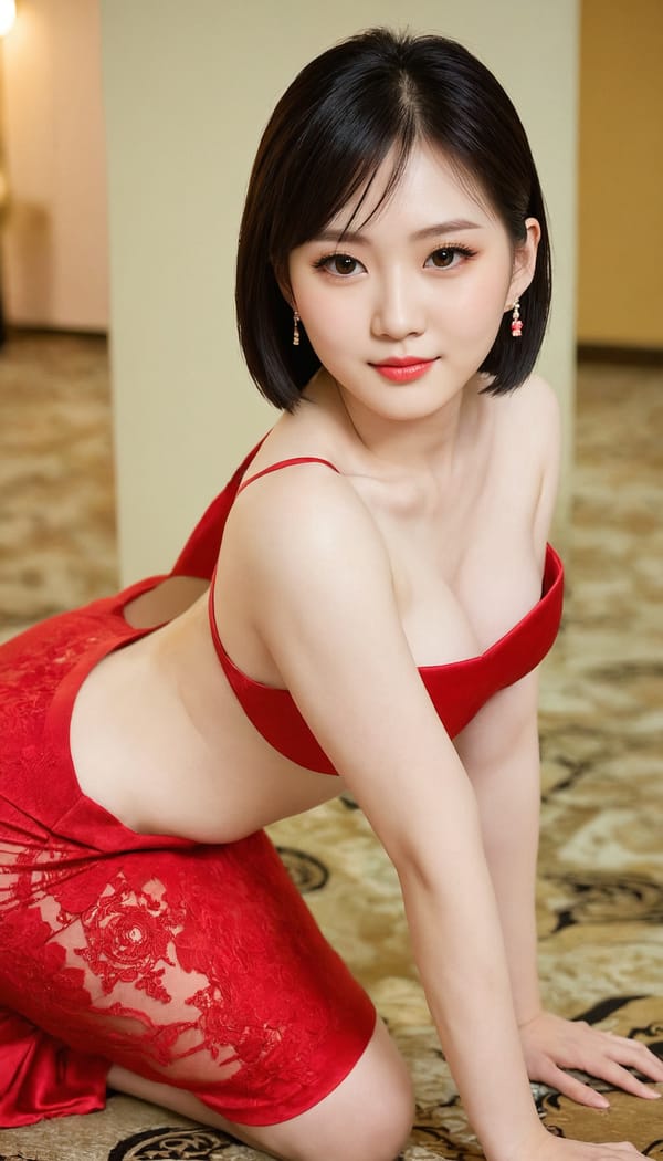 Tags: 21872187, SDXL
{"3": {"inputs": {"seed": 784307549447041, "steps": 64, "cfg": 5.13, "sampler_name": "dpmpp_2m", "scheduler": "karras", "denoise": 1.0, "model": ["27", 0], "positive": ["6", 0], "negative": ["7", 0], "latent_image": ["5", 0]}, "class_type": "KSampler"}, "4": {"inputs": {"ckpt_name": "juggernautXL_v8Rundiffusion.safetensors"}, "class_type": "CheckpointLoaderSimple"}, "5": {"inputs": {"width": 768, "height": 1344, "batch_size": 1}, "class_type": "EmptyLatentImage"}, "6": {"inputs": {"text": "26 year old girl, (taiwanese:1.05), (beautiful eyes:1.04), (pale skin:1.12), (sexy lips:1.00), (idol:0.95), (cute:1.06), (slim:1.04), (seductive facial expression:1.05), (eyelashes:1.05), (detailed face:0.98), (seductive pose:1.07), (double eyelids:0.97), (on all fours:1.07), (spreading ass cheeks:1.12), (from behind:1.14), (backboob:1.02), (wearing a low-cut red dress:0.99) at a ballroom, (portra:1.00), (film:1.06), (RAW:1.06), (natural looking skin:1.05), (textured skin:1.07), (detailed skin:1.06), (skin fuzz:1.06), (soft lighting:1.03)", "clip": ["27", 1]}, "class_type": "CLIPTextEncode"}, "7": {"inputs": {"text": "(worst quality:1.08), (open mouth:1.14), (watermark:1.09), (low resolution:1.08), (bad hands:1.05), (twisted:1.14), (distorted:1.12)", "clip": ["27", 1]}, "class_type": "CLIPTextEncode"}, "8": {"inputs": {"samples": ["3", 0], "vae": ["4", 2]}, "class_type": "VAEDecode"}, "25": {"inputs": {"lora_name": "nudify_xl.safetensors", "strength_model": 0.36, "strength_clip": 0.16, "model": ["4", 0], "clip": ["4", 1]}, "class_type": "LoraLoader"}, "26": {"inputs": {"lora_name": "shirtlift_SDXL_v2.safetensors", "strength_model": 0.14, "strength_clip": 0.16, "model": ["25", 0], "clip": ["25", 1]}, "class_type": "LoraLoader"}, "27": {"inputs": {"lora_name": "PerfectEyesXL.safetensors", "strength_model": 0.0, "strength_clip": 0.05, "model": ["26", 0], "clip": ["26", 1]}, "class_type": "LoraLoader"}, "30": {"inputs": {"model_name": "4x_NMKD-Superscale-SP_178000_G.pth"}, "class_type": "UpscaleModelLoader"}, "31": {"inputs": {"upscale_model": ["30", 0], "image": ["8", 0]}, "class_type": "ImageUpscaleWithModel"}, "32": {"inputs": {"upscale_method": "lanczos", "scale_by": 0.5, "image": ["31", 0]}, "class_type": "ImageScaleBy"}, "33": {"inputs": {"pixels": ["32", 0], "vae": ["4", 2]}, "class_type": "VAEEncode"}, "34": {"inputs": {"seed": 784307549447041, "steps": 64, "cfg": 5.13, "sampler_name": "dpmpp_2m", "scheduler": "karras", "denoise": 0.3, "model": ["27", 0], "positive": ["6", 0], "negative": ["7", 0], "latent_image": ["33", 0]}, "class_type": "KSampler"}, "36": {"inputs": {"samples": ["34", 0], "vae": ["4", 2]}, "class_type": "VAEDecode"}, "39": {"inputs": {"filename_prefix": "comfyapi-1707456325845", "images": ["36", 0]}, "class_type": "SaveImage"}}