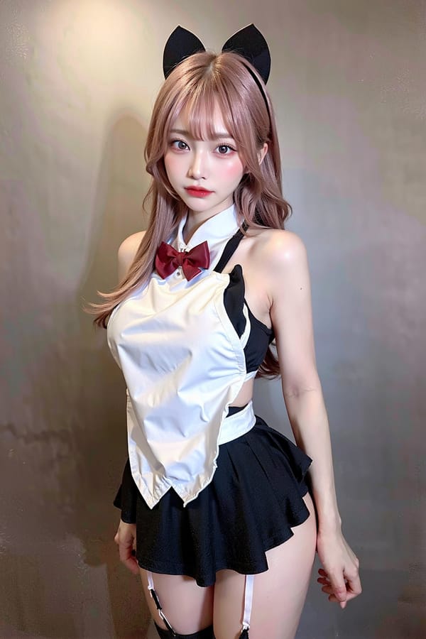 Tags: 21872187
<lora:JapaneseDollLikeness_v15:0.64>, <lora:koreanDollLikeness:0.45>, <lora:taiwanDollLikeness_v20:0.37>, <lora:YaeMiko_Test:0.62>, (russian:1.05), maid cafe, stockings, (maid costume:1.00), choker, bowtie, headband, (pleated skirt:1.00), (perky ass:0.97), (exposed ass:0.91), (looking back:1.13), <lora:Addams:0.29>, extremely detailed eyes, extremely detailed face, sexy lips, seductive smile, double eyelids, eyelashes, pale skin, perky breasts, full body portrait, 4K, RAW, best quality, hyper realistic, tall, (long slim legs:1.11), (thigh gap:1.08), delicate and beautiful girl, solo
Negative prompt: anime, (worst quality:2.18)
Steps: 32, Sampler: DPM++ 2M Karras, CFG scale: 5.91, Seed: 4054860629, Size: 512x768, Model hash: fc2511737a, Model: chilloutmix_NiPrunedFp32Fix, Seed resize from: -1x-1, Denoising strength: 0.4, Version: v1.2.1, Hires upscale: 2.5, Hires steps: 16, Hires upscaler: ESRGAN_4x