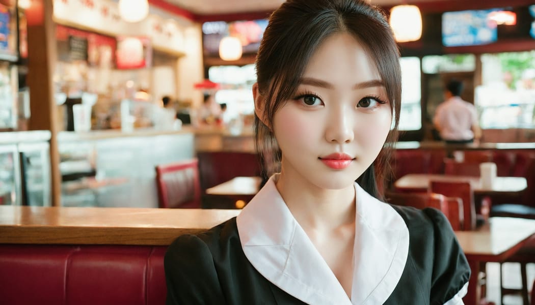 Tags: 21872187, SDXL
{"3": {"inputs": {"seed": 950210207630619, "steps": 32, "cfg": 6.3, "sampler_name": "dpmpp_2m", "scheduler": "karras", "denoise": 1.0, "model": ["27", 0], "positive": ["6", 0], "negative": ["7", 0], "latent_image": ["5", 0]}, "class_type": "KSampler"}, "4": {"inputs": {"ckpt_name": "juggernautxl.safetensors"}, "class_type": "CheckpointLoaderSimple"}, "5": {"inputs": {"width": 1344, "height": 768, "batch_size": 1}, "class_type": "EmptyLatentImage"}, "6": {"inputs": {"text": "20 year old girl, (korean:1.03), (pale skin:0.97), (slim:1.03), (eyelashes:1.06), (double eyelids:1.07), (blush:1.12), (seductive facial expression:1.04), (temptress:1.04), (beautiful eyes:1.11), (seductive pose:1.06), (sexy lips:1.05), (detailed face:1.11), (in a seductive pose:1.08), (large perky breasts:1.02), (cleavage:1.04), (thigh gap:1.00), (a waitress in uniform:1.14) working at a restaurant, (skin fuzz:1.02), (natural looking skin:1.09), (textured skin:1.05), (film:1.01), (candid cinema:1.08), (soft lighting:1.05), (detailed skin:1.02), (portra:1.07), (RAW:1.01)", "clip": ["27", 1]}, "class_type": "CLIPTextEncode"}, "7": {"inputs": {"text": "(watermark:1.09), (worst quality:1.06), (bad hands:1.07), (distorted:1.06), (twisted:1.13), (open mouth:1.12), (low resolution:1.14)", "clip": ["27", 1]}, "class_type": "CLIPTextEncode"}, "8": {"inputs": {"samples": ["3", 0], "vae": ["4", 2]}, "class_type": "VAEDecode"}, "25": {"inputs": {"lora_name": "nudify_xl.safetensors", "strength_model": 0.15, "strength_clip": 0.07, "model": ["4", 0], "clip": ["4", 1]}, "class_type": "LoraLoader"}, "26": {"inputs": {"lora_name": "shirtlift_SDXL_v2.safetensors", "strength_model": 0.09, "strength_clip": 0.14, "model": ["25", 0], "clip": ["25", 1]}, "class_type": "LoraLoader"}, "27": {"inputs": {"lora_name": "PerfectEyesXL.safetensors", "strength_model": 0.14, "strength_clip": 0.0, "model": ["26", 0], "clip": ["26", 1]}, "class_type": "LoraLoader"}, "30": {"inputs": {"model_name": "4x_NMKD-Superscale-SP_178000_G.pth"}, "class_type": "UpscaleModelLoader"}, "31": {"inputs": {"upscale_model": ["30", 0], "image": ["8", 0]}, "class_type": "ImageUpscaleWithModel"}, "32": {"inputs": {"upscale_method": "lanczos", "scale_by": 0.5, "image": ["31", 0]}, "class_type": "ImageScaleBy"}, "33": {"inputs": {"pixels": ["32", 0], "vae": ["4", 2]}, "class_type": "VAEEncode"}, "34": {"inputs": {"seed": 950210207630619, "steps": 32, "cfg": 6.3, "sampler_name": "dpmpp_2m", "scheduler": "karras", "denoise": 0.3, "model": ["27", 0], "positive": ["6", 0], "negative": ["7", 0], "latent_image": ["33", 0]}, "class_type": "KSampler"}, "36": {"inputs": {"samples": ["34", 0], "vae": ["4", 2]}, "class_type": "VAEDecode"}, "39": {"inputs": {"filename_prefix": "comfyapi-1715029671578", "images": ["36", 0]}, "class_type": "SaveImage"}}