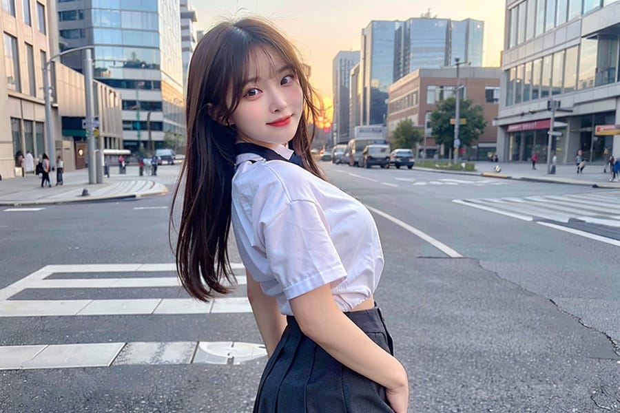 Tags: 21872187
<lora:mix4:0.44>, <lora:JapaneseDollLikeness_v15:0.62>, <lora:taiwanDollLikeness_v20:0.48>, (school uniform:1.08), (large breasts:1.04), choker, busy street in urban city, <lora:Mooning:0.49>, <lora:Addams:0.31>, ass, from behind, clothes pull, looking back, pants pull, anus, pussy, undressing, extremely detailed eyes, extremely detailed face, cute, (photorealistic:1.13), seductive smile, double eyelids, eyelashes, full body portrait, 4K, RAW, best quality, sharp, hyper realistic, 1girl, solo, (dramatic:0.91)
Negative prompt: drawings, anime, black and white, disfigured, (worst quality:2.17)
Steps: 64, Sampler: DPM++ 2M Karras, CFG scale: 6.15, Seed: 4104152068, Size: 768x512, Model hash: fc2511737a, Model: chilloutmix_NiPrunedFp32Fix, Seed resize from: -1x-1, Denoising strength: 0.3, Version: v1.2.1, Hires upscale: 2.0, Hires steps: 16, Hires upscaler: ESRGAN_4x