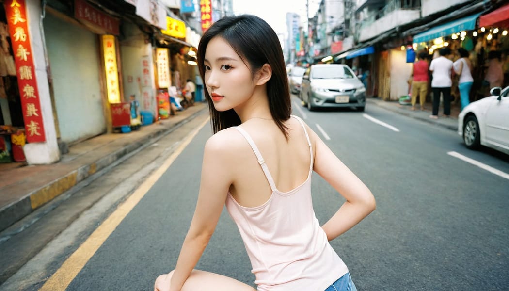 Tags: 21872187, SDXL
{"3": {"inputs": {"seed": 161597427575966, "steps": 32, "cfg": 7.6, "sampler_name": "dpmpp_2m", "scheduler": "karras", "denoise": 1.0, "model": ["27", 0], "positive": ["6", 0], "negative": ["7", 0], "latent_image": ["5", 0]}, "class_type": "KSampler"}, "4": {"inputs": {"ckpt_name": "leosamsHelloworldSDXL_helloworldSDXL32DPO.safetensors"}, "class_type": "CheckpointLoaderSimple"}, "5": {"inputs": {"width": 1344, "height": 768, "batch_size": 1}, "class_type": "EmptyLatentImage"}, "6": {"inputs": {"text": "28 year old girl, (taiwanese:1.00), (chinese:1.06), (cute:1.05), (pale skin:1.08), (seductive pose:1.02), (temptress:1.14), (slim:1.05), (blush:1.06), (double eyelids:0.97), (idol:0.98), (seductive facial expression:1.04), (eyelashes:1.01), (sexy lips:1.01), (beautiful eyes:0.95), (detailed face:0.99), (perky ass:1.14), (exposed ass:1.04), (looking back:1.12), (sexy ass:0.96), (thigh gap:0.95), (white tanktop:1.04), busy street, (portra:1.06), (soft lighting:1.03), (natural looking skin:1.03), (textured skin:1.02), (RAW:1.07), (skin fuzz:1.00), (candid cinema:1.04), (film:1.07), (detailed skin:1.02)", "clip": ["27", 1]}, "class_type": "CLIPTextEncode"}, "7": {"inputs": {"text": "(worst quality:1.09), (open mouth:1.09), (bad hands:1.07), (twisted:1.13), (low resolution:1.08), (watermark:1.05), (distorted:1.05)", "clip": ["27", 1]}, "class_type": "CLIPTextEncode"}, "8": {"inputs": {"samples": ["3", 0], "vae": ["4", 2]}, "class_type": "VAEDecode"}, "25": {"inputs": {"lora_name": "nudify_xl.safetensors", "strength_model": 0.27, "strength_clip": 0.13, "model": ["4", 0], "clip": ["4", 1]}, "class_type": "LoraLoader"}, "26": {"inputs": {"lora_name": "shirtlift_SDXL_v2.safetensors", "strength_model": 0.0, "strength_clip": 0.0, "model": ["25", 0], "clip": ["25", 1]}, "class_type": "LoraLoader"}, "27": {"inputs": {"lora_name": "PerfectEyesXL.safetensors", "strength_model": 0.16, "strength_clip": 0.06, "model": ["26", 0], "clip": ["26", 1]}, "class_type": "LoraLoader"}, "30": {"inputs": {"model_name": "4x_NMKD-Superscale-SP_178000_G.pth"}, "class_type": "UpscaleModelLoader"}, "31": {"inputs": {"upscale_model": ["30", 0], "image": ["8", 0]}, "class_type": "ImageUpscaleWithModel"}, "32": {"inputs": {"upscale_method": "lanczos", "scale_by": 0.5, "image": ["31", 0]}, "class_type": "ImageScaleBy"}, "33": {"inputs": {"pixels": ["32", 0], "vae": ["4", 2]}, "class_type": "VAEEncode"}, "34": {"inputs": {"seed": 161597427575966, "steps": 32, "cfg": 7.6, "sampler_name": "dpmpp_2m", "scheduler": "karras", "denoise": 0.3, "model": ["27", 0], "positive": ["6", 0], "negative": ["7", 0], "latent_image": ["33", 0]}, "class_type": "KSampler"}, "36": {"inputs": {"samples": ["34", 0], "vae": ["4", 2]}, "class_type": "VAEDecode"}, "39": {"inputs": {"filename_prefix": "comfyapi-1707292351219", "images": ["36", 0]}, "class_type": "SaveImage"}}