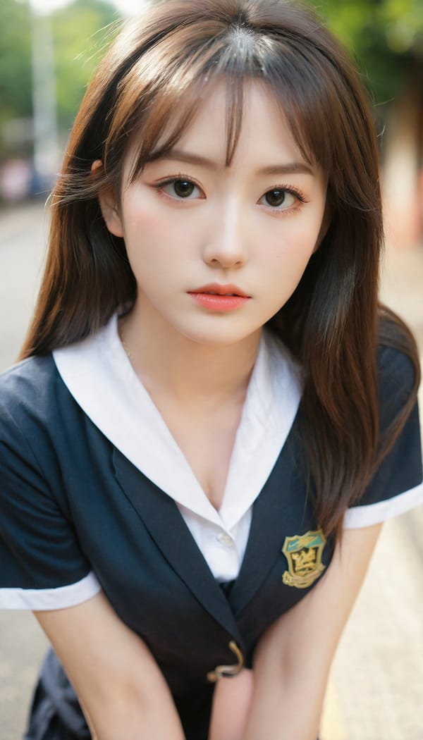 Tags: 21872187, SDXL
{"3": {"inputs": {"seed": 847996190643194, "steps": 32, "cfg": 7.43, "sampler_name": "dpmpp_2m", "scheduler": "karras", "denoise": 1.0, "model": ["27", 0], "positive": ["6", 0], "negative": ["7", 0], "latent_image": ["5", 0]}, "class_type": "KSampler"}, "4": {"inputs": {"ckpt_name": "leosamsHelloworldSDXL_helloworldSDXL32DPO.safetensors"}, "class_type": "CheckpointLoaderSimple"}, "5": {"inputs": {"width": 768, "height": 1344, "batch_size": 1}, "class_type": "EmptyLatentImage"}, "6": {"inputs": {"text": "28 year old girl, (detailed face:1.13), (beautiful eyes:1.08), (seductive pose:1.08), (pale skin:1.12), (seductive facial expression:1.11), (cute:1.06), (blush:1.08), (temptress:1.14), (double eyelids:1.14), (eyelashes:1.12), (sexy lips:0.97), (idol:1.12), (slim:1.01), (in a seductive pose:1.04), (large perky breasts:1.04), (cleavage:1.08), (thigh gap:1.11), (school uniform:1.13), choker, busy street, (skin fuzz:1.07), (film:1.03), (natural looking skin:1.09), (portra:1.03), (RAW:1.09), (textured skin:1.08), (detailed skin:1.05), (soft lighting:1.05), (candid cinema:1.02)", "clip": ["27", 1]}, "class_type": "CLIPTextEncode"}, "7": {"inputs": {"text": "(low resolution:1.14), (open mouth:1.07), (bad hands:1.14), (watermark:1.12), (distorted:1.12), (worst quality:1.05), (twisted:1.14)", "clip": ["27", 1]}, "class_type": "CLIPTextEncode"}, "8": {"inputs": {"samples": ["3", 0], "vae": ["4", 2]}, "class_type": "VAEDecode"}, "25": {"inputs": {"lora_name": "nudify_xl.safetensors", "strength_model": 0.15, "strength_clip": 0.14, "model": ["4", 0], "clip": ["4", 1]}, "class_type": "LoraLoader"}, "26": {"inputs": {"lora_name": "shirtlift_SDXL_v2.safetensors", "strength_model": 0.0, "strength_clip": 0.11, "model": ["25", 0], "clip": ["25", 1]}, "class_type": "LoraLoader"}, "27": {"inputs": {"lora_name": "PerfectEyesXL.safetensors", "strength_model": 0.11, "strength_clip": 0.02, "model": ["26", 0], "clip": ["26", 1]}, "class_type": "LoraLoader"}, "30": {"inputs": {"model_name": "4x_NMKD-Superscale-SP_178000_G.pth"}, "class_type": "UpscaleModelLoader"}, "31": {"inputs": {"upscale_model": ["30", 0], "image": ["8", 0]}, "class_type": "ImageUpscaleWithModel"}, "32": {"inputs": {"upscale_method": "lanczos", "scale_by": 0.5, "image": ["31", 0]}, "class_type": "ImageScaleBy"}, "33": {"inputs": {"pixels": ["32", 0], "vae": ["4", 2]}, "class_type": "VAEEncode"}, "34": {"inputs": {"seed": 847996190643194, "steps": 32, "cfg": 7.43, "sampler_name": "dpmpp_2m", "scheduler": "karras", "denoise": 0.3, "model": ["27", 0], "positive": ["6", 0], "negative": ["7", 0], "latent_image": ["33", 0]}, "class_type": "KSampler"}, "36": {"inputs": {"samples": ["34", 0], "vae": ["4", 2]}, "class_type": "VAEDecode"}, "39": {"inputs": {"filename_prefix": "comfyapi-1708051550187", "images": ["36", 0]}, "class_type": "SaveImage"}}