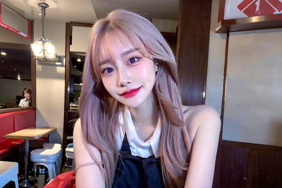 Tags: 21872187
<lora:mix4:0.65>, <lora:JapaneseDollLikeness_v15:0.65>, <lora:koreanDollLikeness:0.77>, <lora:YaeMiko_Test:0.68>, (waitress wearing uniform:0.93), restaurant, (seductive pose:1.08), extremely detailed eyes, cute, sexy lips, seductive smile, double eyelids, pale skin, perky breasts, full body portrait, 4K, RAW, sharp, hyper realistic, tall, 1girl, (dramatic:1.00)
Negative prompt: drawings, sketches, black and white, (worst quality:1.95)
Steps: 32, Sampler: DPM++ 2M Karras, CFG scale: 7.0, Seed: 1556151047, Size: 768x512, Model hash: fc2511737a, Model: chilloutmix_NiPrunedFp32Fix, Seed resize from: -1x-1, Denoising strength: 0.45, Version: v1.2.1, Hires upscale: 2.5, Hires steps: 48, Hires upscaler: ESRGAN_4x