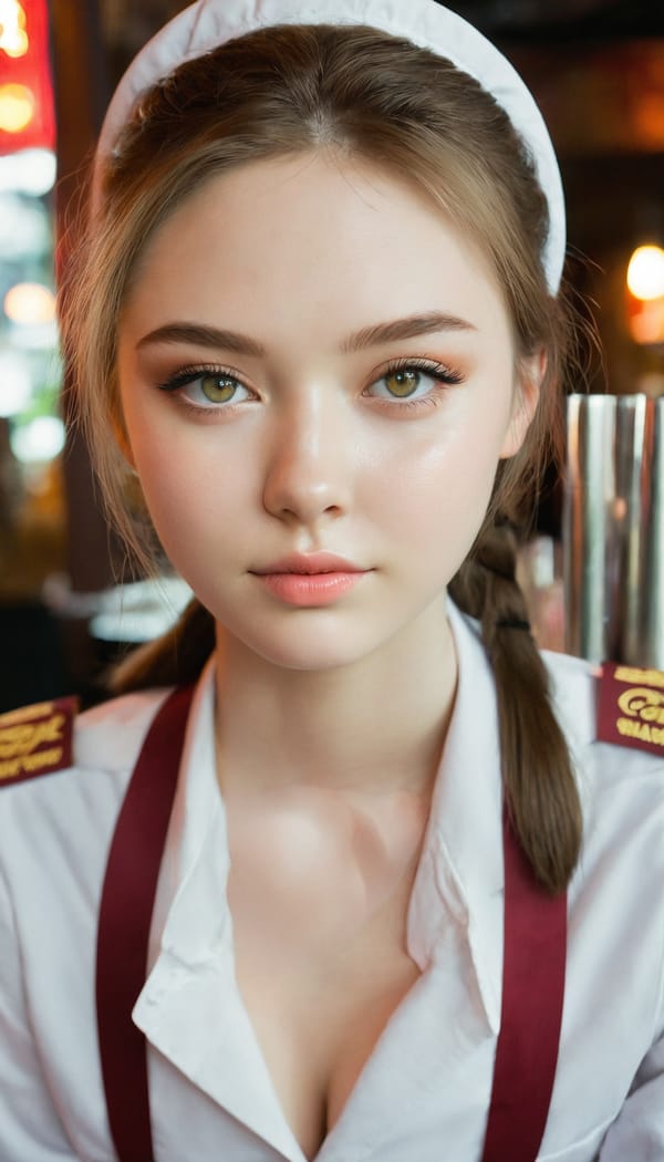 Tags: 21872187, SDXL
{"3": {"inputs": {"seed": 218265236815013, "steps": 64, "cfg": 6.08, "sampler_name": "dpmpp_2m", "scheduler": "karras", "denoise": 1.0, "model": ["27", 0], "positive": ["6", 0], "negative": ["7", 0], "latent_image": ["5", 0]}, "class_type": "KSampler"}, "4": {"inputs": {"ckpt_name": "juggernautxl.safetensors"}, "class_type": "CheckpointLoaderSimple"}, "5": {"inputs": {"width": 768, "height": 1344, "batch_size": 1}, "class_type": "EmptyLatentImage"}, "6": {"inputs": {"text": "23 year old girl, (irish:0.97), (russian:1.13), (ukrainian:1.09), (slim:1.03), (double eyelids:1.09), (cute:1.05), (seductive pose:1.05), (beautiful eyes:1.06), (detailed face:1.05), (blush:0.98), (temptress:0.96), (idol:1.03), (seductive facial expression:0.95), (pale skin:1.02), (sexy lips:1.04), (on all fours:1.00), (spreading ass cheeks:0.97), (from behind:1.10), (backboob:0.96), (a waitress in uniform:1.12) working at a restaurant, (RAW:1.00), (skin fuzz:1.00), (detailed skin:1.01), (film:1.00), (portra:1.05), (soft lighting:1.04), (textured skin:1.01), (natural looking skin:1.04), (candid cinema:1.02)", "clip": ["27", 1]}, "class_type": "CLIPTextEncode"}, "7": {"inputs": {"text": "(twisted:1.09), (bad hands:1.07), (low resolution:1.14), (worst quality:1.07), (distorted:1.08), (watermark:1.09), (open mouth:1.05)", "clip": ["27", 1]}, "class_type": "CLIPTextEncode"}, "8": {"inputs": {"samples": ["3", 0], "vae": ["4", 2]}, "class_type": "VAEDecode"}, "25": {"inputs": {"lora_name": "nudify_xl.safetensors", "strength_model": 0.17, "strength_clip": 0.1, "model": ["4", 0], "clip": ["4", 1]}, "class_type": "LoraLoader"}, "26": {"inputs": {"lora_name": "shirtlift_SDXL_v2.safetensors", "strength_model": 0.16, "strength_clip": 0.13, "model": ["25", 0], "clip": ["25", 1]}, "class_type": "LoraLoader"}, "27": {"inputs": {"lora_name": "PerfectEyesXL.safetensors", "strength_model": 0.19, "strength_clip": 0.13, "model": ["26", 0], "clip": ["26", 1]}, "class_type": "LoraLoader"}, "30": {"inputs": {"model_name": "4x_NMKD-Superscale-SP_178000_G.pth"}, "class_type": "UpscaleModelLoader"}, "31": {"inputs": {"upscale_model": ["30", 0], "image": ["8", 0]}, "class_type": "ImageUpscaleWithModel"}, "32": {"inputs": {"upscale_method": "lanczos", "scale_by": 0.5, "image": ["31", 0]}, "class_type": "ImageScaleBy"}, "33": {"inputs": {"pixels": ["32", 0], "vae": ["4", 2]}, "class_type": "VAEEncode"}, "34": {"inputs": {"seed": 218265236815013, "steps": 64, "cfg": 6.08, "sampler_name": "dpmpp_2m", "scheduler": "karras", "denoise": 0.3, "model": ["27", 0], "positive": ["6", 0], "negative": ["7", 0], "latent_image": ["33", 0]}, "class_type": "KSampler"}, "36": {"inputs": {"samples": ["34", 0], "vae": ["4", 2]}, "class_type": "VAEDecode"}, "39": {"inputs": {"filename_prefix": "comfyapi-1733695581028", "images": ["36", 0]}, "class_type": "SaveImage"}}