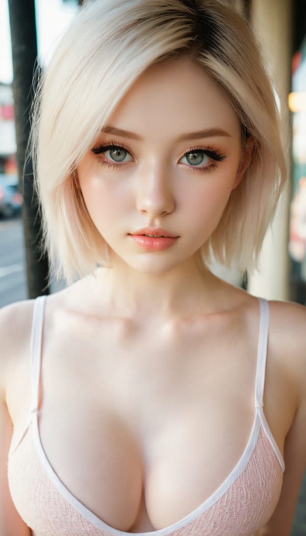 Tags: 21872187, SDXL
{"3": {"inputs": {"seed": 104498306289119, "steps": 64, "cfg": 6.52, "sampler_name": "dpmpp_2m", "scheduler": "karras", "denoise": 1.0, "model": ["27", 0], "positive": ["6", 0], "negative": ["7", 0], "latent_image": ["5", 0]}, "class_type": "KSampler"}, "4": {"inputs": {"ckpt_name": "juggernautxl.safetensors"}, "class_type": "CheckpointLoaderSimple"}, "5": {"inputs": {"width": 768, "height": 1344, "batch_size": 1}, "class_type": "EmptyLatentImage"}, "6": {"inputs": {"text": "18 year old girl, (detailed face:1.03), (temptress:1.05), (beautiful eyes:0.99), (pale skin:1.00), (sexy lips:1.09), (double eyelids:0.95), (eyelashes:1.09), (idol:0.97), (blush:1.06), (slim:1.07), (seductive facial expression:0.97), (cute:1.06), (in a seductive pose:1.03), (large perky breasts:0.95), (cleavage:1.10), (thigh gap:1.06), (white tanktop:0.95), busy street, (candid cinema:1.03), (detailed skin:1.04), (skin fuzz:1.09), (film:1.06), (RAW:1.00), (soft lighting:1.03), (textured skin:1.09), (natural looking skin:1.08), (portra:1.02)", "clip": ["27", 1]}, "class_type": "CLIPTextEncode"}, "7": {"inputs": {"text": "(watermark:1.11), (worst quality:1.05), (twisted:1.12), (open mouth:1.06), (distorted:1.14), (low resolution:1.08), (bad hands:1.06)", "clip": ["27", 1]}, "class_type": "CLIPTextEncode"}, "8": {"inputs": {"samples": ["3", 0], "vae": ["4", 2]}, "class_type": "VAEDecode"}, "25": {"inputs": {"lora_name": "nudify_xl.safetensors", "strength_model": 0.02, "strength_clip": 0.37, "model": ["4", 0], "clip": ["4", 1]}, "class_type": "LoraLoader"}, "26": {"inputs": {"lora_name": "shirtlift_SDXL_v2.safetensors", "strength_model": 0.01, "strength_clip": 0.14, "model": ["25", 0], "clip": ["25", 1]}, "class_type": "LoraLoader"}, "27": {"inputs": {"lora_name": "PerfectEyesXL.safetensors", "strength_model": 0.11, "strength_clip": 0.18, "model": ["26", 0], "clip": ["26", 1]}, "class_type": "LoraLoader"}, "30": {"inputs": {"model_name": "4x_NMKD-Superscale-SP_178000_G.pth"}, "class_type": "UpscaleModelLoader"}, "31": {"inputs": {"upscale_model": ["30", 0], "image": ["8", 0]}, "class_type": "ImageUpscaleWithModel"}, "32": {"inputs": {"upscale_method": "lanczos", "scale_by": 0.5, "image": ["31", 0]}, "class_type": "ImageScaleBy"}, "33": {"inputs": {"pixels": ["32", 0], "vae": ["4", 2]}, "class_type": "VAEEncode"}, "34": {"inputs": {"seed": 104498306289119, "steps": 64, "cfg": 6.52, "sampler_name": "dpmpp_2m", "scheduler": "karras", "denoise": 0.3, "model": ["27", 0], "positive": ["6", 0], "negative": ["7", 0], "latent_image": ["33", 0]}, "class_type": "KSampler"}, "36": {"inputs": {"samples": ["34", 0], "vae": ["4", 2]}, "class_type": "VAEDecode"}, "39": {"inputs": {"filename_prefix": "comfyapi-1726819433718", "images": ["36", 0]}, "class_type": "SaveImage"}}