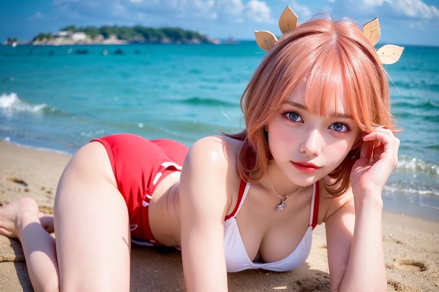 Tags: 21872187
<lora:JapaneseDollLikeness_v15:0.73>, <lora:YaeMiko_Test:0.71>, beach, (bikini:1.08), (seductive pose:1.04), extremely detailed eyes, extremely detailed face, cute, (photorealistic:1.14), sexy lips, seductive smile, double eyelids, pale skin, perky breasts, full body portrait, textured skin, RAW, best quality, sharp, hyper realistic, tall, blush, 1girl, solo, (dramatic:1.18)
Negative prompt: sketches, paintings, black and white, ugly, disfigured, (worst quality:2.08)
Steps: 32, Sampler: DPM++ 2M Karras, CFG scale: 6.87, Seed: 479305295, Size: 768x512, Model hash: fc2511737a, Model: chilloutmix_NiPrunedFp32Fix, Seed resize from: -1x-1, Denoising strength: 0.35, Version: v1.2.1, Hires upscale: 2.0, Hires steps: 64, Hires upscaler: ESRGAN_4x