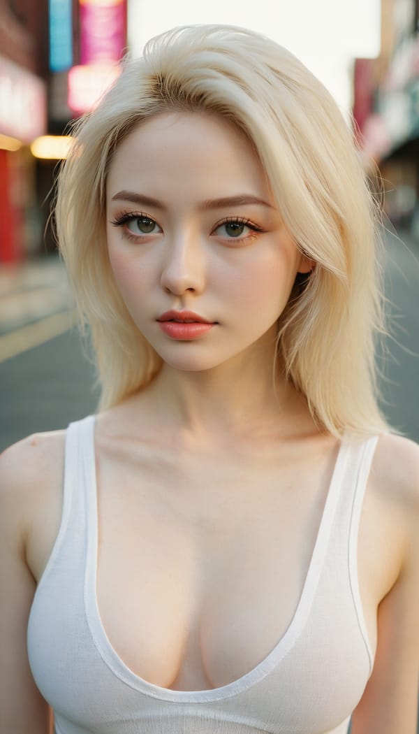 Tags: 21872187, SDXL
{"3": {"inputs": {"seed": 963427070138228, "steps": 32, "cfg": 7.9, "sampler_name": "dpmpp_2m", "scheduler": "karras", "denoise": 1.0, "model": ["27", 0], "positive": ["6", 0], "negative": ["7", 0], "latent_image": ["5", 0]}, "class_type": "KSampler"}, "4": {"inputs": {"ckpt_name": "juggernautxl.safetensors"}, "class_type": "CheckpointLoaderSimple"}, "5": {"inputs": {"width": 768, "height": 1344, "batch_size": 1}, "class_type": "EmptyLatentImage"}, "6": {"inputs": {"text": "22 year old girl, (pale skin:1.02), (double eyelids:1.08), (sexy lips:1.12), (idol:0.95), (slim:1.01), (seductive facial expression:1.04), (beautiful eyes:1.01), (detailed face:1.14), (eyelashes:0.95), (cute:0.98), (seductive pose:1.11), (in a seductive pose:1.13), (large perky breasts:1.06), (cleavage:1.05), (thigh gap:1.06), (white tanktop:1.08), busy street, (film:1.01), (RAW:1.09), (skin fuzz:1.02), (natural looking skin:1.07), (detailed skin:1.05), (candid cinema:1.00), (soft lighting:1.01), (textured skin:1.09), (portra:1.04)", "clip": ["27", 1]}, "class_type": "CLIPTextEncode"}, "7": {"inputs": {"text": "(low resolution:1.10), (distorted:1.13), (open mouth:1.07), (bad hands:1.11), (watermark:1.06), (worst quality:1.13), (twisted:1.10)", "clip": ["27", 1]}, "class_type": "CLIPTextEncode"}, "8": {"inputs": {"samples": ["3", 0], "vae": ["4", 2]}, "class_type": "VAEDecode"}, "25": {"inputs": {"lora_name": "nudify_xl.safetensors", "strength_model": 0.18, "strength_clip": 0.18, "model": ["4", 0], "clip": ["4", 1]}, "class_type": "LoraLoader"}, "26": {"inputs": {"lora_name": "shirtlift_SDXL_v2.safetensors", "strength_model": 0.08, "strength_clip": 0.1, "model": ["25", 0], "clip": ["25", 1]}, "class_type": "LoraLoader"}, "27": {"inputs": {"lora_name": "PerfectEyesXL.safetensors", "strength_model": 0.14, "strength_clip": 0.04, "model": ["26", 0], "clip": ["26", 1]}, "class_type": "LoraLoader"}, "30": {"inputs": {"model_name": "4x_NMKD-Superscale-SP_178000_G.pth"}, "class_type": "UpscaleModelLoader"}, "31": {"inputs": {"upscale_model": ["30", 0], "image": ["8", 0]}, "class_type": "ImageUpscaleWithModel"}, "32": {"inputs": {"upscale_method": "lanczos", "scale_by": 0.5, "image": ["31", 0]}, "class_type": "ImageScaleBy"}, "33": {"inputs": {"pixels": ["32", 0], "vae": ["4", 2]}, "class_type": "VAEEncode"}, "34": {"inputs": {"seed": 963427070138228, "steps": 32, "cfg": 7.9, "sampler_name": "dpmpp_2m", "scheduler": "karras", "denoise": 0.3, "model": ["27", 0], "positive": ["6", 0], "negative": ["7", 0], "latent_image": ["33", 0]}, "class_type": "KSampler"}, "36": {"inputs": {"samples": ["34", 0], "vae": ["4", 2]}, "class_type": "VAEDecode"}, "39": {"inputs": {"filename_prefix": "comfyapi-1713384423291", "images": ["36", 0]}, "class_type": "SaveImage"}}