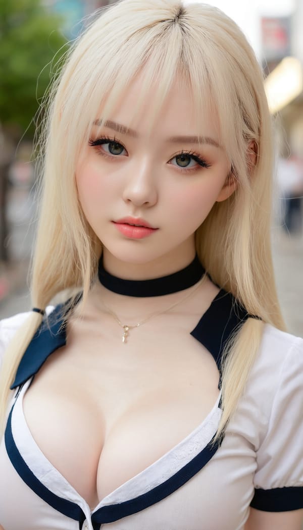 Tags: 21872187, SDXL
{"3": {"inputs": {"seed": 211137786948747, "steps": 64, "cfg": 5.92, "sampler_name": "dpmpp_2m", "scheduler": "karras", "denoise": 1.0, "model": ["27", 0], "positive": ["6", 0], "negative": ["7", 0], "latent_image": ["5", 0]}, "class_type": "KSampler"}, "4": {"inputs": {"ckpt_name": "juggernautxl.safetensors"}, "class_type": "CheckpointLoaderSimple"}, "5": {"inputs": {"width": 768, "height": 1344, "batch_size": 1}, "class_type": "EmptyLatentImage"}, "6": {"inputs": {"text": "24 year old girl, (sexy lips:1.14), (pale skin:1.07), (detailed face:1.14), (idol:1.02), (cute:1.03), (temptress:1.10), (seductive facial expression:1.13), (blush:1.05), (slim:1.01), (seductive pose:0.99), (eyelashes:1.02), (beautiful eyes:1.06), (double eyelids:1.10), (in a seductive pose:0.96), (large perky breasts:0.98), (cleavage:1.14), (thigh gap:1.09), (school uniform:1.06), choker, busy street, (skin fuzz:1.06), (textured skin:1.08), (soft lighting:1.04), (detailed skin:1.07), (film:1.02), (RAW:1.01), (portra:1.00), (candid cinema:1.01), (natural looking skin:1.01)", "clip": ["27", 1]}, "class_type": "CLIPTextEncode"}, "7": {"inputs": {"text": "(low resolution:1.12), (watermark:1.08), (twisted:1.07), (open mouth:1.13), (bad hands:1.11), (worst quality:1.07), (distorted:1.06)", "clip": ["27", 1]}, "class_type": "CLIPTextEncode"}, "8": {"inputs": {"samples": ["3", 0], "vae": ["4", 2]}, "class_type": "VAEDecode"}, "25": {"inputs": {"lora_name": "nudify_xl.safetensors", "strength_model": 0.32, "strength_clip": 0.33, "model": ["4", 0], "clip": ["4", 1]}, "class_type": "LoraLoader"}, "26": {"inputs": {"lora_name": "shirtlift_SDXL_v2.safetensors", "strength_model": 0.11, "strength_clip": 0.19, "model": ["25", 0], "clip": ["25", 1]}, "class_type": "LoraLoader"}, "27": {"inputs": {"lora_name": "PerfectEyesXL.safetensors", "strength_model": 0.0, "strength_clip": 0.13, "model": ["26", 0], "clip": ["26", 1]}, "class_type": "LoraLoader"}, "30": {"inputs": {"model_name": "4x_NMKD-Superscale-SP_178000_G.pth"}, "class_type": "UpscaleModelLoader"}, "31": {"inputs": {"upscale_model": ["30", 0], "image": ["8", 0]}, "class_type": "ImageUpscaleWithModel"}, "32": {"inputs": {"upscale_method": "lanczos", "scale_by": 0.5, "image": ["31", 0]}, "class_type": "ImageScaleBy"}, "33": {"inputs": {"pixels": ["32", 0], "vae": ["4", 2]}, "class_type": "VAEEncode"}, "34": {"inputs": {"seed": 211137786948747, "steps": 64, "cfg": 5.92, "sampler_name": "dpmpp_2m", "scheduler": "karras", "denoise": 0.3, "model": ["27", 0], "positive": ["6", 0], "negative": ["7", 0], "latent_image": ["33", 0]}, "class_type": "KSampler"}, "36": {"inputs": {"samples": ["34", 0], "vae": ["4", 2]}, "class_type": "VAEDecode"}, "39": {"inputs": {"filename_prefix": "comfyapi-1713561947999", "images": ["36", 0]}, "class_type": "SaveImage"}}