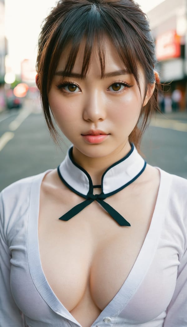 Tags: 21872187, SDXL
{"3": {"inputs": {"seed": 561466291938097, "steps": 64, "cfg": 7.23, "sampler_name": "dpmpp_2m", "scheduler": "karras", "denoise": 1.0, "model": ["27", 0], "positive": ["6", 0], "negative": ["7", 0], "latent_image": ["5", 0]}, "class_type": "KSampler"}, "4": {"inputs": {"ckpt_name": "juggernautxl.safetensors"}, "class_type": "CheckpointLoaderSimple"}, "5": {"inputs": {"width": 768, "height": 1344, "batch_size": 1}, "class_type": "EmptyLatentImage"}, "6": {"inputs": {"text": "25 year old girl, (japanese:1.09), (irish:1.09), (beautiful eyes:1.08), (seductive facial expression:0.98), (cute:1.00), (seductive pose:1.09), (blush:1.08), (detailed face:1.11), (idol:1.08), (sexy lips:0.99), (double eyelids:1.14), (eyelashes:0.97), (pale skin:1.02), (in a seductive pose:1.14), (large perky breasts:1.01), (cleavage:1.02), (thigh gap:1.13), (school uniform:1.02), choker, busy street, (textured skin:1.07), (portra:1.04), (detailed skin:1.08), (natural looking skin:1.04), (soft lighting:1.03), (candid cinema:1.07), (skin fuzz:1.07), (RAW:1.00), (film:1.01)", "clip": ["27", 1]}, "class_type": "CLIPTextEncode"}, "7": {"inputs": {"text": "(low resolution:1.05), (open mouth:1.14), (twisted:1.14), (distorted:1.08), (bad hands:1.08), (watermark:1.14), (worst quality:1.14)", "clip": ["27", 1]}, "class_type": "CLIPTextEncode"}, "8": {"inputs": {"samples": ["3", 0], "vae": ["4", 2]}, "class_type": "VAEDecode"}, "25": {"inputs": {"lora_name": "nudify_xl.safetensors", "strength_model": 0.35, "strength_clip": 0.2, "model": ["4", 0], "clip": ["4", 1]}, "class_type": "LoraLoader"}, "26": {"inputs": {"lora_name": "shirtlift_SDXL_v2.safetensors", "strength_model": 0.1, "strength_clip": 0.08, "model": ["25", 0], "clip": ["25", 1]}, "class_type": "LoraLoader"}, "27": {"inputs": {"lora_name": "PerfectEyesXL.safetensors", "strength_model": 0.03, "strength_clip": 0.13, "model": ["26", 0], "clip": ["26", 1]}, "class_type": "LoraLoader"}, "30": {"inputs": {"model_name": "4x_NMKD-Superscale-SP_178000_G.pth"}, "class_type": "UpscaleModelLoader"}, "31": {"inputs": {"upscale_model": ["30", 0], "image": ["8", 0]}, "class_type": "ImageUpscaleWithModel"}, "32": {"inputs": {"upscale_method": "lanczos", "scale_by": 0.5, "image": ["31", 0]}, "class_type": "ImageScaleBy"}, "33": {"inputs": {"pixels": ["32", 0], "vae": ["4", 2]}, "class_type": "VAEEncode"}, "34": {"inputs": {"seed": 561466291938097, "steps": 64, "cfg": 7.23, "sampler_name": "dpmpp_2m", "scheduler": "karras", "denoise": 0.3, "model": ["27", 0], "positive": ["6", 0], "negative": ["7", 0], "latent_image": ["33", 0]}, "class_type": "KSampler"}, "36": {"inputs": {"samples": ["34", 0], "vae": ["4", 2]}, "class_type": "VAEDecode"}, "39": {"inputs": {"filename_prefix": "comfyapi-1724354801837", "images": ["36", 0]}, "class_type": "SaveImage"}}