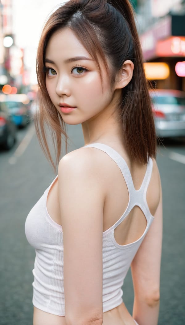 Tags: 21872187, SDXL
{"3": {"inputs": {"seed": 130881097792440, "steps": 64, "cfg": 7.72, "sampler_name": "dpmpp_2m", "scheduler": "karras", "denoise": 1.0, "model": ["27", 0], "positive": ["6", 0], "negative": ["7", 0], "latent_image": ["5", 0]}, "class_type": "KSampler"}, "4": {"inputs": {"ckpt_name": "juggernautxl.safetensors"}, "class_type": "CheckpointLoaderSimple"}, "5": {"inputs": {"width": 768, "height": 1344, "batch_size": 1}, "class_type": "EmptyLatentImage"}, "6": {"inputs": {"text": "24 year old girl, (japanese:0.99), (irish:0.95), (ukrainian:0.96), (idol:1.02), (beautiful eyes:1.13), (sexy lips:0.99), (blush:1.14), (seductive facial expression:0.95), (cute:0.95), (temptress:1.01), (double eyelids:1.06), (eyelashes:0.95), (seductive pose:0.95), (pale skin:1.01), (slim:1.12), (detailed face:1.01), (perky ass:1.03), (exposed ass:1.04), (looking back:0.95), (sexy ass:1.12), (thigh gap:1.14), (white tanktop:1.03), busy street, (textured skin:1.00), (portra:1.09), (skin fuzz:1.06), (natural looking skin:1.00), (detailed skin:1.06), (candid cinema:1.06), (film:1.07), (soft lighting:1.04), (RAW:1.05)", "clip": ["27", 1]}, "class_type": "CLIPTextEncode"}, "7": {"inputs": {"text": "(distorted:1.06), (bad hands:1.12), (twisted:1.11), (worst quality:1.07), (watermark:1.05), (low resolution:1.11), (open mouth:1.08)", "clip": ["27", 1]}, "class_type": "CLIPTextEncode"}, "8": {"inputs": {"samples": ["3", 0], "vae": ["4", 2]}, "class_type": "VAEDecode"}, "25": {"inputs": {"lora_name": "nudify_xl.safetensors", "strength_model": 0.21, "strength_clip": 0.28, "model": ["4", 0], "clip": ["4", 1]}, "class_type": "LoraLoader"}, "26": {"inputs": {"lora_name": "shirtlift_SDXL_v2.safetensors", "strength_model": 0.1, "strength_clip": 0.08, "model": ["25", 0], "clip": ["25", 1]}, "class_type": "LoraLoader"}, "27": {"inputs": {"lora_name": "PerfectEyesXL.safetensors", "strength_model": 0.03, "strength_clip": 0.12, "model": ["26", 0], "clip": ["26", 1]}, "class_type": "LoraLoader"}, "30": {"inputs": {"model_name": "4x_NMKD-Superscale-SP_178000_G.pth"}, "class_type": "UpscaleModelLoader"}, "31": {"inputs": {"upscale_model": ["30", 0], "image": ["8", 0]}, "class_type": "ImageUpscaleWithModel"}, "32": {"inputs": {"upscale_method": "lanczos", "scale_by": 0.5, "image": ["31", 0]}, "class_type": "ImageScaleBy"}, "33": {"inputs": {"pixels": ["32", 0], "vae": ["4", 2]}, "class_type": "VAEEncode"}, "34": {"inputs": {"seed": 130881097792440, "steps": 64, "cfg": 7.72, "sampler_name": "dpmpp_2m", "scheduler": "karras", "denoise": 0.3, "model": ["27", 0], "positive": ["6", 0], "negative": ["7", 0], "latent_image": ["33", 0]}, "class_type": "KSampler"}, "36": {"inputs": {"samples": ["34", 0], "vae": ["4", 2]}, "class_type": "VAEDecode"}, "39": {"inputs": {"filename_prefix": "comfyapi-1713803208735", "images": ["36", 0]}, "class_type": "SaveImage"}}