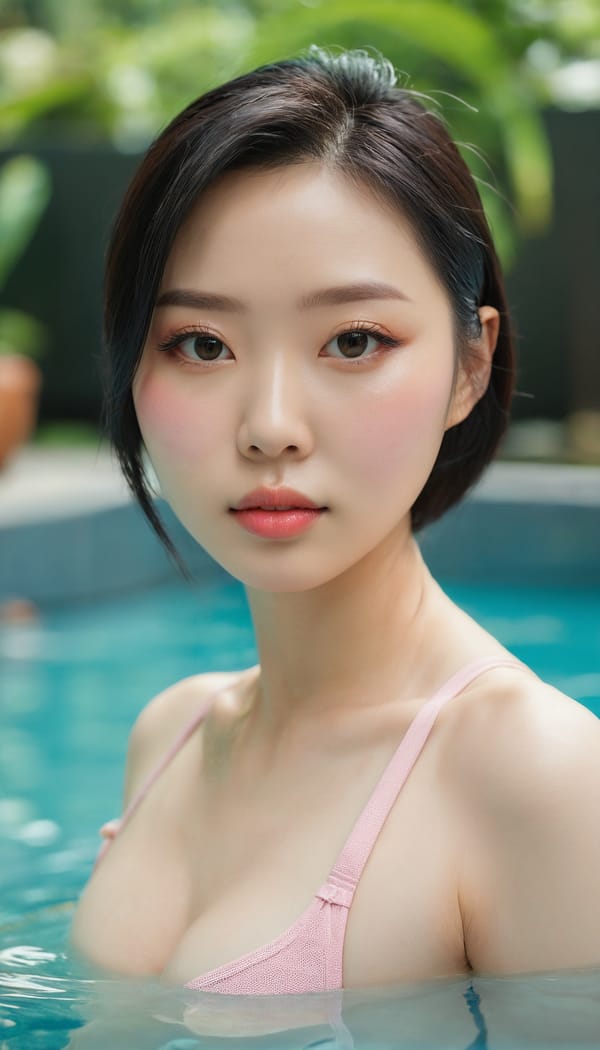 Tags: 21872187, SDXL
{"3": {"inputs": {"seed": 778997013508332, "steps": 64, "cfg": 5.88, "sampler_name": "dpmpp_2m", "scheduler": "karras", "denoise": 1.0, "model": ["27", 0], "positive": ["6", 0], "negative": ["7", 0], "latent_image": ["5", 0]}, "class_type": "KSampler"}, "4": {"inputs": {"ckpt_name": "juggernautxl.safetensors"}, "class_type": "CheckpointLoaderSimple"}, "5": {"inputs": {"width": 768, "height": 1344, "batch_size": 1}, "class_type": "EmptyLatentImage"}, "6": {"inputs": {"text": "27 year old girl, (chinese:1.04), (sexy lips:1.14), (seductive pose:1.08), (blush:1.11), (cute:1.04), (eyelashes:0.95), (seductive facial expression:0.96), (double eyelids:1.07), (slim:1.00), (idol:0.98), (detailed face:1.03), (pale skin:1.14), (beautiful eyes:1.04), (temptress:1.07), (on all fours:0.95), (spreading ass cheeks:0.97), (from behind:1.01), (backboob:1.07), (in a swimsuit:1.02) at a pool, (textured skin:1.05), (skin fuzz:1.06), (portra:1.09), (natural looking skin:1.02), (RAW:1.03), (film:1.08), (candid cinema:1.05), (detailed skin:1.04), (soft lighting:1.05)", "clip": ["27", 1]}, "class_type": "CLIPTextEncode"}, "7": {"inputs": {"text": "(open mouth:1.07), (bad hands:1.13), (watermark:1.09), (worst quality:1.11), (low resolution:1.13), (twisted:1.08)", "clip": ["27", 1]}, "class_type": "CLIPTextEncode"}, "8": {"inputs": {"samples": ["3", 0], "vae": ["4", 2]}, "class_type": "VAEDecode"}, "25": {"inputs": {"lora_name": "nudify_xl.safetensors", "strength_model": 0.12, "strength_clip": 0.08, "model": ["4", 0], "clip": ["4", 1]}, "class_type": "LoraLoader"}, "26": {"inputs": {"lora_name": "shirtlift_SDXL_v2.safetensors", "strength_model": 0.16, "strength_clip": 0.01, "model": ["25", 0], "clip": ["25", 1]}, "class_type": "LoraLoader"}, "27": {"inputs": {"lora_name": "PerfectEyesXL.safetensors", "strength_model": 0.18, "strength_clip": 0.17, "model": ["26", 0], "clip": ["26", 1]}, "class_type": "LoraLoader"}, "30": {"inputs": {"model_name": "4x_NMKD-Superscale-SP_178000_G.pth"}, "class_type": "UpscaleModelLoader"}, "31": {"inputs": {"upscale_model": ["30", 0], "image": ["8", 0]}, "class_type": "ImageUpscaleWithModel"}, "32": {"inputs": {"upscale_method": "lanczos", "scale_by": 0.5, "image": ["31", 0]}, "class_type": "ImageScaleBy"}, "33": {"inputs": {"pixels": ["32", 0], "vae": ["4", 2]}, "class_type": "VAEEncode"}, "34": {"inputs": {"seed": 778997013508332, "steps": 64, "cfg": 5.88, "sampler_name": "dpmpp_2m", "scheduler": "karras", "denoise": 0.3, "model": ["27", 0], "positive": ["6", 0], "negative": ["7", 0], "latent_image": ["33", 0]}, "class_type": "KSampler"}, "36": {"inputs": {"samples": ["34", 0], "vae": ["4", 2]}, "class_type": "VAEDecode"}, "39": {"inputs": {"filename_prefix": "comfyapi-1725174362987", "images": ["36", 0]}, "class_type": "SaveImage"}}