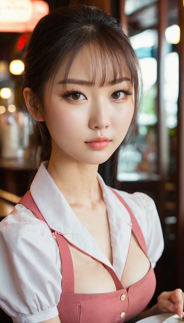 Tags: 21872187, SDXL
{"3": {"inputs": {"seed": 481064444763289, "steps": 64, "cfg": 5.79, "sampler_name": "dpmpp_2m", "scheduler": "karras", "denoise": 1.0, "model": ["27", 0], "positive": ["6", 0], "negative": ["7", 0], "latent_image": ["5", 0]}, "class_type": "KSampler"}, "4": {"inputs": {"ckpt_name": "juggernautxl.safetensors"}, "class_type": "CheckpointLoaderSimple"}, "5": {"inputs": {"width": 768, "height": 1344, "batch_size": 1}, "class_type": "EmptyLatentImage"}, "6": {"inputs": {"text": "24 year old girl, (russian:1.12), (japanese:1.04), (sexy lips:1.13), (beautiful eyes:1.14), (detailed face:1.08), (blush:1.07), (slim:1.10), (seductive pose:1.08), (cute:1.10), (temptress:1.06), (eyelashes:1.02), (idol:1.12), (seductive facial expression:1.01), (double eyelids:0.96), (pale skin:1.07), (in a seductive pose:1.04), (large perky breasts:0.99), (cleavage:1.04), (thigh gap:1.06), (a waitress in uniform:1.03) working at a restaurant, (soft lighting:1.02), (film:1.06), (portra:1.00), (natural looking skin:1.02), (detailed skin:1.04), (skin fuzz:1.09), (RAW:1.01), (textured skin:1.02), (candid cinema:1.04)", "clip": ["27", 1]}, "class_type": "CLIPTextEncode"}, "7": {"inputs": {"text": "(twisted:1.11), (watermark:1.10), (distorted:1.10), (bad hands:1.08), (worst quality:1.07), (open mouth:1.05), (low resolution:1.10)", "clip": ["27", 1]}, "class_type": "CLIPTextEncode"}, "8": {"inputs": {"samples": ["3", 0], "vae": ["4", 2]}, "class_type": "VAEDecode"}, "25": {"inputs": {"lora_name": "nudify_xl.safetensors", "strength_model": 0.11, "strength_clip": 0.09, "model": ["4", 0], "clip": ["4", 1]}, "class_type": "LoraLoader"}, "26": {"inputs": {"lora_name": "shirtlift_SDXL_v2.safetensors", "strength_model": 0.03, "strength_clip": 0.14, "model": ["25", 0], "clip": ["25", 1]}, "class_type": "LoraLoader"}, "27": {"inputs": {"lora_name": "PerfectEyesXL.safetensors", "strength_model": 0.03, "strength_clip": 0.19, "model": ["26", 0], "clip": ["26", 1]}, "class_type": "LoraLoader"}, "30": {"inputs": {"model_name": "4x_NMKD-Superscale-SP_178000_G.pth"}, "class_type": "UpscaleModelLoader"}, "31": {"inputs": {"upscale_model": ["30", 0], "image": ["8", 0]}, "class_type": "ImageUpscaleWithModel"}, "32": {"inputs": {"upscale_method": "lanczos", "scale_by": 0.5, "image": ["31", 0]}, "class_type": "ImageScaleBy"}, "33": {"inputs": {"pixels": ["32", 0], "vae": ["4", 2]}, "class_type": "VAEEncode"}, "34": {"inputs": {"seed": 481064444763289, "steps": 64, "cfg": 5.79, "sampler_name": "dpmpp_2m", "scheduler": "karras", "denoise": 0.3, "model": ["27", 0], "positive": ["6", 0], "negative": ["7", 0], "latent_image": ["33", 0]}, "class_type": "KSampler"}, "36": {"inputs": {"samples": ["34", 0], "vae": ["4", 2]}, "class_type": "VAEDecode"}, "39": {"inputs": {"filename_prefix": "comfyapi-1714645499085", "images": ["36", 0]}, "class_type": "SaveImage"}}