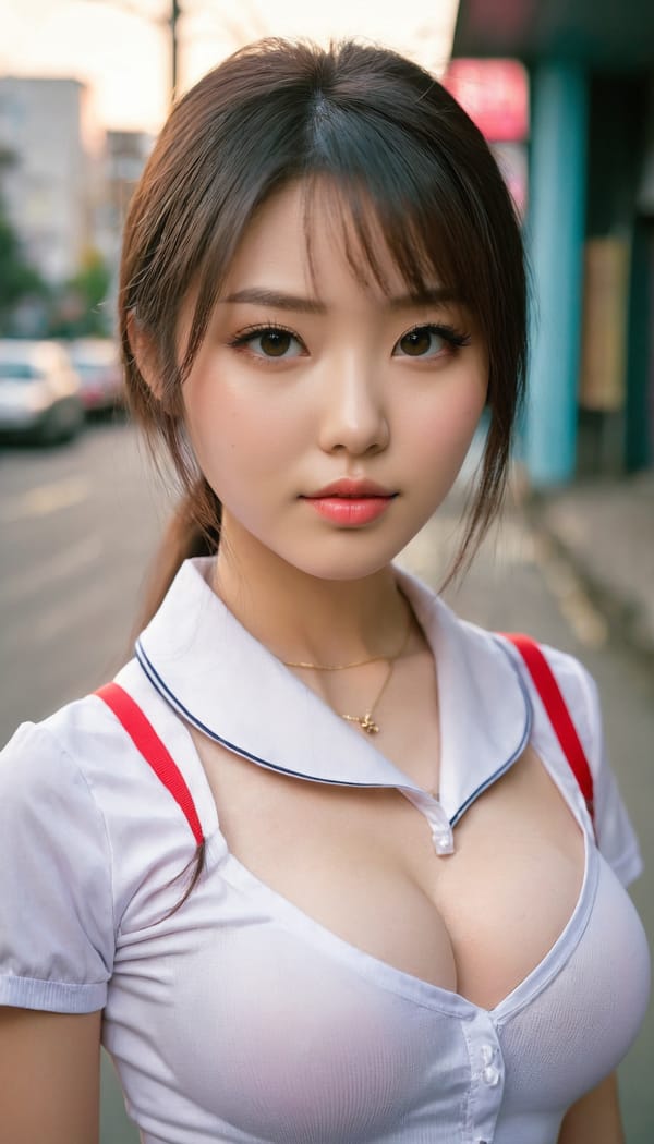 Tags: 21872187, SDXL
{"3": {"inputs": {"seed": 186839542229227, "steps": 32, "cfg": 7.47, "sampler_name": "dpmpp_2m", "scheduler": "karras", "denoise": 1.0, "model": ["27", 0], "positive": ["6", 0], "negative": ["7", 0], "latent_image": ["5", 0]}, "class_type": "KSampler"}, "4": {"inputs": {"ckpt_name": "juggernautxl.safetensors"}, "class_type": "CheckpointLoaderSimple"}, "5": {"inputs": {"width": 768, "height": 1344, "batch_size": 1}, "class_type": "EmptyLatentImage"}, "6": {"inputs": {"text": "23 year old girl, (ukrainian:0.98), (japanese:0.98), (sexy lips:1.04), (temptress:0.99), (seductive pose:1.03), (beautiful eyes:1.05), (idol:1.06), (detailed face:1.06), (blush:1.10), (seductive facial expression:1.14), (pale skin:1.04), (eyelashes:0.99), (cute:1.10), (slim:1.11), (in a seductive pose:0.98), (large perky breasts:0.97), (cleavage:0.98), (thigh gap:1.11), (school uniform:1.01), choker, busy street, (textured skin:1.05), (soft lighting:1.01), (portra:1.02), (candid cinema:1.00), (natural looking skin:1.01), (RAW:1.09), (film:1.06), (detailed skin:1.04), (skin fuzz:1.01)", "clip": ["27", 1]}, "class_type": "CLIPTextEncode"}, "7": {"inputs": {"text": "(open mouth:1.06), (distorted:1.06), (worst quality:1.05), (bad hands:1.08), (twisted:1.13), (watermark:1.12), (low resolution:1.10)", "clip": ["27", 1]}, "class_type": "CLIPTextEncode"}, "8": {"inputs": {"samples": ["3", 0], "vae": ["4", 2]}, "class_type": "VAEDecode"}, "25": {"inputs": {"lora_name": "nudify_xl.safetensors", "strength_model": 0.38, "strength_clip": 0.23, "model": ["4", 0], "clip": ["4", 1]}, "class_type": "LoraLoader"}, "26": {"inputs": {"lora_name": "shirtlift_SDXL_v2.safetensors", "strength_model": 0.11, "strength_clip": 0.12, "model": ["25", 0], "clip": ["25", 1]}, "class_type": "LoraLoader"}, "27": {"inputs": {"lora_name": "PerfectEyesXL.safetensors", "strength_model": 0.17, "strength_clip": 0.13, "model": ["26", 0], "clip": ["26", 1]}, "class_type": "LoraLoader"}, "30": {"inputs": {"model_name": "4x_NMKD-Superscale-SP_178000_G.pth"}, "class_type": "UpscaleModelLoader"}, "31": {"inputs": {"upscale_model": ["30", 0], "image": ["8", 0]}, "class_type": "ImageUpscaleWithModel"}, "32": {"inputs": {"upscale_method": "lanczos", "scale_by": 0.5, "image": ["31", 0]}, "class_type": "ImageScaleBy"}, "33": {"inputs": {"pixels": ["32", 0], "vae": ["4", 2]}, "class_type": "VAEEncode"}, "34": {"inputs": {"seed": 186839542229227, "steps": 32, "cfg": 7.47, "sampler_name": "dpmpp_2m", "scheduler": "karras", "denoise": 0.3, "model": ["27", 0], "positive": ["6", 0], "negative": ["7", 0], "latent_image": ["33", 0]}, "class_type": "KSampler"}, "36": {"inputs": {"samples": ["34", 0], "vae": ["4", 2]}, "class_type": "VAEDecode"}, "39": {"inputs": {"filename_prefix": "comfyapi-1734405192174", "images": ["36", 0]}, "class_type": "SaveImage"}}