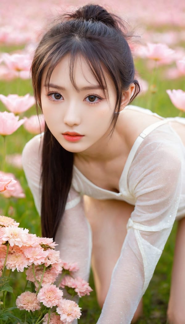 Tags: 21872187, SDXL
{"3": {"inputs": {"seed": 530333873061878, "steps": 32, "cfg": 7.67, "sampler_name": "dpmpp_2m", "scheduler": "karras", "denoise": 1.0, "model": ["27", 0], "positive": ["6", 0], "negative": ["7", 0], "latent_image": ["5", 0]}, "class_type": "KSampler"}, "4": {"inputs": {"ckpt_name": "leosamsHelloworldSDXL_helloworldSDXL32DPO.safetensors"}, "class_type": "CheckpointLoaderSimple"}, "5": {"inputs": {"width": 768, "height": 1344, "batch_size": 1}, "class_type": "EmptyLatentImage"}, "6": {"inputs": {"text": "19 year old girl, (japanese:1.06), (russian:1.06), (chinese:1.10), (beautiful eyes:1.11), (temptress:1.04), (slim:1.06), (idol:0.99), (eyelashes:1.14), (cute:0.97), (detailed face:1.06), (seductive pose:0.99), (sexy lips:1.13), (double eyelids:1.12), (seductive facial expression:1.00), (perky ass:1.14), (exposed ass:0.99), (looking back:0.95), (sexy ass:1.07), (thigh gap:1.02), wearing (translucent clothes:1.01) on a flower field, (detailed skin:1.05), (textured skin:1.03), (natural looking skin:1.07), (RAW:1.04), (candid cinema:1.07), (film:1.01), (skin fuzz:1.04), (portra:1.01), (soft lighting:1.08)", "clip": ["27", 1]}, "class_type": "CLIPTextEncode"}, "7": {"inputs": {"text": "(watermark:1.10), (open mouth:1.10), (bad hands:1.13), (low resolution:1.07), (worst quality:1.08), (twisted:1.07)", "clip": ["27", 1]}, "class_type": "CLIPTextEncode"}, "8": {"inputs": {"samples": ["3", 0], "vae": ["4", 2]}, "class_type": "VAEDecode"}, "25": {"inputs": {"lora_name": "nudify_xl.safetensors", "strength_model": 0.15, "strength_clip": 0.01, "model": ["4", 0], "clip": ["4", 1]}, "class_type": "LoraLoader"}, "26": {"inputs": {"lora_name": "shirtlift_SDXL_v2.safetensors", "strength_model": 0.15, "strength_clip": 0.12, "model": ["25", 0], "clip": ["25", 1]}, "class_type": "LoraLoader"}, "27": {"inputs": {"lora_name": "PerfectEyesXL.safetensors", "strength_model": 0.12, "strength_clip": 0.09, "model": ["26", 0], "clip": ["26", 1]}, "class_type": "LoraLoader"}, "30": {"inputs": {"model_name": "4x_NMKD-Superscale-SP_178000_G.pth"}, "class_type": "UpscaleModelLoader"}, "31": {"inputs": {"upscale_model": ["30", 0], "image": ["8", 0]}, "class_type": "ImageUpscaleWithModel"}, "32": {"inputs": {"upscale_method": "lanczos", "scale_by": 0.5, "image": ["31", 0]}, "class_type": "ImageScaleBy"}, "33": {"inputs": {"pixels": ["32", 0], "vae": ["4", 2]}, "class_type": "VAEEncode"}, "34": {"inputs": {"seed": 530333873061878, "steps": 32, "cfg": 7.67, "sampler_name": "dpmpp_2m", "scheduler": "karras", "denoise": 0.3, "model": ["27", 0], "positive": ["6", 0], "negative": ["7", 0], "latent_image": ["33", 0]}, "class_type": "KSampler"}, "36": {"inputs": {"samples": ["34", 0], "vae": ["4", 2]}, "class_type": "VAEDecode"}, "39": {"inputs": {"filename_prefix": "comfyapi-1707705187408", "images": ["36", 0]}, "class_type": "SaveImage"}}