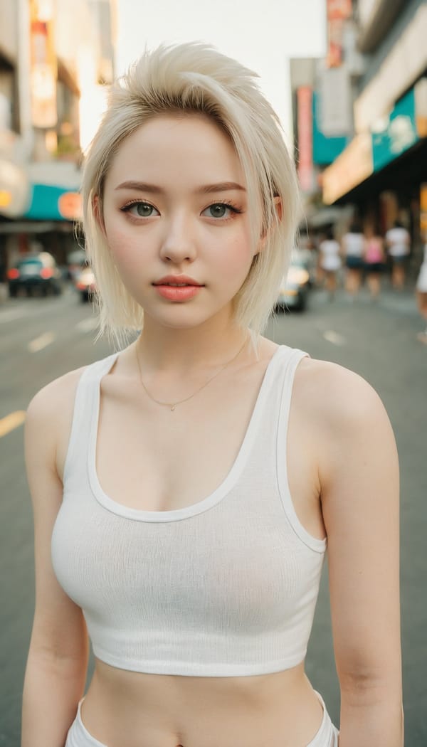 Tags: 21872187, SDXL
{"3": {"inputs": {"seed": 371362144020269, "steps": 64, "cfg": 6.17, "sampler_name": "dpmpp_2m", "scheduler": "karras", "denoise": 1.0, "model": ["27", 0], "positive": ["6", 0], "negative": ["7", 0], "latent_image": ["5", 0]}, "class_type": "KSampler"}, "4": {"inputs": {"ckpt_name": "juggernautxl.safetensors"}, "class_type": "CheckpointLoaderSimple"}, "5": {"inputs": {"width": 768, "height": 1344, "batch_size": 1}, "class_type": "EmptyLatentImage"}, "6": {"inputs": {"text": "21 year old girl, (seductive facial expression:0.99), (pale skin:1.04), (idol:1.06), (blush:0.99), (eyelashes:1.00), (slim:1.01), (cute:1.05), (sexy lips:1.08), (beautiful eyes:1.04), (double eyelids:0.96), (perky ass:1.01), (exposed ass:1.05), (looking back:1.09), (sexy ass:1.07), (thigh gap:1.05), (white tanktop:1.09), busy street, (film:1.04), (textured skin:1.03), (skin fuzz:1.08), (soft lighting:1.02), (RAW:1.09), (candid cinema:1.02), (portra:1.07), (natural looking skin:1.00), (detailed skin:1.01)", "clip": ["27", 1]}, "class_type": "CLIPTextEncode"}, "7": {"inputs": {"text": "(distorted:1.07), (bad hands:1.11), (watermark:1.07), (worst quality:1.07), (twisted:1.13), (open mouth:1.08), (low resolution:1.12)", "clip": ["27", 1]}, "class_type": "CLIPTextEncode"}, "8": {"inputs": {"samples": ["3", 0], "vae": ["4", 2]}, "class_type": "VAEDecode"}, "25": {"inputs": {"lora_name": "nudify_xl.safetensors", "strength_model": 0.2, "strength_clip": 0.2, "model": ["4", 0], "clip": ["4", 1]}, "class_type": "LoraLoader"}, "26": {"inputs": {"lora_name": "shirtlift_SDXL_v2.safetensors", "strength_model": 0.12, "strength_clip": 0.14, "model": ["25", 0], "clip": ["25", 1]}, "class_type": "LoraLoader"}, "27": {"inputs": {"lora_name": "PerfectEyesXL.safetensors", "strength_model": 0.16, "strength_clip": 0.19, "model": ["26", 0], "clip": ["26", 1]}, "class_type": "LoraLoader"}, "30": {"inputs": {"model_name": "4x_NMKD-Superscale-SP_178000_G.pth"}, "class_type": "UpscaleModelLoader"}, "31": {"inputs": {"upscale_model": ["30", 0], "image": ["8", 0]}, "class_type": "ImageUpscaleWithModel"}, "32": {"inputs": {"upscale_method": "lanczos", "scale_by": 0.5, "image": ["31", 0]}, "class_type": "ImageScaleBy"}, "33": {"inputs": {"pixels": ["32", 0], "vae": ["4", 2]}, "class_type": "VAEEncode"}, "34": {"inputs": {"seed": 371362144020269, "steps": 64, "cfg": 6.17, "sampler_name": "dpmpp_2m", "scheduler": "karras", "denoise": 0.3, "model": ["27", 0], "positive": ["6", 0], "negative": ["7", 0], "latent_image": ["33", 0]}, "class_type": "KSampler"}, "36": {"inputs": {"samples": ["34", 0], "vae": ["4", 2]}, "class_type": "VAEDecode"}, "39": {"inputs": {"filename_prefix": "comfyapi-1733015382712", "images": ["36", 0]}, "class_type": "SaveImage"}}